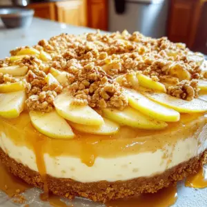 - 2 cups graham cracker crumbs - 1/2 cup unsalted butter, melted - 1/4 cup sugar - 4 (8 oz) packages cream cheese, softened - 1 cup sugar (for cheesecake filling) - 1 teaspoon vanilla extract - 4 large eggs - 4 medium apples, peeled, cored, and thinly sliced - 1 teaspoon cinnamon - 1/4 teaspoon nutmeg - 1/4 cup brown sugar - 1/2 cup rolled oats - 1/2 cup chopped walnuts or pecans - 1/4 cup flour This recipe uses specific amounts to create a perfect balance. The crust needs 2 cups of graham cracker crumbs and 1/2 cup of melted butter. This mix forms a sturdy base. For the cheesecake filling, I use 4 packages of cream cheese, 1 cup sugar, and 4 eggs. Each ingredient plays a role in texture and flavor. The apple layer includes 4 apples, plus spices for a warm touch. The crumble topping requires 1/2 cup oats, 1/2 cup nuts, and 1/4 cup brown sugar. These ingredients create a crunchy finish. You can swap some ingredients if needed. Use almond flour for a gluten-free crust. Greek yogurt can replace cream cheese for a lighter option. If you lack fresh apples, try canned ones. Just make sure to drain them well. For nuts, feel free to switch walnuts for pecans or even almonds. Using maple syrup instead of sugar can add a unique flavor twist. These simple swaps help you tailor the recipe to fit your needs while keeping that delicious taste. Start by mixing the graham cracker crumbs, melted butter, and sugar in a bowl. Stir until the crumbs are well coated. Next, press this mixture into the bottom of a 9-inch springform pan. Make sure it is even and firm. Set this aside for later. In a large bowl, take the softened cream cheese. Use a hand mixer to beat it until smooth. Gradually add in the sugar and mix until combined. Then, add the vanilla extract and mix again. In another bowl, take the thinly sliced apples. Mix them with the cinnamon, nutmeg, and brown sugar. Toss until all the apples are coated nicely. In a small bowl, mix the rolled oats, nuts, flour, and brown sugar. Pour in the melted butter and stir until it looks crumbly. This will add great texture to the cheesecake. Preheat your oven to 325°F (160°C). Place your springform pan in the oven. Bake for 60 to 70 minutes. The center should be slightly jiggly but set. After baking, turn off the oven and open the door a bit. Let the cheesecake cool for one hour. After that, let it cool to room temperature. Finally, chill it in the fridge for at least four hours or overnight for the best taste. To achieve a creamy cheesecake, start with room temperature cream cheese. Cold cream cheese can lead to lumps. Cut the cream cheese into smaller pieces and let it sit for 30 minutes. Beat it until smooth before adding other ingredients. This step makes mixing easier and smooths out the texture. One common mistake is overmixing the batter. Mix just until combined after adding each egg. Overmixing adds air, which can cause cracks. Another mistake is not cooling it properly. Letting the cheesecake cool slowly in the oven helps avoid cracks and keeps it creamy. Adding spices can elevate your cheesecake. Besides cinnamon and nutmeg, consider adding ginger or allspice for warmth. A pinch of cardamom can also add depth. You can use these spices in the apple filling or the cheesecake mix. Just a little can make a big difference. {{image_2}} You can use many fruits for this cheesecake. Apples are great, but why stop there? Try pears, peaches, or berries for a new twist. Each fruit adds its own flavor and texture. For a more tropical vibe, use mango or pineapple. Just make sure to adjust the sugar based on the fruit's sweetness. If you're gluten-free, don't worry! You can still enjoy this dessert. Use almond flour or gluten-free graham crackers for your crust. Mix the flour with melted butter and a bit of sugar. Press it into your pan like you would with regular crumbs. It gives the same crunch without the gluten! The topping can be flexible too. Instead of walnuts, use pecans or almonds. If you prefer no nuts, just double the oats. You can also try coconut flakes for a fun twist. This topping adds great texture and crunch. Don’t be afraid to get creative with your favorite flavors! To keep your apple crumble cheesecake fresh, wrap it well. Use plastic wrap or foil. This will help keep it moist and tasty. You can also store it in an airtight container. Always place it in the fridge after it cools down. This will help keep its flavor and texture intact. Your cheesecake will last about 5 days in the fridge. After that, it may start to lose its taste and texture. To enjoy the best flavor, eat it within this time. Remember, the longer it sits, the more it may change. You can freeze your cheesecake for up to 3 months. First, make sure it is fully chilled. Wrap it tightly in plastic wrap and then in foil. This helps prevent freezer burn. When you're ready to eat it, thaw it in the fridge overnight. This keeps it creamy and delicious. Yes, you can make this cheesecake a day in advance. After baking, let it cool. Then, chill it in the fridge. This allows the flavors to blend well. It also helps the texture set perfectly. If you need a substitute for cream cheese, use mascarpone cheese. It has a similar texture and taste. You can also use Greek yogurt. However, the flavor will change a bit. Check the cheesecake around the 60-minute mark. The center should be slightly jiggly but not liquid. When it cools, it will set up more. If you see cracks, that’s okay. To slice the cheesecake, use a sharp knife. Dip the knife in hot water, then wipe it dry. This keeps the slices clean and neat. Repeat this for each slice to avoid mess. Yes! Caramel or chocolate sauce adds extra flavor. Drizzle it on top before serving. You can also serve it on the side for guests to add. This makes each slice even more special! This blog post covered everything you need for a great cheesecake. We talked about the right ingredients and their measurements, plus tasty substitutions. I shared step-by-step instructions to help you create the perfect dessert. You also got tips to avoid mistakes and spice things up. Don’t forget the variations for different flavors and textures. Finally, I included storage tips to keep your cheesecake fresh. With these tools, you can impress anyone with your baking skills. Enjoy making your cheesecake!