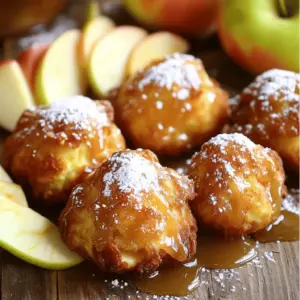 - 2 medium-sized apples (e.g., Granny Smith or Honeycrisp), peeled and diced - 2 cups all-purpose flour - 1 tablespoon baking powder - 1 teaspoon ground cinnamon - 1/2 teaspoon salt - 2 large eggs - 1 cup milk - 1/4 cup granulated sugar - 1 teaspoon vanilla extract - Oil for frying I like using Granny Smith apples for a tart taste. Honeycrisp adds sweetness. Both work well in this recipe. Make sure to peel and dice the apples into small chunks. This helps them cook evenly in the fritters. - 1/2 cup maple syrup - 1 cup powdered sugar Maple syrup gives a rich, sweet flavor. Mixing it with powdered sugar creates a smooth glaze. You want it to drizzle easily over the warm fritters. - Alternative Apple Varieties You can try other apples, like Fuji or Braeburn. Each type gives a unique taste. - Gluten-Free Flour Options If you need a gluten-free option, use almond flour or a gluten-free blend. This keeps the fritters tasty while meeting dietary needs. - Dicing the Apples: Start by peeling two medium apples. I love using Granny Smith or Honeycrisp for their sweetness and tartness. Cut the apples into small chunks. Aim for pieces about half an inch wide. This size helps them cook evenly in the fritters. - Setting Aside the Apples: Once diced, place the apple chunks in a bowl. Set them aside as you prepare the batter. This keeps them fresh and ready to fold in later. - Combining Dry Ingredients: Grab a large mixing bowl. In it, whisk together two cups of all-purpose flour, one tablespoon of baking powder, one teaspoon of ground cinnamon, and half a teaspoon of salt. This mix gives the fritters their fluffy texture and warm flavor. - Preparing Wet Ingredients: In a separate bowl, beat two large eggs. Then add one cup of milk, a quarter cup of granulated sugar, and one teaspoon of vanilla extract. Mix these until smooth and well combined. This mixture adds moisture and sweetness to your fritters. - Frying Process: Heat oil in a deep frying pan or pot over medium heat. Aim for about 350°F or 175°C. Once the oil is hot, spoon about two tablespoons of batter into the oil. Be careful not to overcrowd the pan. Fry for 2-3 minutes on each side until they turn golden brown. - Draining Excess Oil: Use a slotted spoon to lift the fritters out of the oil. Place them on a plate lined with paper towels. This step helps absorb any extra oil, keeping your fritters light and crispy. - Whisking Ingredients Together: In a small bowl, whisk together half a cup of maple syrup and one cup of powdered sugar. Mix until smooth. This glaze adds a sweet, rich finish to your fritters. - Drizzling Over Fritters: Drizzle the warm maple glaze over the fritters right after frying. Let it soak in a bit for extra sweetness. This step elevates each bite, making them truly irresistible. - Avoiding Overmixing: When you mix the batter, be gentle. Overmixing makes fritters tough. Stir until just combined. Small lumps are okay. This keeps your fritters light and fluffy. - Frying Temperature Checklist: Heat the oil to about 350°F (175°C). Use a thermometer for accuracy. If the oil is too cold, fritters absorb oil and become greasy. If too hot, they burn outside but stay raw inside. - Presentation Ideas: Place the fritters on a nice serving plate. Dust them with extra powdered sugar. Add a few apple slices around them. A drizzle of maple syrup makes it look even more tempting. - Pairing with Beverages: These fritters taste great with coffee or hot tea. A cold glass of apple cider also pairs well. These drinks enhance the sweet flavors of the fritters. - Overcrowding the Frying Pan: Fry fritters in small batches. If you add too many, the oil cools down. This results in soggy, unevenly cooked fritters. - Incorrect Glaze Consistency: The glaze should be smooth and pourable. If it’s too thick, add a bit more maple syrup. If it’s too thin, add more powdered sugar. This ensures the glaze sticks well to the fritters. {{image_2}} Adding nuts or raisins can bring a new twist to your fritters. I love using chopped walnuts or pecans for a nice crunch. You can even add raisins for a sweet burst in every bite. Mix them into the batter along with the apples. Spices can enhance flavor too. You might try nutmeg or ginger. Just a pinch can make your fritters even more exciting. Remember, spices add warmth and depth to your dish. If you want to change things up, try a chocolate glaze. Melt dark chocolate and drizzle it over the fritters instead of maple glaze. This option gives a rich and sweet flavor. Cinnamon sugar is another fun choice. Mix granulated sugar with ground cinnamon, then toss the warm fritters in this mix. The result is a sweet and cozy treat. You can also convert these fritters into a baked version. This option saves some calories and cuts down on oil. Use a muffin tin or a baking sheet. Adjust the cooking time and temperature. Bake at 350°F (175°C) for about 15-20 minutes. Check for a golden color on top. Baked fritters can still be soft and delicious, just like the fried ones! To keep your fritters fresh, store them in an airtight container. This method prevents moisture from making them soggy. I recommend using a container with a tight lid. Glass containers work well, as they do not retain odors. If you use plastic, ensure it is food-safe and BPA-free. When you want to enjoy your fritters again, reheating is key. The oven is best for keeping them crispy. Preheat your oven to 350°F (175°C). Place fritters on a baking sheet and heat for about 10 minutes. If you're in a hurry, the microwave is an option but may make them soft. To keep them crispy in the microwave, place a paper towel under them. This helps absorb moisture. If stored properly, fritters last up to three days. After that, they can lose freshness. For longer storage, consider freezing them. Wrap each fritter in plastic wrap and place them in a freezer-safe bag. They can last for up to three months in the freezer. When you're ready to eat, thaw them overnight in the fridge before reheating. You can tell fritters are done by their color and texture. Look for a golden brown outside. You should see small bubbles rising in the oil, too. When you touch them, they should feel firm, not soggy. Cooking usually takes about 2-3 minutes on each side. Use a slotted spoon to lift one out. If it feels light and crispy, it’s ready to come out. Yes, you can try other fruits! Pears work well, adding a soft texture. Bananas give a sweet twist. You could even use berries for a tart flavor. Just remember, softer fruits may change the batter's texture. Adjust the amount of fruit to keep a good balance. For frying fritters, I recommend using vegetable oil or canola oil. Both have a high smoke point. This means they heat up well without burning. Peanut oil is another great choice, adding a slight nutty flavor. Avoid olive oil, as it can burn at high temperatures. In this post, we covered how to make tasty apple fritters from scratch. We discussed the key ingredients like apples and the right flours, plus how to mix and cook them perfectly. You learned about common mistakes and tips for serving. Remember to explore different flavors and glazes to make your fritters unique. These simple strategies make fritters fun and delicious. Enjoy trying your recipes, and don't shy away from experimenting. You’ll find your ideal fritter and maybe even impress your friends and family!