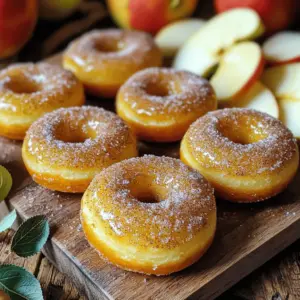 To make baked apple cider donuts, you need these ingredients: - 1 ½ cups apple cider - 2 cups all-purpose flour - 1 teaspoon baking powder - 1 teaspoon baking soda - ½ teaspoon ground cinnamon - ¼ teaspoon ground nutmeg - ½ teaspoon salt - ½ cup brown sugar, packed - ½ cup granulated sugar - 2 large eggs - ½ cup unsweetened applesauce - ¼ cup melted unsalted butter - 1 teaspoon vanilla extract - ½ cup cinnamon sugar (for coating) You can swap a few ingredients if needed: - Use whole wheat flour instead of all-purpose flour for more fiber. - Maple syrup can replace brown sugar for a unique flavor. - For a dairy-free option, use coconut oil instead of butter. - Applesauce is great for moisture, but you can use yogurt as a substitute. Select fresh apple cider for the best taste. Look for a brand with no added sugars. Choose all-purpose flour with a fine texture for light donuts. Check the dates on your spices to ensure they are fresh. Fresh spices enhance the flavors in your donuts. When buying eggs, look for organic or free-range for better quality. Start by boiling the apple cider. Pour 1 ½ cups of cider into a saucepan. Heat it over medium heat until it boils. Lower the heat and let it simmer. You want it to reduce to about ¾ cup. This takes about 10 to 15 minutes. Once it thickens, set it aside to cool a bit. Grab a large mixing bowl for the dry stuff. Add 2 cups of all-purpose flour. Then, mix in 1 teaspoon of baking powder and 1 teaspoon of baking soda. Sprinkle in ½ teaspoon of ground cinnamon, ¼ teaspoon of ground nutmeg, and ½ teaspoon of salt. Stir it all together until combined. In another bowl, whisk ½ cup of brown sugar and ½ cup of granulated sugar. Crack in 2 large eggs and mix well. Add ½ cup of unsweetened applesauce, ¼ cup of melted unsalted butter, and 1 teaspoon of vanilla extract. Finally, pour in the cooled apple cider. Mix until smooth. Now, gently fold this mixture into the dry ingredients. Do not overmix; just combine until you see no dry flour. Get a donut pan and grease it well with cooking spray or butter. Transfer the batter into a piping bag or a zip-top bag. Snip off a corner of the bag. Pipe the batter into the donut pan. Fill each cavity about ¾ full. This ensures they have room to rise. Preheat your oven to 350°F (175°C). Place the filled donut pan in the oven. Bake for 12 to 15 minutes. The donuts are done when they spring back when touched. You can also insert a toothpick to check; it should come out clean. Once done, take them out and let them cool in the pan for 5 minutes. Then, move them to a wire rack to cool completely. When making baked apple cider donuts, avoid overmixing the batter. It can make the donuts tough. Instead, mix until just combined. Another mistake is not reducing the apple cider enough. This step adds deep flavor, so take your time. Also, ensure your oven is fully preheated. An unheated oven can lead to uneven baking. To get the best shape, fill your donut pan about three-quarters full. This allows the donuts to rise perfectly without overflowing. Use a piping bag for neat filling. If you don’t have one, a zip-top bag works, too. Just snip a small corner off and pipe the batter in. To boost flavor, use fresh spices instead of pre-ground ones. Freshly grated nutmeg and cinnamon will make a big difference. You can also add a splash of apple juice for extra sweetness. For a fun twist, mix in chopped apples for texture. Tossing the warm donuts in cinnamon sugar right after baking adds a delightful crunch. {{image_2}} You can add fun flavors to your baked apple cider donuts. Try mixing in some chopped apples or even caramel bits. For a spicy kick, add a pinch of ginger or cloves. If you love chocolate, fold in mini chocolate chips. You can also switch apple cider for other fruit juices like pear or cranberry. Each choice gives a new twist to this classic treat. The cinnamon sugar coating is tasty, but you can get creative. Drizzle your donuts with a simple glaze made from powdered sugar and milk. For a crunch, add crushed nuts or sprinkles. You can also dust them with cocoa powder for a chocolatey finish. If you like a fruity touch, coat them in powdered sugar mixed with lemon zest. Making these donuts gluten-free is easy. Use a gluten-free flour blend in place of all-purpose flour. For a vegan version, replace eggs with flaxseed meal mixed with water. You can also use a plant-based butter and unsweetened almond milk instead of regular butter and milk. These swaps keep the flavors intact while catering to different diets. To keep your baked apple cider donuts fresh, place them in an airtight container. You can stack them carefully but separate layers with parchment paper. This method keeps them moist and tasty for up to three days. If you want them to last longer, consider refrigerating them. Just be aware that chilling might change their texture slightly. Freezing is a great option if you have extra donuts. First, let them cool completely. Then, wrap each donut tightly in plastic wrap. After that, place them in a freezer bag or container. This keeps air out and prevents freezer burn. Frozen donuts can last for up to three months. When you’re ready to eat them, just thaw overnight in the fridge. To enjoy your donuts warm, reheat them in the oven. Preheat the oven to 350°F (175°C). Place the donuts on a baking sheet for about 5-7 minutes. This method restores their soft texture. If you’re in a hurry, you can use the microwave. Heat them for about 10-15 seconds. Just be careful not to overheat, or they will become tough. Baked apple cider donuts stay fresh for about three days. Keep them in an airtight container at room temperature. For longer storage, you can freeze them. They last up to three months in the freezer. Yes, you can make the batter ahead. Store it in the fridge for up to 24 hours. When you're ready, just pipe it into the pan and bake. This is a great time-saver for busy mornings. Baked donuts are lighter and fluffier. They use less oil than fried donuts. Fried donuts have a richer taste and are often denser. Baking is a healthier option, and the flavor of apple cider shines through in both types. You can use apple juice instead of apple cider. The flavor will be sweeter and less complex. Using buttermilk adds a tangy taste, which can also be nice. Experiment to see what you like best! Check for doneness by gently touching the tops. They should spring back when done. You can also insert a toothpick into a donut. If it comes out clean, your donuts are ready. We explored how to make delicious baked apple cider donuts. First, we covered essential ingredients and how to pick the best. Then, we walked through each step of the baking process. Tips and tricks helped avoid common mistakes and improve shape and taste. I also shared fun variations and storage methods to keep your donuts fresh. Enjoy baking and tasting these donuts with your loved ones. You’ll create fun memories and tasty treats!