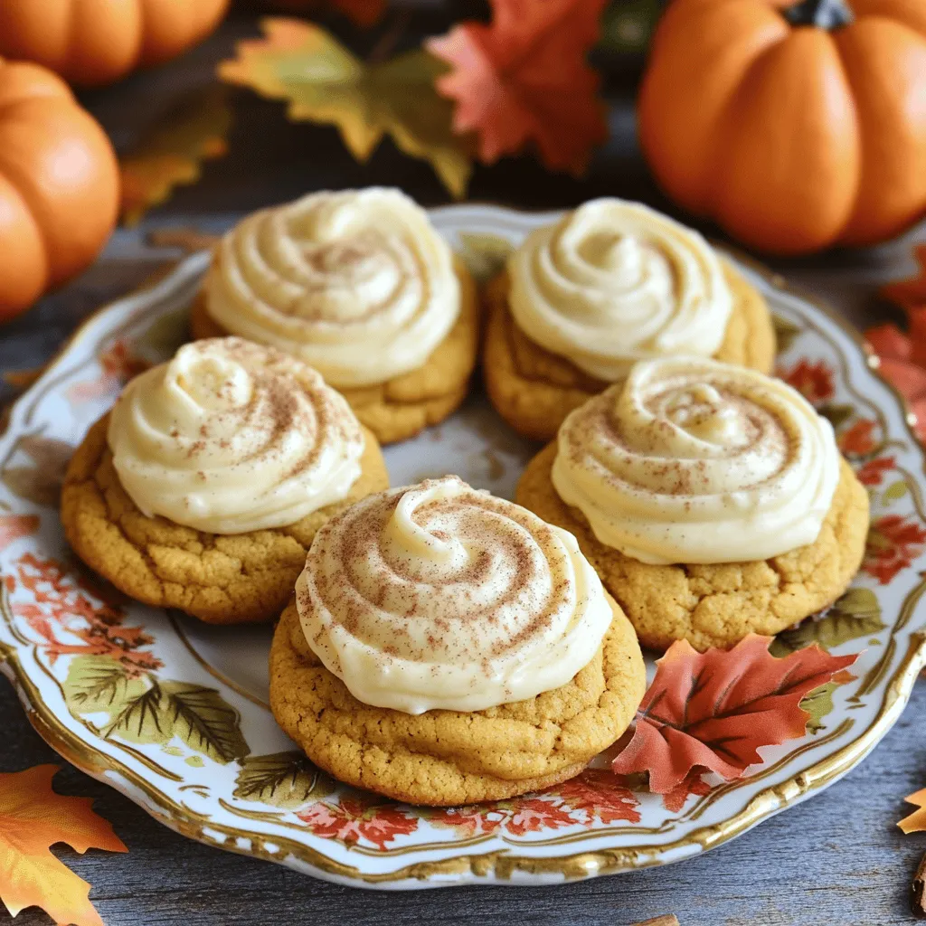 - 2 cups all-purpose flour - 1 teaspoon baking powder - 1 teaspoon baking soda - 1 teaspoon ground cinnamon - ½ teaspoon ground nutmeg - ½ teaspoon salt - ½ cup unsalted butter, softened - 1 cup brown sugar, packed - ½ cup granulated sugar - 1 cup pure pumpkin puree (canned or fresh) - 1 large egg - 1 teaspoon vanilla extract - 4 ounces cream cheese, softened - ½ cup unsalted butter, softened - 2 cups powdered sugar - 1 teaspoon vanilla extract - 1 tablespoon milk (if needed for consistency) Gathering the right ingredients is key for soft pumpkin cookies. For dry ingredients, use all-purpose flour, baking powder, baking soda, ground cinnamon, ground nutmeg, and salt. These ingredients create a fluffy texture and warm flavor. For wet ingredients, you need unsalted butter, packed brown sugar, granulated sugar, pumpkin puree, an egg, and vanilla extract. The pumpkin puree gives the cookies their soft texture and rich taste. Finally, for the cream cheese icing, use softened cream cheese, unsalted butter, powdered sugar, vanilla extract, and a splash of milk if needed. This icing adds a creamy sweetness that pairs perfectly with the pumpkin cookies. Having all these ingredients ready makes the baking process smooth and fun. Enjoy the mix of flavors as you create these delightful cookies! Set your oven to 350°F (175°C). This is the perfect temperature for baking cookies. Next, line two baking sheets with parchment paper. This step helps the cookies not stick. In a medium bowl, whisk together the dry ingredients. Use 2 cups of all-purpose flour, 1 teaspoon of baking powder, 1 teaspoon of baking soda, 1 teaspoon of ground cinnamon, ½ teaspoon of ground nutmeg, and ½ teaspoon of salt. Mixing these helps the flavors blend well. In a large bowl, cream together ½ cup of softened unsalted butter, 1 cup of packed brown sugar, and ½ cup of granulated sugar. Use an electric mixer for about 2-3 minutes until it’s smooth. Next, add 1 cup of pumpkin puree, 1 large egg, and 1 teaspoon of vanilla extract. Mix until everything is well combined. Slowly add the dry ingredients into the wet mixture. Mix until just combined. Do not overmix. With a cookie scoop or spoon, drop rounded tablespoons of dough onto the sheets, keeping space between each cookie. Bake for 12-15 minutes. The edges should be set, and the tops should feel soft. While cookies cool, make the icing. In a medium bowl, beat together 4 ounces of softened cream cheese and ½ cup of softened butter until creamy. Gradually mix in 2 cups of powdered sugar. Stir in 1 teaspoon of vanilla extract. If the icing is thick, add 1 tablespoon of milk for a smooth texture. Once cookies are cool, spread the cream cheese icing on each cookie. Be generous for the best taste! Enjoy the soft pumpkin cookies with their sweet icing. To make the best soft pumpkin cookies, avoid overmixing the dough. Overmixing can make your cookies tough. Mix just until you see no dry flour. This keeps them soft and tender. Check for doneness by looking at the edges. They should be set, but the tops will look soft. A toothpick should come out clean when inserted in the center. Remember, they will firm up as they cool. For the cream cheese icing, you may need to adjust the consistency. If it's too thick, add a tablespoon of milk. This makes it easy to spread on the cookies. Aim for a smooth, spreadable texture. Ensure even spreading by using a small spatula or a butter knife. This gives each cookie a nice, even layer of icing. A thin layer looks great and adds just the right sweetness. Presentation can enhance your cookies. Serve them on a pretty plate and sprinkle a little ground cinnamon on top. This adds a lovely touch. You can also use mini pumpkins or autumn leaves for decoration. Pair your cookies with warm beverages. A cup of tea or coffee complements the flavors well. You can also enjoy them with hot apple cider for a festive vibe. {{image_2}} You can easily customize your soft pumpkin cookies. One tasty idea is to add chocolate chips. They bring a rich, sweet twist. You can mix in about a cup of dark or milk chocolate chips. Just fold them into the dough before baking. Another fun option is to try different spices. Ginger and clove can add a warm, aromatic flavor. Just replace some of the cinnamon with these spices to create a unique taste. If you need a gluten-free option, you can use gluten-free flour. Many brands offer blends that work well in cookies. Substitute the all-purpose flour with an equal amount of gluten-free flour. This change will keep your cookies soft and delicious. Make sure to check the brand's instructions for best results. For those seeking a vegan option, you can modify the icing. Instead of cream cheese, use a vegan cream cheese or coconut cream. This will keep the same smooth texture. For sweeteners, consider using sugar substitutes like stevia or coconut sugar. These options can help health-conscious bakers enjoy the cookies without extra sugar. To keep your soft pumpkin cookies fresh, store them in an airtight container. Place a piece of parchment paper between layers of cookies. This keeps them from sticking together. Store them at room temperature for up to five days. For longer freshness, refrigerate them. The cool air helps maintain their soft texture. To freeze these cookies, let them cool completely first. Then, place them in a single layer on a baking sheet. Freeze for about an hour. Once firm, transfer the cookies to a freezer bag. Remove excess air and seal tightly. You can freeze them for up to three months. When you are ready to serve, thaw them in the fridge overnight. For a quicker option, leave them out at room temperature for about an hour. If you have leftover cream cheese icing, store it in the fridge. Place it in an airtight container. It can last for up to a week. To reuse the icing, take it out and let it sit at room temperature for about 30 minutes. If it is too thick, mix in a little milk to reach your desired consistency. This way, you can enjoy it on other treats, too! You can tell when your pumpkin cookies are done by checking the edges. The edges should be set, and the tops should feel firm. The cookies may look soft, which is normal. Bake them for 12-15 minutes for the best results. Let them cool a bit before moving them. Yes, you can use fresh pumpkin puree! Just make sure it is cooked and pureed well. Fresh pumpkin can give a nice flavor, but it may have more moisture. You might need to adjust the flour a bit if your dough is too wet. You can store these cookies for about one week. Keep them in an airtight container at room temperature. For longer storage, you can refrigerate them, where they can last for up to two weeks. If you need a substitute, you can use mascarpone cheese or Greek yogurt. Both give a nice creamy texture. You can also use a dairy-free cream cheese if you want a vegan option. Yes, you can make the cookie dough ahead of time! Just cover it tightly and store it in the fridge for up to three days. If you want to store it longer, freeze the dough for up to three months. Just thaw it before baking. You’ve learned how to make delicious pumpkin cookies with cream cheese icing. We discussed the right mix of dry and wet ingredients. You now have step-by-step instructions to follow. Remember to avoid overmixing and check your cookies for doneness. Try different flavors and store them well for freshness. With these tips, you can enjoy baking and impress others. Happy baking!