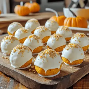 Here’s what you need to make Pumpkin Oreo Balls: - 1 package Oreo cookies (around 15-20 cookies) - 1 cup pumpkin puree - 1 teaspoon pumpkin pie spice - 8 oz cream cheese, softened - 1 cup white chocolate chips - 1 tablespoon coconut oil - Crushed graham crackers for garnish (optional) Each ingredient plays a key role in this treat. The Oreo cookies give a rich, chocolatey base. Pumpkin puree adds a creamy texture and seasonal flavor. Pumpkin pie spice brings warmth and sweetness. Cream cheese makes the filling smooth and rich. White chocolate coats the balls in sweetness. Coconut oil helps the chocolate melt smoothly. Adding graham crackers on top gives a fun crunch. These ingredients work together to make a delightful no-bake treat that everyone will love. For the full recipe, check the instructions above. - First, crush the Oreo cookies in a food processor. You want them finely ground. - Next, mix the crushed Oreos with pumpkin puree, pumpkin pie spice, and cream cheese. Stir until smooth and combined. - After that, roll the mixture into small balls, about one inch wide. Place them on a baking sheet lined with parchment paper. - Now, melt the white chocolate chips with coconut oil. Do this in a microwave-safe bowl using 30-second intervals. Stir each time until fully melted. - Once melted, dip each ball into the chocolate. Make sure they are completely covered. - Return the dipped balls to the baking sheet. If you want, you can garnish them with crushed graham crackers. - Finally, refrigerate the balls until the chocolate hardens. This usually takes about 15 to 20 minutes. For the full recipe, check the details above. Enjoy making these fun treats! To get that smooth and creamy texture, use softened cream cheese. It mixes well and blends easily with the other ingredients. Make sure to freeze the balls for at least 30 minutes before dipping. This helps them hold their shape when you coat them in chocolate. Want a little more flavor? Add a touch of vanilla extract to the mixture. This small addition can make a big difference. For a fun look, use decorative sprinkles or edible glitter to garnish the balls. It adds a festive vibe that makes these treats even more special. These tips will help you create a delightful no-bake treat. For the complete recipe, check out the Full Recipe section. {{image_2}} You can easily change the flavor of your Pumpkin Oreo Balls. One fun idea is to use different cookies. Try chocolate mint for a fresh twist. You can also use peanut butter Oreos for a nutty taste. If you want a richer flavor, substitute dark chocolate for white chocolate. Dark chocolate pairs well with the pumpkin and adds depth. If you need a gluten-free treat, use gluten-free Oreo cookies. They work just as well, and no one will know the difference. For a dairy-free option, choose vegan cream cheese and vegan chocolate. These small changes make the recipe fit many diets. Everyone can enjoy these yummy Pumpkin Oreo Balls! To keep your Pumpkin Oreo Balls fresh, store them in an airtight container in the refrigerator. This helps maintain their flavor and texture. If you want a longer shelf life, you can also keep them in the freezer. They will last up to three months when frozen. No reheating is needed for these treats. You can enjoy them chilled or at room temperature. This makes them perfect for quick snacks or dessert any time of day. Typically, Pumpkin Oreo Balls last up to one week in the refrigerator. To keep them fresh, store them in an airtight container. The cream cheese and pumpkin puree can spoil, so always check for any changes in smell or texture. Yes, you can freeze Pumpkin Oreo Balls for up to three months. To freeze, place them in a single layer on a baking sheet. Once they are firm, transfer them to a freezer-safe container. This way, you can enjoy this treat later without losing flavor or texture. Milk chocolate or dark chocolate are good alternatives to white chocolate. Each option adds a different flavor. Milk chocolate gives a sweeter taste, while dark chocolate adds a rich depth. Choose what you prefer for your Pumpkin Oreo Balls! These Pumpkin Oreo Balls are easy to make and taste great. You just crush, mix, roll, and dip. Remember to use softened cream cheese and freeze the balls for the best texture. You can customize them with different cookies or chocolate types. Store them in an airtight container for freshness. Enjoy these treats with friends or family. They are perfect for any occasion or just a sweet snack at home. Simple steps and fun flavors make this a recipe to try today!