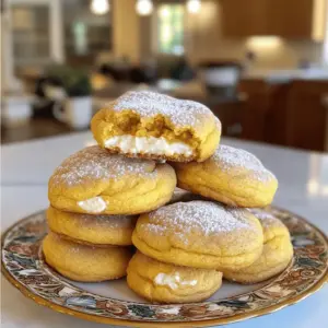 - 1 cup all-purpose flour - 1/2 cup unsalted butter, softened - 1/2 cup pumpkin puree These main ingredients form the base of our pumpkin cheesecake snickerdoodles. The all-purpose flour gives the cookies structure, while the softened unsalted butter adds rich flavor. Pumpkin puree brings moisture and a delightful autumn taste. - 1/4 cup cream cheese, softened - 2 tablespoons powdered sugar - 1 teaspoon pumpkin spice The cheesecake filling makes these cookies special. The cream cheese gives a creamy, smooth texture. Powdered sugar sweetens the filling, while pumpkin spice adds warmth and flavor. This mix creates a delicious surprise inside every cookie. - 1 tablespoon sugar (for rolling) - 1 teaspoon ground cinnamon Rolling the cookies in sugar and cinnamon brings a sweet crunch. This coating adds a classic snickerdoodle taste. It also makes the cookies look pretty, with a lovely golden brown color after baking. For the full recipe, check out the detailed instructions on how to bring these delightful treats to life! - Preheat to 350°F (175°C) - Line with parchment paper Start by warming your oven. This will help the cookies bake evenly. While the oven heats, grab a baking sheet and line it with parchment paper. This keeps the cookies from sticking. - Combine flour, baking soda, baking powder, spices, and salt In a bowl, mix the dry ingredients. Use one cup of flour, half a teaspoon each of baking soda and baking powder, and a quarter teaspoon of salt. Add half a teaspoon of cinnamon and a quarter teaspoon of nutmeg to give that warm flavor. Stir it well and set it aside. - Beat softened butter with granulated and brown sugar In another bowl, beat half a cup of softened butter with half a cup of granulated sugar and a quarter cup of brown sugar. Use a hand mixer for about three to four minutes. You want it light and fluffy, which makes the cookies soft. - Add eggs and pumpkin, then combine wet and dry ingredients Next, mix in one large egg, one teaspoon of vanilla extract, and half a cup of pumpkin puree. Beat this until it’s all combined. Slowly add your dry mix. Stir gently until it just comes together. Don't overmix, or the cookies may get tough. - Beat cream cheese, powdered sugar, and pumpkin spice Now, let’s make the cheesecake filling. In a separate bowl, beat a quarter cup of softened cream cheese with two tablespoons of powdered sugar and one teaspoon of pumpkin spice. Mix until it's smooth and creamy. - Shape dough around filling, roll in cinnamon sugar, and bake To form the cookies, scoop a tablespoon of dough. Flatten it in your hand and add a small dollop of cheesecake filling in the middle. Fold the dough around the filling to make a ball. Roll each ball in a mix of one tablespoon of sugar and one teaspoon of cinnamon. Place them on your baking sheet with space in between. Bake for 10 to 12 minutes until the edges are set. Let them cool for five minutes before moving them to a rack. For the complete guide, check the Full Recipe. To get the best texture, avoid overmixing the dough. When you blend wet and dry mixtures, mix just until they come together. Overmixing can make your cookies tough. Remember, a little bit of flour showing is perfectly fine. This helps keep your snickerdoodles soft and chewy. Freshly ground spices can greatly enhance flavor. Instead of pre-ground spices, try using whole spices and grinding them at home. Fresh spices bring a warm, rich taste to your cookies. Ground cinnamon and nutmeg will shine in each bite, giving your cookies a cozy fall flavor. This small change can make a big difference. For a beautiful presentation, stack the cooled cookies on a nice plate. Dust them lightly with powdered sugar or cinnamon. This adds a lovely touch and makes them look fancy. You can even serve them with a dollop of whipped cream for an extra treat. These small details make your pumpkin cheesecake snickerdoodles a showstopper. {{image_2}} You can change the spice mix in these cookies. Instead of pumpkin spice, try chai or gingerbread spices. Chai adds warmth with cardamom and ginger. Gingerbread spices bring a sweet, cozy flavor. Both options keep the cookies exciting and unique. If you need a gluten-free version, I suggest using almond or coconut flour. These flours work well and give the cookies a nice texture. Almond flour adds a nutty taste, while coconut flour gives a slight sweetness. Just remember to adjust the amount; you may need less than all-purpose flour. Feel free to get creative with mix-ins. You can add chocolate chips or nuts. Chocolate chips give a rich, sweet bite. Nuts like pecans or walnuts add crunch and flavor. Just fold them into the dough before shaping the cookies. These small changes make a big difference in taste and texture. To keep your Pumpkin Cheesecake Snickerdoodles fresh, store them at room temperature. Place them in an airtight container. They stay soft and tasty for about three days. You can also use a cookie jar with a tight lid. Just make sure they cool completely before storing. This helps prevent sogginess and keeps the flavors intact. For long-term storage, freezing is a great option. First, let the cookies cool completely. Then, place them in a single layer on a baking sheet. Freeze them for about an hour until firm. After that, transfer the cookies to a freezer-safe bag or container. You can keep them frozen for up to three months. Just remember to label the bag with the date, so you know how long they’ve been stored. When you're ready to enjoy your cookies again, reheating can bring back their fresh taste. The best method is using the oven. Preheat it to 350°F (175°C). Place the cookies on a baking sheet and heat them for about 5-10 minutes. This warms them up and restores their soft texture. You can also use the microwave for a quicker option. Heat them for about 10-15 seconds. Be careful not to overheat, as this can make them tough. Enjoy your delightful treats! Pumpkin Cheesecake Snickerdoodles stay fresh for about one week. Store them in an airtight container at room temperature. This keeps them soft and tasty. You can also refrigerate them for a longer shelf life, up to two weeks. Just remember to let them sit at room temp before enjoying! Yes, you can prep these cookies ahead of time! Make the dough and form the balls. Then, place them on a baking sheet and freeze. Once frozen, transfer them to a bag. They can stay in the freezer for up to three months. When you're ready to bake, just pop them in the oven straight from the freezer! If you don’t have pumpkin puree, you can use applesauce or mashed sweet potato. Both give moisture and flavor. Use the same amount as the pumpkin. Just keep in mind that this may change the taste a bit. You can easily mix it up! Swap out the pumpkin spice for chai spice or gingerbread spices for a new taste. Try adding chocolate chips or nuts for extra crunch. You can even change the filling to a chocolate cream cheese mix for a fun twist! You can find the complete recipe for Pumpkin Cheesecake Snickerdoodles in the full recipe section. It has all the steps and tips you need to make these delightful treats! You’ve learned how to make Pumpkin Cheesecake Snickerdoodles from start to finish. We covered the key ingredients, from all-purpose flour to cream cheese. You now know the step-by-step process and essential tips for great texture and flavor. Don't forget the fun variations you can try. These cookies are easy to make and perfect for any occasion. Enjoy baking, sharing, and savoring your delicious treats!