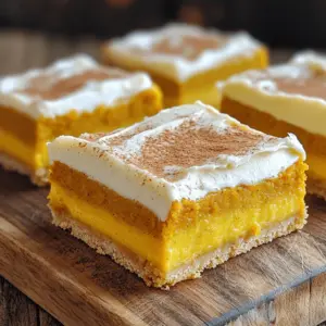 Frosted pumpkin bars need simple, yet key ingredients. Here’s what you will use: - 1 cup canned pumpkin puree - 1 cup granulated sugar - 1/2 cup vegetable oil - 2 large eggs - 1 teaspoon vanilla extract - 1 1/2 cups all-purpose flour - 1 teaspoon baking powder - 1 teaspoon baking soda - 1 teaspoon ground cinnamon - 1/2 teaspoon ground nutmeg - 1/4 teaspoon ground ginger - 1/4 teaspoon salt These items create a rich, moist dessert that is perfect for fall. You can easily swap some ingredients for dietary needs: - Pumpkin puree: Use homemade pumpkin puree or other squash. - Sugar: Try coconut sugar or maple syrup for a healthier option. - Vegetable oil: Use melted coconut oil or applesauce for less fat. - Eggs: Substitute with flaxseed meal mixed with water for a vegan option. - Flour: Choose gluten-free flour blend for gluten-sensitive folks. These swaps help everyone enjoy the bars. Frosting adds a creamy touch to the bars. Here’s what you will need: - 6 oz cream cheese, softened - 1/4 cup unsalted butter, softened - 2 cups powdered sugar - 1 teaspoon vanilla extract - 1 tablespoon milk (as needed for consistency) This mix creates a smooth, sweet topping that pairs perfectly with pumpkin. Start by preheating your oven to 350°F (175°C). While it warms up, grease a 9x13 inch baking pan. Use parchment paper to line the pan, letting it hang over the edges. This helps you lift the bars out later. In a big mixing bowl, combine 1 cup of canned pumpkin puree, 1 cup of granulated sugar, and 1/2 cup of vegetable oil. Crack in 2 large eggs and add 1 teaspoon of vanilla extract. Mix these ingredients well until they are smooth. In another bowl, whisk together 1 1/2 cups of all-purpose flour, 1 teaspoon of baking powder, 1 teaspoon of baking soda, 1 teaspoon of ground cinnamon, 1/2 teaspoon of ground nutmeg, 1/4 teaspoon of ground ginger, and 1/4 teaspoon of salt. Now, pour the dry mix into the wet mix. Stir gently until just combined. Be careful not to mix too much. Pour the batter into your prepared baking pan. Spread it evenly with a spatula. Place the pan in your preheated oven and bake for 25 to 30 minutes. You can check if they are done by inserting a toothpick in the center. If it comes out clean, they are ready. Once baked, take the pan out of the oven. Let it cool for about 10 minutes. Use the parchment paper to lift the bars out and cool them completely on a wire rack. For the frosting, you need 6 oz of softened cream cheese and 1/4 cup of softened unsalted butter. Beat these together in a bowl until creamy. Gradually add 2 cups of powdered sugar and 1 teaspoon of vanilla extract. Start mixing on low speed. Once mixed, increase the speed to make it fluffy. If the frosting feels too thick, add 1 tablespoon of milk at a time. Keep mixing until you reach the right consistency. Once your pumpkin bars are cool, spread the frosting evenly over the top. Cut the bars into squares and enjoy your tasty treat! To keep your pumpkin bars moist, use canned pumpkin puree. It has more water than fresh pumpkin. Mix the wet ingredients well. This helps the batter stay light. Avoid overmixing once you add the dry ingredients. Mix just until combined for the best texture. One common mistake is using too much flour. Measure your flour by scooping it and leveling it off. Another mistake is not cooling the bars before frosting. If you frost while hot, the frosting will melt. Lastly, don’t skip the spices. They add flavor that makes these bars special. For a smooth frosting, use softened cream cheese and butter. Beat them together until creamy. Add powdered sugar slowly to avoid a mess. If the frosting is too thick, add milk one tablespoon at a time. This will help you reach the perfect spreadable consistency. {{image_2}} If you need a gluten-free option, swap all-purpose flour with a gluten-free blend. Many blends work well and include a mix of rice flour and starches. Just ensure it contains xanthan gum for better texture. You can also use almond flour, but adjust the amount as it can be denser. You can spice up your pumpkin bars by adding different flavors. Try adding more spices like ground cloves or allspice for a warm touch. You can also mix in chopped nuts, like walnuts or pecans, for a crunchy bite. For a fun twist, stir in chocolate chips or butterscotch chips for added sweetness. Serve these pumpkin bars warm or chilled. They pair well with whipped cream or a scoop of vanilla ice cream. You can also drizzle some caramel sauce on top for an extra treat. For a cozy drink, enjoy them with hot apple cider or a warm cup of chai tea. To keep your frosted pumpkin bars fresh, store them in an airtight container. This helps prevent them from drying out. Place a piece of wax paper between layers if you stack them. You can also cover the pan tightly with plastic wrap. Keep the bars at room temperature for up to three days. If you want them to last longer, move to the fridge. They will stay fresh in the fridge for about a week. Freezing is a great way to keep pumpkin bars for months. First, let the bars cool completely. Cut them into squares before freezing. Wrap each square in plastic wrap, then place them in a freezer bag. Be sure to remove as much air as possible. Label the bag with the date. These bars can stay in the freezer for up to three months. When you're ready to enjoy, simply thaw them in the fridge overnight. Reheating your pumpkin bars is easy. First, take them out of the fridge or freezer. If they're frozen, let them thaw completely. You can reheat in the microwave for about 15-20 seconds. This warms them up without drying them out. If you prefer, you can also pop them in a 350°F oven for about 5-10 minutes. Check to see if they are warm throughout. Enjoy them fresh, just like when you made them! Yes, you can use fresh pumpkin. Just make sure to cook and puree it first. Fresh pumpkin adds a nice flavor. It may be a bit wetter, so adjust your dry ingredients slightly. Check your pumpkin bars with a toothpick. Insert it into the center. If it comes out clean, they are done. The edges should look set, and the center should not jiggle. Yes, you can make the frosting early. Store it in the fridge for up to three days. When ready to use, let it sit out to soften. Mix again before spreading on the bars. Use a sharp knife for clean cuts. First, let the bars cool completely. Lightly score the top into squares before cutting. This helps guide your cuts and keeps the frosting neat. Frosted pumpkin bars are a tasty treat made with simple ingredients. We covered everything from key ingredients to baking tips. You learned about ingredient swaps for diets and how to store leftovers. Remember to avoid common baking mistakes and try flavor variations to make them unique. These bars are great for sharing or enjoying with friends. Now, you are ready to bake perfect frosted pumpkin bars that everyone will love!