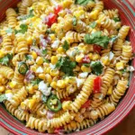 - 8 oz whole wheat pasta (fusilli or penne) - 2 cups fresh corn kernels (or frozen and thawed) - 1 red bell pepper, diced - 1/2 red onion, finely chopped - 1 jalapeño, deseeded and minced - 1/4 cup fresh cilantro, chopped - 1/2 cup Greek yogurt - 2 tablespoons lime juice - 1 teaspoon chili powder - Salt and pepper to taste - Crumbled feta cheese (optional for topping) Using whole wheat pasta adds fiber and keeps you full longer. Fresh corn brings natural sweetness and vitamins. Red bell pepper packs in vitamin C and antioxidants. Red onion adds flavor and may help reduce heart disease risk. Jalapeño gives a spicy kick while boosting metabolism. Cilantro adds freshness and may help detoxify. Greek yogurt provides protein and probiotics for gut health. Lime juice adds flavor and vitamin C. Chili powder adds warmth and may lower inflammation. Feta cheese, if used, adds creaminess and calcium. You can swap whole wheat pasta for gluten-free pasta if needed. For corn, canned corn works in a pinch, just rinse it well. Use yellow or orange bell peppers for a different flavor. Green onions can replace red onion for a milder taste. If you want less heat, skip the jalapeño or use a bell pepper instead. You can replace Greek yogurt with sour cream or a dairy-free yogurt for a vegan option. If you prefer a tangy flavor, try using apple cider vinegar instead of lime juice. To start, bring a large pot of salted water to a boil. Add 8 oz of whole wheat pasta, like fusilli or penne. Cook it according to the package directions until it is al dente. After that, drain the pasta and rinse it under cold water. This stops the cooking process and keeps the pasta firm. Next, if you are using fresh corn, grill the corn on the cob. Place it over medium heat for about 10 minutes. Turn it occasionally until it gets a nice char. Once cooked, let it cool down, then cut the kernels off the cob. If you prefer, you can also use frozen corn. Just thaw it before adding. In a large bowl, mix the cooked pasta, fresh corn, and the other ingredients. Add in 1 diced red bell pepper, 1/2 finely chopped red onion, and 1 minced jalapeño. Don’t forget to add 1/4 cup of chopped fresh cilantro. This mix adds bright flavors and textures. In a separate bowl, prepare the dressing. Combine 1/2 cup of Greek yogurt with 2 tablespoons of lime juice. Then, add 1 teaspoon of chili powder, salt, and pepper to taste. Whisk these ingredients together until smooth. This dressing will give your salad a creamy and zesty touch. Pour the dressing over the pasta mixture. Toss everything until well-coated. After mixing, taste the salad and adjust the seasoning if needed. Let it chill in the refrigerator for at least 30 minutes. This helps the flavors blend together nicely. When you are ready to serve, give the salad a good stir. You can top it with crumbled feta cheese for extra flavor. Serve it in a large bowl and garnish with extra cilantro and lime wedges on the side. This adds a fresh look to the dish. For the full recipe, check the section above! To get the best flavor from your Healthy Street Corn Pasta Salad, focus on fresh ingredients. Fresh corn adds a sweet crunch. Grilling the corn gives it a nice char. This enhances the corn's natural sweetness. Use ripe vegetables for the best taste. A ripe red bell pepper will be sweet and juicy. Fresh cilantro adds a bright note. Don't skip the lime juice; it gives a zesty kick. Mix the dressing just before serving. This keeps the salad fresh and vibrant. One common mistake is overcooking the pasta. Cook it al dente for the best texture. Rinse the pasta under cold water to stop it from cooking. This prevents it from becoming mushy. Another mistake is not seasoning enough. Taste the salad before serving. Adjust the salt and lime juice as needed. Also, avoid using too much dressing. You want a light coating, not a soggy salad. Lastly, don’t skip chilling. Let the salad sit for at least 30 minutes. This helps the flavors blend beautifully. Serve the salad in a large bowl. Garnish with extra cilantro and lime wedges. This makes it look fresh and inviting. Pair it with grilled chicken or fish for a complete meal. It also works well as a side dish for barbecues. For a fun twist, add avocado slices on top. This adds creaminess and healthy fats. Enjoy your salad with a refreshing drink like iced tea or lemonade. {{image_2}} You can easily make this salad vegetarian or vegan. To do this, simply skip the crumbled feta cheese. Instead, add extra herbs or avocado for creaminess. For a vegan dressing, use plant-based yogurt. This keeps the salad light and fresh. Want to make your salad more filling? Add proteins like grilled chicken, shrimp, or chickpeas. Cooked chicken gives a nice bite. Shrimp adds a seafood twist. Chickpeas add fiber and protein for a hearty touch. Mix and match proteins based on your taste. Use seasonal veggies to keep it exciting. In summer, add diced cucumbers or ripe tomatoes. In fall, try roasted squash or sweet potatoes. Fresh herbs like basil or mint can brighten the flavors. Seasonal ingredients bring new life to your Healthy Street Corn Pasta Salad. For the complete recipe, check the Full Recipe section. To store your Healthy Street Corn Pasta Salad, place it in an airtight container. Make sure the container seals well. This will keep the salad fresh and tasty. You can store it in the fridge for later enjoyment. This pasta salad is best enjoyed cold. If you prefer it warm, you can gently heat it. Place the salad in a microwave-safe bowl. Heat it in short bursts of 15-20 seconds. Stir between intervals to avoid overheating. Your salad will stay good for about 3 to 5 days in the fridge. Always check for signs of spoilage. If it smells off or looks slimy, it's best to throw it away. Enjoy it while it’s fresh for the best taste! Yes, you can use frozen corn. Just thaw it before adding to the salad. Frozen corn is sweet and easy to use. It saves time and still tastes great. Absolutely! You can make this salad a day in advance. Just keep it in the fridge. The flavors will blend well overnight, making it even tastier. If you don’t have Greek yogurt, use sour cream or a dairy-free option. Plain yogurt also works well. These substitutes will keep the salad creamy and delicious. To add heat, include more jalapeño or some diced serrano peppers. You can also sprinkle in some cayenne pepper. Adjust to your taste for the perfect spice level. For the full recipe, check out the complete instructions and ingredients listed earlier. This includes everything you need to create a tasty Healthy Street Corn Pasta Salad. In this blog post, we explored how to make a tasty pasta salad. We covered the key ingredients, their benefits, and some easy swaps. I shared step-by-step cooking tips to create a delicious dish. To enhance flavor, I included expert tips and avoided common mistakes. You can add your own twist with options for vegans and protein lovers. Lastly, we discussed storing leftovers and answered frequently asked questions. By following these steps, you can create a fresh, fun salad that everyone will enjoy.