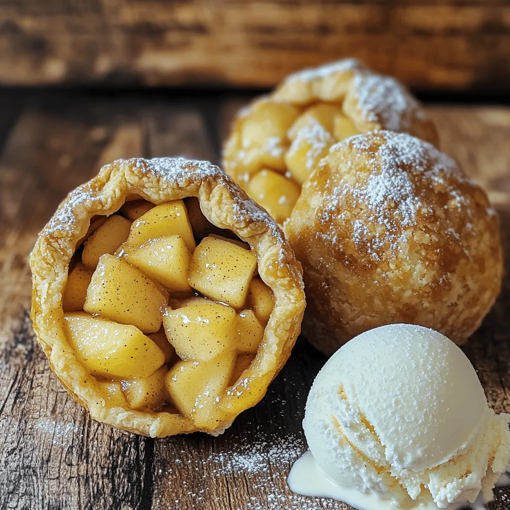 These tasty treats are easy to make and will impress everyone. You need the following items to whip up your Air Fryer Apple Pie Bombs. - 1 can refrigerated crescent roll dough - 2 medium apples, peeled and diced - 1/4 cup brown sugar - 1 teaspoon ground cinnamon - 1 teaspoon vanilla extract - 1 tablespoon butter, melted - 1/4 cup granulated sugar (for coating) - 1 tablespoon ground cinnamon (for coating) Each ingredient plays a key role in making these bombs yummy. The crescent roll dough gives a flaky crust. The apples add sweetness and flavor. Brown sugar and cinnamon create a warm, cozy taste. Vanilla adds a nice touch, while butter helps them crisp. The sugar and cinnamon coating makes them extra special. - 1 can refrigerated crescent roll dough - 2 medium apples, peeled and diced - 1/4 cup brown sugar - 1 teaspoon ground cinnamon - 1 teaspoon vanilla extract - 1 tablespoon butter, melted - 1/4 cup granulated sugar (for coating) - 1 tablespoon ground cinnamon (for coating) 1. Preheat air fryer Start by preheating your air fryer to 350°F (175°C). This step helps to cook the bombs evenly. 2. Mix apple filling In a medium bowl, mix the diced apples, brown sugar, 1 teaspoon of cinnamon, and vanilla extract. Stir until the apples are well coated. Set this mixture aside for later. 3. Prepare crescent roll dough On a clean surface, unroll the crescent roll dough. Separate it into triangles. Each triangle will hold the apple filling. 4. Assemble apple pie bombs Place a tablespoon of the apple mixture at the wide end of each triangle. Fold the dough over the filling, creating a pocket. Pinch the seams tightly to seal them. This keeps your filling inside. 5. Brush and coat Brush the outside of each apple pie bomb with melted butter. This helps them get crispy in the air fryer. Mix the granulated sugar and 1 tablespoon of cinnamon together in a small bowl. Rub each bomb in this mixture until well coated. 6. Air frying process Place the apple pie bombs in a single layer in the air fryer basket. Make sure they aren’t touching. You may need to do this in batches. Air fry for about 8-10 minutes or until they turn golden brown and puffed. Carefully remove them and let them cool slightly before serving. This process creates a delicious treat that is easy to make and sure to impress! For a complete guide, check the Full Recipe. To make your apple pie bombs shine, follow these tips. Start with fresh apples. They give the best flavor and texture. Use a mix of tart and sweet apples. This balance makes each bite exciting. Roll out the dough carefully. Make sure it’s not too thick. Thin dough cooks better and gets crispier. When sealing the edges, pinch firmly. This keeps the filling from leaking out. Watch out for common errors. Don’t overfill the dough. Too much filling can cause a mess. Also, be sure to preheat your air fryer. This step helps cook the bombs evenly. Avoid cooking them on a crowded tray. Leave space between each bomb for hot air to flow. This makes them crispier. - Dusting with powdered sugar: After cooking, sprinkle powdered sugar on top for a sweet touch. It makes them look fancy. - Pairing with ice cream or caramel: Serve your apple pie bombs warm with a scoop of ice cream. Drizzle caramel sauce over them for extra flavor. This combo will impress everyone! For more delicious ideas, check the Full Recipe for Air Fryer Apple Pie Bombs. {{image_2}} You can switch up the apples for other fruits. Try using pears, peaches, or berries. They add a new twist to the taste. For example, strawberries with a hint of lemon create a fresh flavor. Just mix the fruit with sugar and spices. Adjust the sugar based on how sweet the fruit is. This way, you tailor it to your liking. If you want a different texture, try other dough types. Puff pastry gives a flaky, buttery bite. You can also use pie crust for a traditional feel. Just cut it into squares and fill them like the crescent dough. Each dough type adds its unique flavor and crunch. Experiment to see what you enjoy most. To make this treat vegan, swap butter for coconut oil or vegan butter. Use a plant-based dough, like vegan puff pastry. For gluten-free options, select gluten-free dough from stores. Ensure all ingredients are labeled gluten-free to avoid cross-contamination. These swaps make it easy for everyone to enjoy this tasty treat. Check out the Full Recipe for more ideas and tips! To store leftover apple pie bombs, let them cool first. Place them in an airtight container. Keep them in the fridge. They will stay fresh for about three days. If you plan to eat them later, storing them properly matters. Reheat your apple pie bombs in the air fryer. Set the air fryer to 350°F (175°C). Heat them for about 3-5 minutes. This will make them crispy again. You can also use the microwave, but they may become soft. If using a microwave, heat in short bursts. To freeze apple pie bombs, wrap each one tightly in plastic wrap. Place them in a freezer-safe bag or container. They can stay frozen for up to three months. When you want to eat them, just thaw in the fridge overnight. Then, reheat in the air fryer for that fresh taste. For the full recipe, check the previous section. Air fryer apple pie bombs cook in just 8-10 minutes. Preheat your air fryer to 350°F (175°C) first. This helps the bombs cook evenly. Keep an eye on them as they cook. You want them golden brown and puffed up. Yes, you can use different fruits! Pears, peaches, or berries work great too. Just make sure to adjust the sugar and spices to match the fruit’s flavor. For example, use less sugar for sweeter fruits. To prevent sticking, use cooking spray on the air fryer basket. You can also lightly dust the crescent roll dough with flour before filling. This helps keep the dough from sticking together when you fold it. You can prepare the apple filling ahead of time. Store it in the fridge until you are ready to use it. However, I recommend assembling and cooking the bombs fresh. This way, they stay crispy and warm when served. For the best results, use the Full Recipe to guide you. Air Fryer Apple Pie Bombs are quick, tasty, and fun to make. We covered the ingredients, step-by-step instructions, and tips for perfect results. You can even try different fruits or dough types for variety. Remember to enjoy them fresh, but you can store and reheat leftovers with ease. With these simple techniques, you’ll wow your family and friends. I hope you feel inspired to create your own delicious apple pie bombs!