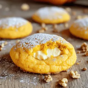 - 1 cup all-purpose flour - 1/2 teaspoon baking soda - 1/2 teaspoon baking powder - 1/4 teaspoon salt - 1/2 teaspoon ground cinnamon - 1/4 teaspoon ground nutmeg - 1/4 teaspoon ground ginger - 1/2 cup unsalted butter, softened - 1/2 cup brown sugar, packed - 1/4 cup granulated sugar - 1 large egg - 1 teaspoon vanilla extract - 1/2 cup canned pumpkin puree - 4 oz cream cheese, softened - 2 tablespoons powdered sugar - 1 tablespoon maple syrup - Optional: chopped walnuts or pecans for topping Each ingredient plays a key role in making these cookies special. The combination of spices brings a warm, cozy flavor. The pumpkin puree adds moisture and a lovely orange hue. The cream cheese mixture gives a rich, creamy center that contrasts the soft cookie. Using fresh spices makes a big difference. They add more flavor than old ones. I also love using brown sugar. It gives a nice depth and sweetness to the dough. You can choose to add nuts or not. If you want a crunch, sprinkle some on top. The choice is yours! - Preheat your oven to 350°F (175°C). - Line a baking sheet with parchment paper. - In a medium bowl, whisk together: - 1 cup all-purpose flour - 1/2 teaspoon baking soda - 1/2 teaspoon baking powder - 1/4 teaspoon salt - 1/2 teaspoon ground cinnamon - 1/4 teaspoon ground nutmeg - 1/4 teaspoon ground ginger - In a large bowl, cream together: - 1/2 cup unsalted butter, softened - 1/2 cup brown sugar, packed - 1/4 cup granulated sugar - Mix until light and fluffy. This will take about 2-3 minutes. - Add: - 1 large egg - 1 teaspoon vanilla extract - Beat until well combined. - Stir in: - 1/2 cup canned pumpkin puree - Gradually add the dry ingredients to the wet ingredients. - Mix until just combined, taking care not to overmix. - In another bowl, beat together: - 4 oz cream cheese, softened - 2 tablespoons powdered sugar - 1 tablespoon maple syrup - Mix until smooth. - Using a spoon, drop rounded tablespoons of dough onto the prepared baking sheet. - Make a small indentation in the center of each cookie. - Fill each indentation with about half a teaspoon of the cream cheese mixture. - Optional: Sprinkle chopped walnuts or pecans on top for added crunch. - Bake for 12-15 minutes, until the edges are lightly golden. - Remove from the oven and let them cool on the baking sheet for a few minutes. - Transfer to a wire rack to cool completely. - Set your oven to 350°F (175°C). This temp is perfect for baking. - Use room temperature ingredients. It helps the dough mix better and rise. - Avoid overmixing the dough. This keeps the cookies soft and chewy. - Mix just until combined. This makes your cookies light and fluffy. - Serve the cookies on a festive platter. A sprinkle of powdered sugar adds charm. - Pair them with a warm cup of coffee or tea. The flavors blend well together. {{image_2}} You can make these cookies even more fun! Try adding chocolate chips. They give a nice sweet touch. You can also use different nuts. Walnuts or pecans add great crunch. If you want a twist, switch up the spices. Try cardamom or allspice for a new flavor blast. If you need gluten-free cookies, use gluten-free flour. It works just like regular flour. For those who follow a vegan diet, swap the egg for a flax egg. Mix one tablespoon of ground flaxseed with three tablespoons of water. Let it sit for a few minutes to thicken. Replace the butter with coconut oil or vegan butter for a dairy-free treat. Fall is the perfect time to add more spices. You can try allspice, cloves, or even a pinch of cayenne for heat. They’ll give your cookies a warm kick. Also, consider using different types of pumpkin puree. You can find butternut squash puree in stores. It makes a rich and tasty cookie! To keep your Pumpkin Cheesecake Cookies fresh, store them in an airtight container. This helps maintain their soft texture. Place parchment paper between layers to prevent sticking. They will stay fresh for about 5 to 7 days at room temperature. If you want them to last longer, refrigerate them for up to two weeks. Freezing your cookies is a great way to enjoy them later. Let the cookies cool completely first. Then, place them in a single layer on a baking sheet and freeze until firm. Afterward, transfer them to a freezer bag, removing as much air as possible. They can be frozen for up to 3 months. To thaw, take them out and leave them at room temperature for about 30 minutes. If you want a warm cookie, you can heat them in the oven at 350°F for a few minutes. This will bring back their soft texture and flavor. Enjoy your treats! To keep your cookies fresh, place them in an airtight container. Layer parchment paper between the cookies. This helps prevent them from sticking together. Store them at room temperature for up to one week. If you want to keep them longer, store them in the fridge. They can last up to two weeks when refrigerated. Yes, you can make these cookies ahead of time. Prepare the dough and chill it in the fridge. Let it chill for at least one hour. This will help the cookies hold their shape while baking. You can also bake the cookies and store them for later. Just remember to cool them completely before storage. The cookies are done when the edges turn lightly golden. They should look set but still soft in the center. A good test is to gently touch the edge. If it feels firm, they are ready. Remove them from the oven and let them cool on the baking sheet for a few minutes. You can use fresh pumpkin, but it requires a bit more work. First, you need to cook and puree the pumpkin. Make sure to drain any excess moisture. Canned pumpkin is often thicker and easier. Fresh pumpkin can also have a different taste, so adjust spices as needed. If you need a substitute for cream cheese, try mascarpone or Greek yogurt. Both give a creamy texture. You can also use ricotta cheese for a lighter option. If you want a dairy-free choice, use a vegan cream cheese or a mixture of silken tofu and lemon juice for a similar taste. This blog post covered everything you need for delicious Pumpkin Cheesecake Cookies. You learned about the key dry and wet ingredients, step-by-step instructions, and useful baking tips. We explored variations to suit your taste and dietary needs. Lastly, I shared how to store and freeze your treats. Baking these cookies is straightforward and fun. Enjoying them fresh or sharing them will surely bring joy. Happy baking!