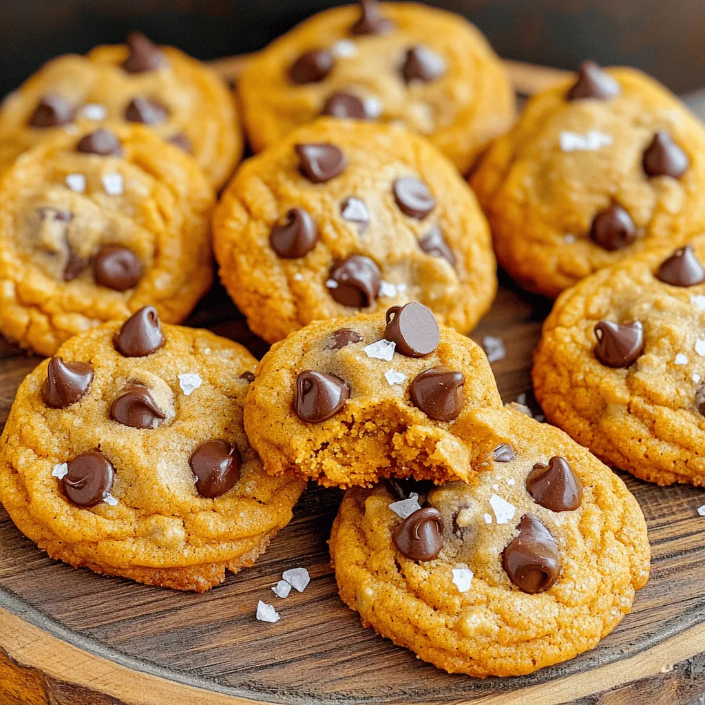 To make Brown Butter Pumpkin Chocolate Chip Cookies, you will need the following ingredients: - ½ cup unsalted butter - 1 cup pumpkin puree - ¾ cup packed brown sugar - ½ cup granulated sugar - 1 large egg - 1 teaspoon vanilla extract - 2 cups all-purpose flour - 1 teaspoon baking soda - ½ teaspoon baking powder - ½ teaspoon salt - 1 teaspoon ground cinnamon - ½ teaspoon ground nutmeg - 1 cup semi-sweet chocolate chips These ingredients come together to create a cookie with rich flavors. Brown butter gives a nutty taste. Pumpkin adds moisture and a hint of sweetness. The chocolate chips bring in a delightful contrast. Each bite offers a perfect blend of pumpkin and chocolate. You can use canned pumpkin puree or make your own. Both will work well. Make sure your butter is unsalted for the best flavor. Gather these ingredients before you start. It will make the process smoother. Plus, you will feel ready to bake! - To start, melt the unsalted butter in a saucepan over medium heat. - Keep an eye on the butter as it melts. After a few minutes, it will foam. - Swirl the pan gently. This helps the butter brown evenly. - Watch for a golden brown color and a nutty smell. This takes about 5-7 minutes. - Once it looks right, take it off the heat and let it cool a bit. - In a large bowl, combine the brown butter and pumpkin puree. Stir well. - Next, add the packed brown sugar and granulated sugar. Mix until combined. - Now, beat in the egg and vanilla extract. Keep stirring until the mixture is smooth. - In another bowl, whisk together the flour, baking soda, baking powder, salt, cinnamon, and nutmeg. - Gradually add this dry mix to the wet ingredients. Stir until just combined. - Be careful not to overmix, or the cookies might not be soft. - Use rounded tablespoons to drop the dough onto a lined baking sheet. - Space the dough about 2 inches apart. This gives them room to spread. - Bake in your preheated oven at 350°F for 10-12 minutes. - The edges should be set, and the centers might look a bit soft. They will firm up as they cool. - Let the cookies sit on the baking sheet for 5 minutes, then transfer them to a wire rack. To make brown butter, watch for a few signs. The butter will foam up first. Stir it occasionally. Look for a golden brown color. A nutty aroma means it's ready. Don't walk away! It can burn fast. Common mistakes include cooking the butter too quickly. High heat can lead to burning. Another mistake is not stirring enough. Always keep an eye on it as it cooks. For best storage, use an airtight container. This keeps the cookies soft and fresh. You can also add a slice of bread inside. The bread helps keep the cookies moist. To keep cookies soft, avoid the fridge. The cold can dry them out. Instead, store them at room temperature. For a lovely presentation, use a decorative cookie jar. A rustic wooden platter works well too. For an extra touch, sprinkle a bit of sea salt on top. Pair these cookies with milk or coffee. Hot chocolate is another great choice. The flavors blend perfectly! {{image_2}} You can switch the pumpkin puree with sweet potato puree. Sweet potato gives a nice twist. You can also try butternut squash puree for a different flavor. For chocolate chips, semi-sweet is great, but you can mix it up. Use dark chocolate chips for a richer taste. White chocolate chips can add a sweet touch, too. Spices can change the cookie's taste. Try adding ginger or allspice for a warm flavor. A splash of almond or maple extract can also enhance the sweetness. Want some crunch? Add chopped nuts like walnuts or pecans. Dried fruits like cranberries or raisins can add sweetness and chewiness. For Halloween, add orange and black sprinkles for fun. For Thanksgiving, use cinnamon sugar on top for a festive touch. In winter, try peppermint extract for a cool flavor. For spring, add lemon zest to brighten up the cookies. You can even shape them into fun themes for each holiday. To keep your cookies fresh, use airtight containers. These containers keep air out and moisture in. This helps the cookies stay soft and tasty. You can store them at room temperature for up to a week. If you want to keep them longer, freezing is a good option. Place the cookies in a freezer-safe bag or container. They can stay frozen for up to three months. You can store cookie dough in two ways: refrigerating or freezing. If you plan to bake soon, refrigerate the dough for up to three days. Just wrap it tightly in plastic wrap. If you want to save it for later, freeze the dough. Shape it into balls and place them in a freezer-safe bag. They can last for up to three months in the freezer. To bake frozen dough, take it out and let it thaw in the fridge overnight. Then, bake as usual. If you’re in a hurry, you can bake straight from frozen. Just add a couple of extra minutes to the bake time. Yes, you can use salted butter. It will add a bit of saltiness. If you choose salted butter, skip adding the extra salt in the recipe. This will keep the flavor balanced. The cookies are done when the edges are set, and the centers look slightly underbaked. They should have a golden color on the edges. You can also gently press the tops; they should feel set but soft. You can use a flax egg. To make one, mix 1 tablespoon of ground flaxseed with 3 tablespoons of water. Let it sit for about 5 minutes until it thickens. This works well in cookies. These cookies last about a week when stored in an airtight container. They stay soft and tasty. If you want them to last longer, you can freeze them for up to three months. Yes, you can make them gluten-free! Use a 1:1 gluten-free flour blend instead of all-purpose flour. Check that your chocolate chips are also gluten-free. This lets everyone enjoy these cookies. You now have a clear guide to make delicious pumpkin cookies. We covered key ingredients like brown butter and pumpkin puree, plus step-by-step instructions. Remember to perfect the browning and store your cookies right for freshness. Taste and creativity can lead to fun variations. Whether you add different spices or flavor tweaks, enjoy the process. Your pumpkin cookies can delight any crowd, all while making wonderful memories in the kitchen.