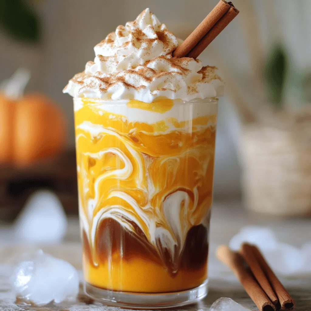 - 1 cup cold brew coffee - 1/2 cup milk (or dairy-free alternative) - 2 tablespoons pumpkin puree - 1 tablespoon maple syrup - 1/2 teaspoon pumpkin pie spice - 1/4 teaspoon vanilla extract - Whipped cream for topping - Garnish options: cinnamon stick or additional pumpkin pie spice To make your Pumpkin Cream Cold Brew, gather these simple ingredients. Start with cold brew coffee, which gives you a smooth flavor. You can choose milk or a dairy-free option like almond milk. Pumpkin puree adds that rich, fall taste. Maple syrup sweetens the drink and gives it depth. Pumpkin pie spice brings warmth, while vanilla extract adds a lovely aroma. Don't forget the whipped cream for a tasty finish! You can also add a cinnamon stick as a garnish or sprinkle more pumpkin pie spice on top for an extra touch. These ingredients come together quickly and create a drink that feels fancy yet is easy to make at home. - In a small bowl, combine 2 tablespoons of pumpkin puree with 1 tablespoon of maple syrup. - Add in 1/2 teaspoon of pumpkin pie spice and 1/4 teaspoon of vanilla extract. - Mix until smooth and well combined. This will be your pumpkin cream. - Pour 1 cup of cold brew coffee into a separate cup. - Add 1/2 cup of milk or a dairy-free alternative to the cold brew. - Gradually stir the pumpkin cream into the cold brew mixture. - Fill a glass with ice and pour the drink over the ice. - Top it off with whipped cream. If you like, sprinkle extra pumpkin pie spice or add a cinnamon stick for garnish. To make your Pumpkin Cream Cold Brew shine, always use fresh pumpkin puree. It gives the drink a great taste. Canned pumpkin can work, but fresh is better. You can also adjust the sweetness. If you like it sweeter, add more maple syrup. If not, use less. This drink should match your taste. Garnishing makes your drink look fancy. You can add whipped cream on top. Sprinkle pumpkin pie spice for color and flavor. A cinnamon stick adds a nice touch too. For parties, serve in clear glasses. This shows off the lovely layers. You can even add a small pumpkin on the side for fun. These small details make your drink special and inviting. {{image_2}} If you want a dairy-free Pumpkin Cream Cold Brew, there are great substitutes for milk. Oat milk is creamy and has a nice flavor. Almond milk is light and adds a nutty taste. Both options work well with pumpkin. For whipped cream, you can use coconut cream. It whips up nicely and gives a rich taste. You can add more spice to your drink for extra flavor. Nutmeg adds warmth and depth. Ginger gives a nice zing that brightens the drink. You can also mix in chocolate or caramel. Chocolate syrup can add sweetness and a rich taste. Caramel sauce brings a sweet and buttery flavor. These additions make your drink unique and delicious! To keep your pumpkin puree fresh, store it in an airtight container. Make sure to refrigerate it right after opening. It can last about a week in the fridge. If you have extra puree, freeze it in ice cube trays. Once frozen, transfer the cubes to a freezer bag. This way, you can easily use small amounts later. For leftover cold brew, keep it in a sealed container in the fridge. It stays good for about a week. If you notice any off-flavors, it’s best to toss it out. Yes, you can store your prepared Pumpkin Cream Cold Brew! Place it in the fridge in a sealed container. It will taste best within two days. When you are ready to enjoy it again, you can refresh it. Just stir well and pour it over fresh ice. If you prefer it warmed, heat it gently on the stove or in the microwave. Be careful not to boil it, as this can change the taste. Pumpkin Cream Cold Brew is a delicious coffee drink. It blends rich cold brew coffee with creamy pumpkin flavors. You get a hint of sweetness from maple syrup and a warm spice from pumpkin pie spice. Topped with whipped cream, it's a perfect fall treat. Many enjoy it for its smooth texture and seasonal taste. The drink is both refreshing and comforting, making it a favorite for coffee lovers. Yes, you can make Pumpkin Cream Cold Brew ahead of time. Prepare the pumpkin cream mixture and store it in the fridge. Just keep it in a sealed container. In the morning, pour cold brew over ice and stir in your pumpkin mix. This way, you save time and still enjoy a tasty drink. However, don’t add whipped cream until you are ready to serve. This keeps it fresh and fluffy. Pumpkin Cream Cold Brew is often a seasonal drink. Most coffee shops serve it in fall, around September to November. If you crave it outside of fall, try making it at home. You can enjoy the flavors anytime with simple ingredients. Use canned pumpkin puree and spices to capture the taste. This way, you can have the seasonal joy of pumpkin any time of year. This blog post covered how to make a delicious Pumpkin Cream Cold Brew. We explored all the ingredients, from cold brew coffee to whipped cream. I shared step-by-step instructions, helpful tips, and fun variations. You can even customize it for special diets. Remember, using fresh pumpkin puree makes a big difference. This drink shines during fall, but you can enjoy it any time. I hope you try this tasty treat and impress your friends. You have all the tools to make your perfect Pumpkin Cream Cold Brew!