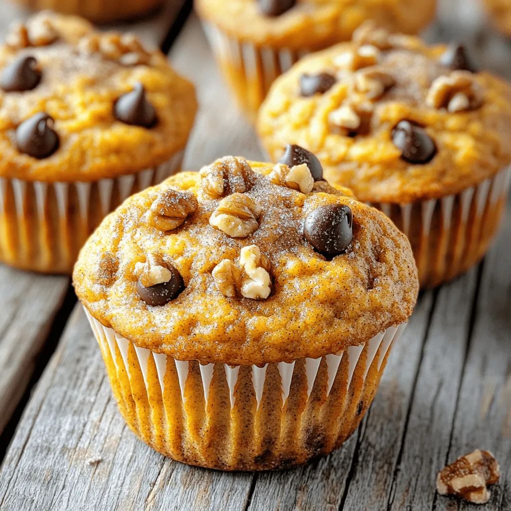 - 1 cup cottage cheese - 1 cup canned pumpkin puree - 2 large eggs - 1/2 cup sugar or maple syrup Cottage cheese gives these muffins a fluffy texture. It adds protein and moisture. The canned pumpkin puree brings rich flavor and adds a beautiful orange color. Eggs help bind the ingredients, making the muffins rise. You can use sugar or maple syrup for sweetness. Both options work well. - 1/4 cup melted coconut oil or unsalted butter - 1 teaspoon vanilla extract - 1 1/2 cups all-purpose flour - 1 tablespoon pumpkin pie spice Coconut oil or butter adds richness and a nice mouthfeel. Vanilla extract enhances the sweetness and flavor. All-purpose flour gives the muffins structure. Pumpkin pie spice adds warm notes of cinnamon, nutmeg, and ginger that scream fall! - 1/2 cup chopped walnuts or pecans - 1/2 cup chocolate chips You can add nuts for a crunch. Walnuts or pecans pair well with pumpkin. Chocolate chips add a sweet surprise in each bite. These add-ins make the muffins even more fun and tasty! - Preheat your oven to 350°F (175°C). - Line a muffin tin with paper liners or grease it well. - In a large bowl, combine the cottage cheese, canned pumpkin, and eggs. - Add the sweetener, coconut oil, and vanilla extract. Mix until smooth. - In a separate bowl, whisk together the flour, pumpkin pie spice, baking powder, baking soda, and salt. - Gradually add the dry mix to the wet mix. Stir gently until just combined. - Spoon the batter into the muffin tin, filling each cup about 2/3 full. - Bake for 18-20 minutes. Check doneness with a toothpick; it should come out clean. To achieve a light and fluffy muffin, avoid overmixing. Mix the wet and dry ingredients until they just blend. This keeps the muffins tender and airy. If you mix too much, the muffins can turn out tough, which no one wants! Ensuring even baking is key. Place the muffin tin in the center of the oven. This helps heat circulate well. Rotate the tin halfway through baking to promote even cooking. For sweeteners, you can use sugar or maple syrup. Maple syrup adds a nice hint of flavor. You can also try brown sugar for a richer taste. If you want less sweetness, reduce the amount based on your taste. Adjusting spices makes a big difference. If you like it spicier, add more pumpkin pie spice. You can also mix in a bit of cinnamon or nutmeg for extra warmth. These muffins taste great with toppings. Try a dollop of whipped cream on top. A sprinkle of cinnamon sugar also adds a nice touch. For drinks, pair these muffins with a hot cup of tea or coffee. The warmth of the drink complements the cozy flavor of the muffins. Enjoy them fresh for a delightful snack! {{image_2}} To make these muffins gluten-free, swap the all-purpose flour for a gluten-free blend. Look for a mix that includes xanthan gum for better texture. You may need to adjust moisture levels when using gluten-free flour. Add a bit more liquid, like milk or water, to keep muffins moist. For a vegan version, replace the eggs with flax eggs. Mix 1 tablespoon of ground flaxseed with 2.5 tablespoons of water. Let it sit for five minutes to thicken. You can also use plant-based yogurt instead of cottage cheese. Choose almond, soy, or coconut yogurt for a creamy texture. Use maple syrup or agave for sweetness. Experiment with different spices for a unique taste. Try adding cinnamon or nutmeg for more warmth. You can also mix in dried cranberries or chopped apples for a fall twist. For the holidays, consider adding chocolate chips for a festive feel. Each variation brings a new flavor and joy to your muffin experience. After baking your muffins, let them cool. Place them in an airtight container. This keeps them fresh. You can also use a zip-top bag. Store them at room temperature. They last for about three days. For longer freshness, put them in the fridge. In the fridge, they can stay good for up to one week. To freeze the muffins, first let them cool fully. Wrap each muffin in plastic wrap. Place the wrapped muffins in a freezer-safe bag. Make sure to squeeze out as much air as possible. You can freeze them for up to three months. When ready to enjoy, take one out and thaw it in the fridge overnight. For a quick fix, you can microwave it for about 30 seconds. To keep your muffins moist, store them with a slice of bread. The bread helps maintain moisture. Always check for signs of spoilage. Look for mold or an off smell. If they feel dry or crumbly, they may not be good to eat. Always trust your senses to ensure the best taste! Yes, you can use fresh pumpkin. Start by cutting a sugar pumpkin in half. Remove the seeds and stringy bits. Roast the pumpkin halves in the oven for about 45 minutes at 350°F (175°C) until soft. Scoop out the flesh and mash it until smooth. This yields about 1 cup. Fresh pumpkin may taste richer and have a more vibrant flavor than canned options. Walnuts and pecans are great choices. Walnuts add a slight bitterness and crunch, while pecans bring a sweet, buttery taste. Both nuts complement the pumpkin spice flavor well. You can also try almonds for a milder crunch or hazelnuts for a unique twist. Just remember, chop the nuts finely for even distribution in the muffins. You can reduce the sugar by half or use a natural sweetener like honey or maple syrup. This makes the muffins less sweet but still tasty. For fat, substitute half of the coconut oil with unsweetened applesauce. This keeps moisture while lowering calories. To add whole grains, replace half of the all-purpose flour with whole wheat flour. This boosts fiber and nutrients without changing the flavor much. These muffins are simple and fun to make. We covered the key ingredients, including cottage cheese and pumpkin. You learned how to mix wet and dry items to create delicious muffins. I shared tips for perfect texture and flavor, plus fun variations and storage methods. Enjoy these muffins warm or with your favorite toppings. With practice, you’ll master them quickly. Happy baking!