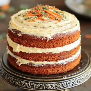 - 2 cups all-purpose flour - 2 cups granulated sugar - 1 teaspoon baking powder - 1 teaspoon baking soda - 1/2 teaspoon salt - 1 teaspoon ground cinnamon - 1/2 teaspoon ground nutmeg To start, we need our dry ingredients. All-purpose flour gives the cake body. Granulated sugar adds sweetness. The baking powder and soda help it rise. Salt enhances flavor, while cinnamon and nutmeg add warmth. - 4 large eggs - 1 cup vegetable oil - 2 cups finely grated carrots (about 4 medium carrots) - 1 cup crushed pineapple, drained Next, we gather our wet ingredients. Eggs bind the mixture. Vegetable oil keeps the cake moist. Grated carrots bring texture and sweetness. Crushed pineapple adds a juicy twist. - 1/2 cup chopped walnuts or pecans - 1/2 cup raisins For extra crunch and flavor, consider add-ins. Chopped walnuts or pecans add nutty richness. Raisins bring a chewy sweetness. Feel free to mix and match! - 8 oz cream cheese, softened - 1/2 cup unsalted butter, softened - 4 cups powdered sugar - 1 teaspoon vanilla extract For the frosting, we need cream cheese and butter. They create a rich, smooth base. Powdered sugar sweetens and thickens it. Vanilla extract adds a lovely aroma. This frosting makes the cake feel special! 1. Preheating the oven: Start by preheating your oven to 350°F (175°C). This step is key for even baking. 2. Greasing and flouring cake pans: Next, take two 9-inch round cake pans. Grease them well with butter or oil. Then, dust them with flour. This prevents the cake from sticking. 1. Combining dry ingredients: In a large bowl, mix 2 cups of all-purpose flour, 2 cups of granulated sugar, 1 teaspoon of baking powder, 1 teaspoon of baking soda, 1/2 teaspoon of salt, 1 teaspoon of ground cinnamon, and 1/2 teaspoon of ground nutmeg. Stir well to blend. 2. Mixing wet ingredients: In another bowl, crack 4 large eggs. Beat them until smooth. Then, add 1 cup of vegetable oil and mix until combined. 1. Folding in additional ingredients: Slowly pour the wet mix into the dry mix. Stir gently until just combined. Add 2 cups of finely grated carrots, 1 cup of crushed pineapple, and optional 1/2 cup of chopped walnuts or pecans and 1/2 cup of raisins. Fold these in carefully. 2. Baking time and techniques: Divide the batter evenly between the pans. Bake for 25-30 minutes. Check with a toothpick in the center. It should come out clean. 1. Making the cream cheese frosting: While the cakes cool, beat 8 oz of softened cream cheese and 1/2 cup of softened unsalted butter in a bowl until smooth. Gradually add 4 cups of powdered sugar and 1 teaspoon of vanilla extract. Mix until fluffy. 2. Layering and icing the cake: Once the cakes cool completely, place one layer on a plate. Spread a generous amount of frosting on top. Add the second layer and frost the top and sides. For fun, you can add extra nuts or a sprinkle of cinnamon. To get that perfect bakery-style texture, mix your batter gently. Overmixing makes the cake tough. Combine the dry and wet ingredients until just mixed. You want some lumps for a tender cake. When cooling, let the cakes rest in the pans for 10 minutes. This helps them firm up. Then, transfer them to a wire rack to cool completely. This step is key for perfect layering. For a smooth frosting finish, make sure your cream cheese and butter are soft. Beat them well before adding sugar. This way, you avoid lumps. Spread a thin layer first. This is called a crumb coat. Let it set before adding a thicker layer. You can spice up your presentation! Consider adding nuts or edible flowers on top. A sprinkle of cinnamon also adds flair. This makes your cake look as good as it tastes. Be careful with your ingredient measurements. Too much flour leads to a dry cake. Use a kitchen scale for accuracy if you can. Watch the baking time closely. Every oven is different. Start checking your cake at 25 minutes. Use a toothpick to test for doneness. If it comes out clean, your cake is ready! {{image_2}} You can make this carrot cake a bit healthier. Try using whole wheat flour instead of all-purpose flour. Whole wheat flour adds fiber and nutrients. You can also lower the sugar. Use half the amount or try a sugar substitute. This change keeps the cake sweet without extra sugar. Want to change the flavor? Add spices like ginger or cloves for a warm taste. You can also mix in vanilla or almond extract. For crunch and texture, use different nuts. Pecans or hazelnuts work great. You can throw in dried fruits too. Try coconut or chopped apples for a fruity twist. If you need a gluten-free option, use gluten-free flour blends. These blends mimic regular flour well. For a vegan cake, replace eggs with flax eggs or applesauce. Use a vegan butter for the frosting. This way, everyone can enjoy your delicious carrot cake! To keep your carrot cake fresh for a few days, store it at room temperature. Place the cake in a cool, dry spot. Cover it with a cake dome or wrap it in plastic wrap. This keeps moisture in and prevents it from drying out. If you want to store it longer, refrigerate the cake. Make sure to wrap it tightly in plastic wrap. This helps maintain its flavor and texture while keeping it safe from other odors in the fridge. For long-term storage, freezing is your best bet. Wrap each cake layer in plastic wrap. Then, place them in a freezer-safe bag. This prevents freezer burn. You can also freeze the cream cheese frosting in an airtight container. To thaw the cake, take it out of the freezer. Leave it in the fridge overnight. If you need it faster, let it sit at room temperature for a couple of hours. This will help the cake regain its moisture and texture. Your carrot cake can last about 3-4 days at room temperature. In the fridge, it can last up to a week. For frozen cake, it stays good for about 3 months. To keep it fresh, always check for signs of spoilage. If you see mold or smell something off, it’s best to toss it. Enjoy your delicious cake while it’s still at its best! To check if your carrot cake is done, use the toothpick test. Insert a toothpick into the center of the cake. If it comes out clean, your cake is ready. If there is batter on the toothpick, bake it a bit longer. You can also look for visual cues. The edges of the cake should be slightly pulled away from the pan. The top should be golden brown and spring back when gently pressed. Yes, you can make this cake ahead of time. Bake the cake and let it cool completely. Wrap each layer tightly in plastic wrap. This way, it stays fresh in the fridge for up to two days. If you want to bake it several days ahead, freeze the layers. They stay good for up to three months. Just thaw them in the fridge overnight before frosting. If you don't have cream cheese, you can use mascarpone cheese. It has a similar texture and taste. You can also use Greek yogurt mixed with a little butter for a lighter option. For the cake itself, if you want a dairy-free option, use non-dairy yogurt or silken tofu blended until smooth. Each option will give you a different flavor but will still be delicious! This blog post covered essential ingredients for carrot cake, detailed steps for baking, tips for texture and frosting, variations for better health, storage advice, and common FAQs. You now have a clear path to creating a delicious and moist carrot cake that everyone will love. Remember, the key lies in balancing flavors and avoiding common mistakes. Enjoy the process, and let your creativity shine. Your perfect carrot cake awaits!