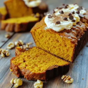 To make this tasty cake mix pumpkin bread, you will need: - 1 box yellow cake mix - 1 cup canned pumpkin puree - 1/2 cup vegetable oil - 3 large eggs - 1 teaspoon ground cinnamon - 1/2 teaspoon ground nutmeg - 1/4 teaspoon ground ginger - 1/4 teaspoon salt These ingredients create a moist, flavorful bread that everyone will love. You can add some fun extras to your bread: - 1/2 cup chopped walnuts or pecans - 1/2 cup chocolate chips These add-ins give your bread a nice crunch or sweetness. Feel free to mix and match based on your taste. To make this recipe easy, gather these tools: - A large mixing bowl - A hand mixer or whisk - A 9x5-inch loaf pan - A spatula - A wire rack Having these tools ready will help you whip up this bread in no time! Start by preheating your oven to 350°F (175°C). This is key for even baking. While the oven heats, grease a 9x5-inch loaf pan. You can use cooking spray or butter. Greasing helps the bread come out easily after baking. In a large mixing bowl, combine the yellow cake mix and one cup of canned pumpkin puree. Add half a cup of vegetable oil and three large eggs. Mix everything well with a hand mixer or a whisk. You want it smooth and creamy. Next, add one teaspoon of ground cinnamon, half a teaspoon of ground nutmeg, a quarter teaspoon of ground ginger, and a quarter teaspoon of salt. Stir until the spices blend in well. This gives your bread a warm flavor. If you like, fold in half a cup of chopped walnuts or pecans and half a cup of chocolate chips. These add texture and sweetness. Pour the batter into the greased loaf pan. Smooth the top with a spatula. Now, it’s time to bake! Place the pan in your preheated oven. Bake for 50 to 60 minutes. Check for doneness with a toothpick. If it comes out clean, your bread is ready! Once baked, remove the bread from the oven. Let it cool in the pan for about 10 minutes. Then, transfer it to a wire rack to cool completely. This cooling step is important for the best texture. To make your cake mix pumpkin bread even better, try adding spices. You can add more cinnamon for warmth. Also, a pinch of allspice gives it a nice kick. If you love sweetness, toss in some chocolate chips. They melt and create a gooey center. For a nutty flavor, use walnuts or pecans. They add crunch and richness to each bite. One common mistake is overmixing the batter. It can make the bread tough. Mix just until the ingredients combine. Also, don't skip the cooling step. Letting it cool in the pan for ten minutes helps keep it moist. If you cut it too soon, it may fall apart. Lastly, check your oven's temperature. An oven that is too hot can burn the bread outside and leave it raw inside. If you want to cool your bread faster, place it in a drafty area. This helps cool it evenly. A wire rack is best for cooling. It allows air to circulate all around. If you don’t have a wire rack, use a plate. Just place the bread on it to cool. Avoid covering the bread while it cools. Covering traps steam and can make the bread soggy. {{image_2}} You can make this pumpkin bread gluten-free. Use a gluten-free cake mix. Many brands offer great options. Just check the box for the right measurements. Follow the same steps in the recipe. Your bread will still taste amazing! To change the flavor, you can add fun extras. Dried fruits like raisins or cranberries work well. They add sweetness and chewiness. You can also mix in spices for more depth. Try adding more cinnamon, cloves, or allspice. These flavors pair perfectly with pumpkin. If you want smaller portions, make mini loaves or muffins. Use a mini loaf pan or a muffin tin. Adjust the baking time to about 20-25 minutes for muffins. Keep an eye on them. A toothpick should come out clean when done. These bites are perfect for snacks or gifts! To keep your pumpkin bread fresh, store it properly. First, let the bread cool completely. Wrap it tightly in plastic wrap or aluminum foil. This keeps moisture in and air out. You can also place it in an airtight container. Store it at room temperature for up to three days. If you want it to last longer, consider freezing it. Freezing pumpkin bread is simple. After it cools, wrap it in plastic wrap. Then, wrap it again in aluminum foil. This double wrapping prevents freezer burn. Label the package with the date. You can freeze it for up to three months. When you're ready to eat it, just remove it from the freezer. Let it thaw at room temperature for a few hours. Reheating pumpkin bread is easy. Preheat your oven to 350°F. Unwrap the bread and place it on a baking sheet. Heat for about 10-15 minutes. You can also slice the bread and microwave it. Heat each slice for 10-15 seconds. Enjoy the warm, fresh taste! Yes, you can use other flavors! A spice cake mix works well for this recipe. Chocolate cake mix adds a sweet twist. You can even try a vanilla mix for a lighter taste. Each mix will change the flavor, but they all work great with pumpkin. To check if your pumpkin bread is done, use a toothpick. Insert it into the center of the loaf. If it comes out clean, your bread is ready. If it has batter on it, bake for a few more minutes. The bread should also spring back when touched. Yes, you can make it vegan! Replace the eggs with flax eggs or applesauce. Use vegetable oil or another plant-based oil. Make sure to choose a vegan cake mix. With these swaps, you can enjoy delicious pumpkin bread that fits a vegan diet. This guide covered all you need for perfect pumpkin bread. We discussed key ingredients, tools, and step-by-step instructions. I shared tips to enhance flavor and avoid common mistakes. You also learned about variations, storage, and frequently asked questions. Baking can be fun and rewarding. With this knowledge, you can make tasty pumpkin bread, impressing friends and family. Enjoy your baking journey!