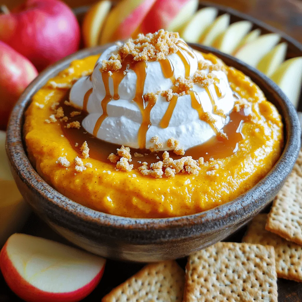 - 8 oz cream cheese, softened - 1 cup pumpkin puree - 1/2 cup powdered sugar - 1 teaspoon vanilla extract - 1 teaspoon pumpkin pie spice - 1/2 cup salted caramel sauce (store-bought or homemade) - 1/4 teaspoon sea salt - Whipped cream - Additional caramel sauce - Crushed graham crackers For the best dip, use high-quality cream cheese. It should be soft and creamy. Choose real pumpkin puree, not the spiced pie filling. The powdered sugar should be fresh for the best sweetness. Always use pure vanilla extract for rich flavor. The pumpkin pie spice adds warmth, so ensure it’s fresh, too. For caramel, you can make it at home or buy it. If you buy it, check the label for quality. Sea salt enhances flavor, so use good quality sea salt for that perfect touch. First, grab a large mixing bowl. You will need your cream cheese softened. Use an electric mixer to beat it until it is smooth and creamy. This step makes a nice base for your dip. Now, add the pumpkin puree, powdered sugar, vanilla extract, and pumpkin pie spice. Mix these on medium speed until they blend well together. This is where the magic happens! Once smooth, drizzle in half of your salted caramel sauce. Add the sea salt, then use a spatula to fold it in gently. You want to keep some swirls of caramel visible for a pretty look. Taste your dip to see if it needs more sweetness. If it does, add a bit more powdered sugar. Next, transfer your dip to a serving bowl. Top it with more salted caramel sauce and a dollop of whipped cream. For a crunchy touch, sprinkle some crushed graham crackers around the edges. You can serve it right away or chill it in the fridge until you are ready. Enjoy! To get the best texture, use softened cream cheese. It should be smooth, not lumpy. Beat the cream cheese first until creamy. Then, mix in the pumpkin puree and other ingredients. This will keep the dip light and airy. If it feels too thick, add a splash of milk. This helps create a dip that is easy to scoop. Taste your dip after mixing. You can always add more powdered sugar if it’s not sweet enough. Start with small amounts, maybe a tablespoon. Mix well after each addition. Remember, the salted caramel sauce also adds sweetness. So, be careful not to over-sweeten. Balance is key here, especially with the pumpkin flavor. For a fun look, serve the dip in a big bowl. Drizzle more caramel sauce on top and add whipped cream. Sprinkle crushed graham crackers around the edges for crunch. You can also use a colorful platter for dippers. Arrange apple slices, graham crackers, and pretzel sticks around the dip. This makes for a beautiful display that everyone will love. {{image_2}} If you have food allergies, you can adjust the recipe easily. Use dairy-free cream cheese for a vegan option. You can swap pumpkin puree with sweet potato puree for a different taste. If you need a sugar-free dip, use a sugar substitute like stevia or erythritol. These changes keep the flavor while meeting your needs. Want to boost the flavor? Add a pinch of cinnamon or nutmeg. You can mix in some maple syrup for extra sweetness. For a chocolate twist, fold in mini chocolate chips. Each of these options adds a fun layer to your dip, making it even more delightful. Change things up with seasonal flavors. In the winter, try adding peppermint extract for a holiday vibe. For spring, add fresh lemon zest for brightness. In summer, mix in fresh berries for a fruity touch. These twists keep the dip exciting all year round and suit any occasion. To keep your salted caramel pumpkin cheesecake dip fresh, place it in an airtight container. Make sure to seal it well to avoid any air getting in. Storing it this way helps maintain the dip's creamy texture and flavor. It will stay fresh in the fridge for about 3 to 5 days. You can freeze this dip for later use. First, place the dip in a freezer-safe container. Leave some space at the top, as it may expand. When you want to enjoy it, thaw the dip in the fridge overnight. Mix it well before serving to restore its creamy texture. It is best to use frozen dip within 1 to 2 months for the best taste. After storing, always serve the dip cold or at room temperature. If it has thickened, stir in a little cream or milk to loosen it. For a fun serving idea, top it with extra caramel sauce and whipped cream. Add crushed graham crackers on the side for that perfect crunch. This dip tastes great with apple slices, pretzel sticks, or even cookies! Yes, you can make this dip ahead of time. Prepare it a day in advance. Just store it in an airtight container in the fridge. This allows the flavors to blend more. When you are ready to serve, add the whipped cream and extra caramel. You can serve this dip with many tasty dippers. Here are some ideas: - Apple slices - Graham crackers - Pretzel sticks - Vanilla wafers - Cinnamon sugar tortilla chips These options add fun textures and flavors. You can mix and match to make it colorful. This dip lasts around 3 to 5 days in the fridge. Make sure to keep it covered well. If you see any change in color or smell, it’s best to throw it away. Enjoy it while it's fresh for the best taste! This blog post covered all you need to know to make a tasty dip. We shared ingredient lists, optional garnishes, and tips to pick the best quality ingredients. You learned step-by-step how to prepare, mix, and serve your dip. We included tips for achieving the right consistency and ideas for fun presentations. Explore variations for dietary needs and seasonal flavors. Finally, we discussed storing leftovers and answers to common questions. Enjoy crafting your perfect dip, and impress everyone with your skills!