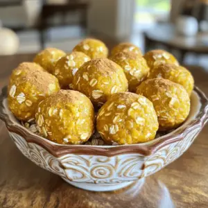 - 1 cup rolled oats - 1/2 cup pumpkin puree - 1/4 cup almond butter or peanut butter To start, rolled oats give these energy bites a chewy texture. They act as a great base. Pumpkin puree adds a rich, smooth flavor. It also provides moisture and nutrients. Almond butter or peanut butter binds everything together. Choose the nut butter you love for the best taste. - 1/4 cup honey or maple syrup - 1 teaspoon pumpkin spice - 1/2 teaspoon vanilla extract Next, we add sweeteners. Honey or maple syrup gives a natural sweetness. This makes the bites taste even better. Pumpkin spice brings in that warm fall flavor. It has a mix of cinnamon, nutmeg, and ginger. Lastly, vanilla extract adds depth and warmth. Together, these flavors create a cozy treat. - 1/4 cup ground flaxseed - 1/4 cup mini chocolate chips (optional) - Pinch of salt Now, ground flaxseed adds healthy fats and fiber. It helps with digestion and gives a nice crunch. You can add mini chocolate chips if you like. They bring a sweet surprise in each bite. A pinch of salt balances the sweetness. It enhances all the flavors, making them pop. These ingredients come together to create a delicious and healthy snack. You can enjoy them any time of day! First, grab a large mixing bowl. Add these main ingredients: - 1 cup rolled oats - 1/2 cup pumpkin puree - 1/4 cup almond butter (or peanut butter) - 1/4 cup honey or maple syrup - 1 teaspoon pumpkin spice - 1/2 teaspoon vanilla extract - 1/4 cup ground flaxseed - Pinch of salt Mix these together well. You can use a wooden spoon or your hands. I like using my hands. It helps me feel the texture. Keep mixing until the dough is sticky and well combined. If you want a little sweetness, fold in some mini chocolate chips at this stage. Next, cover the bowl and refrigerate the mixture for about 30 minutes. Chilling helps the dough firm up. Once it’s ready, take it out and use your hands to roll the mixture into small balls. Aim for about 1 inch in size. This makes them perfect for snacking. After rolling, place your energy bites on a baking sheet or a plate. Make sure they are spaced out. Then, pop them back into the fridge for another 30 minutes. This second chill helps them set and hold their shape. After that, they are ready to enjoy! Chilling the dough is key. It helps the bites hold their shape. If you skip this step, your bites may fall apart. After mixing, refrigerate the dough for at least 30 minutes. This makes rolling easier and keeps everything together. When mixing, I prefer using my hands. It lets me feel the texture. You can also use a wooden spoon if you like. Just make sure everything combines well. The dough should feel sticky but not too wet. You can switch up the nut butter. Almond butter is great, but peanut butter works too. Each type adds its own flavor. You can also try sunflower seed butter for a nut-free option. Want to boost nutrition? Add superfoods like chia seeds. They give a nice crunch and extra nutrients. You can mix in a tablespoon or two without changing the taste much. For serving, place the bites in a small bowl. Sprinkle some extra pumpkin spice on top. It adds a nice touch and looks inviting. You can also wrap a few bites in parchment paper. Tie them with string for a sweet gift idea. This makes them perfect for sharing with friends or family. {{image_2}} To make vegan pumpkin spice energy bites, swap honey for maple syrup. Maple syrup adds sweetness without using animal products. You can also choose plant-based ingredients. Opt for almond butter or peanut butter that is free from dairy. This keeps the bites fully vegan while still tasting great. For gluten-free pumpkin spice energy bites, check that all ingredients are certified gluten-free. This ensures no wheat or gluten enters your snacks. You can use alternative binding agents like ground flaxseed. Flaxseed holds the mixture together well and adds fiber. Want a boost? Add protein powder to your energy bites. This can help keep you full longer. You can also mix in seeds or nuts for added crunch. Chia seeds or chopped almonds work well. They not only add texture but also extra nutrients. To keep your pumpkin spice energy bites fresh, use airtight containers. This helps prevent air from spoiling their flavor. Store the bites in the refrigerator. The cool temperature slows down spoilage. Make sure the container is sealed tightly. This will keep moisture out and maintain their texture. These energy bites stay fresh in the refrigerator for about one week. If you want to save them longer, freezing is a great option. They can last up to three months in the freezer. Just make sure to wrap them well. Use plastic wrap or a freezer-safe bag to avoid freezer burn. To keep the taste and texture, avoid moisture. Moisture can make the bites soggy and less tasty. Always check for spoilage before eating. If they smell off or look strange, it’s best to toss them out. Regular checks help ensure you enjoy only the best bites! Pumpkin spice energy bites last about one week in the fridge. Store them in an airtight container to keep them fresh. If you want to save them longer, you can freeze them. They can last up to three months in the freezer. Just let them thaw in the fridge when you are ready to eat. Yes, you can use other purees like sweet potato or butternut squash. These will change the taste a bit but still keep it yummy. If you want a lighter flavor, try using applesauce. It will make the bites less pumpkin-y but still moist. Be careful with the amount, as it may change the texture. Yes, these energy bites are great for kids! They have oats, which give energy and fiber. The pumpkin adds vitamins that are good for growing bodies. Kids usually love the sweet taste, especially if you add chocolate chips. They make a fun snack or treat for lunchboxes. In this blog post, we explored pumpkin spice energy bites, focusing on their key ingredients, step-by-step creation, and customization. We discussed options for vegan, gluten-free, and protein-packed varieties. I shared tips for achieving the perfect texture and storage practices to keep them fresh. These energy bites are simple to make and fun to share. Enjoy making your version and experimenting with flavors. This treat is not only tasty but also a great way to fuel your day!