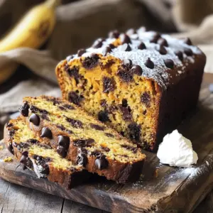 To make Banana Pumpkin Chocolate Chip Bread, gather these simple ingredients: - 2 ripe bananas, mashed - 1 cup pure pumpkin puree - 1/2 cup vegetable oil - 1/2 cup brown sugar, packed - 1/4 cup granulated sugar - 2 large eggs - 1 teaspoon vanilla extract - 2 cups all-purpose flour - 1 teaspoon baking soda - 1/2 teaspoon baking powder - 1/2 teaspoon salt - 1 teaspoon ground cinnamon - 1/2 teaspoon ground nutmeg - 1/2 cup chocolate chips (semi-sweet or dark) - 1/2 cup chopped walnuts or pecans (optional) These ingredients blend well to create a moist and tasty bread. The bananas and pumpkin give it a rich flavor. The chocolate chips add a sweet touch, while the nuts give it a nice crunch. Make sure to use ripe bananas for the best taste. You can also choose between semi-sweet or dark chocolate chips based on your preference. Each ingredient plays a key role in making this bread a delightful treat. - Preheat your oven to 350°F (175°C). - Grease a 9x5-inch loaf pan or line it with parchment paper for easy removal. - In a large mixing bowl, mash the ripe bananas. - Add 1 cup of pumpkin puree to the bowl. - Stir in 1/2 cup of vegetable oil. - Mix in 1/2 cup of brown sugar and 1/4 cup of granulated sugar. - Crack in 2 large eggs and add 1 teaspoon of vanilla extract. - Mix until all wet ingredients are well combined. - In a separate bowl, whisk together 2 cups of all-purpose flour. - Add 1 teaspoon of baking soda, 1/2 teaspoon of baking powder, and 1/2 teaspoon of salt. - Mix in 1 teaspoon of ground cinnamon and 1/2 teaspoon of ground nutmeg. - Gradually add the dry ingredients to the wet mixture. - Stir gently until just combined; small lumps are okay. - Fold in 1/2 cup of chocolate chips. - If you like, add 1/2 cup of chopped walnuts or pecans. - Pour the batter into the prepared loaf pan. - Smooth the top with a spatula to make it even. - Bake in the preheated oven for 55 to 65 minutes. - Check if it's done by inserting a toothpick in the center. - If it comes out clean, the bread is ready. - Once baked, cool in the pan for 10 minutes. - Transfer to a wire rack to cool completely before slicing. To avoid overmixing the batter, mix gently. When adding dry ingredients, stir just until combined. You want some small lumps in your batter. Overmixing can make the bread tough. The ideal baking time is between 55 to 65 minutes at 350°F (175°C). Check for doneness by inserting a toothpick into the center. If it comes out clean, your bread is ready. For sweetener alternatives, you can use honey or maple syrup. Both add a unique flavor to the bread. You may need to adjust the liquid in the recipe if you choose one of these. To enhance flavors, try adding a pinch of ginger or a dash of cloves. These spices complement the pumpkin and banana well. Slice the bread and serve it warm. A rustic wooden board makes a great serving base. Dust with powdered sugar for a sweet touch. Serve with cream cheese spread for extra flavor. To make it look even better, add a few chocolate chips on top. This adds a nice visual appeal and hints at the tasty treat inside. {{image_2}} To make this bread gluten-free, swap all-purpose flour with a gluten-free blend. Look for a blend that has xanthan gum. This helps keep the bread from falling apart. If you want a vegan option, replace the eggs with flax eggs. Mix one tablespoon of flaxseed meal with three tablespoons of water. Let it sit for five minutes to thicken. You can also use applesauce instead of oil. Replace the half cup of vegetable oil with a half cup of unsweetened applesauce. You can change the nuts in the recipe. Use pecans, almonds, or even hazelnuts. Each nut brings its own flavor. If you want a chocolate twist, try dark chocolate chips instead of semi-sweet. If you cannot find pumpkin puree, use sweet potato puree. This swap keeps the flavor rich and creamy. Canned pumpkin works well too. Just ensure it is pure pumpkin without added spices. Get creative with spices. Add a teaspoon of ginger or cloves for a warm kick. These spices bring a nice depth to the bread. You can also mix in dried fruits like cranberries or raisins. They add sweetness and chewiness. Additionally, consider using flavored extracts. Almond or orange extracts can add a fun twist to the classic taste. To keep your banana pumpkin chocolate chip bread fresh, store it at room temperature. Place it in an airtight container. This helps keep it moist and tasty. If you don't have a container, wrap it tightly in plastic wrap. Avoid leaving it uncovered, as air can dry it out. If you want to save some for later, freezing works great. Wrap the cooled bread in plastic wrap. Then, place it in a freezer bag. Make sure to remove as much air as possible. When you're ready to eat it, take it out of the freezer. Let it thaw at room temperature. To warm it up, slice the bread and pop it in the toaster or oven for a few minutes. When stored correctly, your banana pumpkin chocolate chip bread can last about 3 to 4 days at room temperature. In the freezer, it can stay good for up to 3 months. Be on the lookout for signs of spoilage. If you see mold, a strange smell, or if it feels too dry, it's best to toss it. Always trust your senses! Can I use canned pumpkin instead of fresh? Yes, you can use canned pumpkin. It saves time and adds great flavor. Just make sure it is pure pumpkin puree, not pumpkin pie filling. Both options work well in this recipe. How can I make this bread more moist? To make your bread more moist, use extra ripe bananas. You can also add a bit more vegetable oil or a splash of milk. These changes keep the bread soft and fluffy. What can I substitute for vegetable oil? You can use melted butter or applesauce. Both options add flavor and moisture to your bread. If you want a lighter option, try using canola oil or coconut oil. Can I skip the nuts if I don’t like them? Absolutely! If you do not like nuts, you can leave them out. The bread will still taste amazing with just the bananas, pumpkin, and chocolate chips. What goes well with Banana Pumpkin Chocolate Chip Bread? This bread pairs well with cream cheese spread or vanilla ice cream. A hot cup of coffee or tea complements it nicely too. You can also enjoy it with fresh fruit. Can this bread be used in dessert recipes? Yes! You can use this bread for delicious desserts. Try making French toast with it or layering it in a trifle. The flavors work well in many sweet dishes. This blog post detailed a delicious recipe for Banana Pumpkin Chocolate Chip Bread. We covered ingredients, preparation, and variations to suit different diets. You learned storage methods and answers to common questions. Baking can be fun and rewarding. Enjoying a slice of this bread brings comfort and joy. Don't hesitate to make unique variations and share with friends. Happy baking!