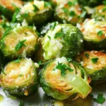 - 1 lb Brussels sprouts, trimmed and halved - 4 cloves garlic, minced - 3 tablespoons olive oil - 1/2 cup grated Parmesan cheese - 1 teaspoon salt - 1/2 teaspoon black pepper - 1/2 teaspoon crushed red pepper flakes (optional for heat) - Zest of 1 lemon - Fresh parsley, chopped for garnish - Variations in cheeses, such as Pecorino Romano or Asiago - Additional spices like garlic powder or onion powder The main ingredients form the heart of this dish. Brussels sprouts are the star, bringing a nice crunch. Garlic adds a delightful aroma and flavor. Olive oil helps achieve that crispy texture. Parmesan cheese creates a rich, savory finish. For seasoning, salt and black pepper provide balance. If you enjoy a kick, crushed red pepper flakes work well. Lemon zest brightens the dish, adding freshness. Chopped parsley not only looks nice but also adds a hint of herbiness. If you want to switch things up, try different cheeses. Pecorino Romano offers a saltier taste, while Asiago brings a nutty flavor. You can also mix in spices to enhance the taste. Garlic powder adds depth, while onion powder gives sweetness. This simple list of ingredients makes a delicious side dish. You can easily adapt it to suit your taste. 1. First, preheat your oven to 400°F (200°C). This helps cook the Brussels sprouts evenly. 2. Next, trim the ends off the Brussels sprouts and cut them in half. This makes them cook faster and absorb flavors better. 1. In a large bowl, combine the halved Brussels sprouts and minced garlic. Mix well to spread the garlic. 2. Drizzle 3 tablespoons of olive oil over the Brussels sprouts. Toss them to coat evenly with oil. 3. Add 1 teaspoon of salt, 1/2 teaspoon of black pepper, and 1/2 teaspoon of crushed red pepper flakes if you like some heat. Toss again until all ingredients blend well. 1. Spread the Brussels sprouts mixture in a single layer on a baking sheet lined with parchment paper. This prevents sticking and makes cleanup easy. 2. Roast in the preheated oven for 20-25 minutes. Stir halfway through to ensure even cooking and crispness. Look for a golden brown color. 1. Once done, remove the baking sheet from the oven. Immediately sprinkle 1/2 cup of grated Parmesan cheese over the hot Brussels sprouts. The heat will help the cheese melt slightly. 2. Add the zest of one lemon and toss gently to mix all the flavors together. This brightens the dish. 3. Transfer the Brussels sprouts to a serving dish and garnish with freshly chopped parsley. This adds a nice touch and flavor. To get the best roast, set your oven to 400°F (200°C). This temperature works well for Brussels sprouts, making them crispy and tender. To ensure they stay crispy, spread the sprouts in one layer on your baking sheet. If they are crowded, they will steam instead of roast. When using minced garlic, add it with the sprouts and oil. This lets the garlic cook and develop flavor. If you prefer whole garlic cloves, roast them in the oven with the sprouts. The cloves will soften and sweeten, adding a nice touch to the dish. Add the grated Parmesan cheese right after taking the sprouts out of the oven. This timing allows the cheese to melt without burning. Use a good quality Parmesan for the best flavor. Freshly grated cheese melts better than pre-packaged options. {{image_2}} You can easily change up the taste of your roasted garlic Parmesan Brussels sprouts. One great option is to add balsamic vinegar. Just drizzle a bit over the sprouts before roasting. The vinegar adds a sweet tang that pairs well with the savory garlic and cheese. Mixing in other vegetables also works well. Try adding carrots or bell peppers. These veggies roast nicely and add color to your dish. If you need a vegan option, there are simple swaps. Use a vegan Parmesan substitute. Many brands offer a tasty, dairy-free alternative. It melts well and still gives that cheesy flavor. For gluten-free options, this recipe is already safe! All the ingredients are naturally gluten-free. Just make sure to check any packaged items, like Parmesan, for hidden gluten. When serving these Brussels sprouts, think about side dish pairings. They go great with grilled chicken or baked fish. The flavors complement each other nicely. You can also incorporate them into main courses. Toss them into pasta dishes or grain bowls. They add a hearty touch to any meal. Store leftovers in an airtight container. Glass or plastic containers work well. Make sure to cool the sprouts first. Refrigerate them within two hours of cooking. They can stay fresh for up to three days. You can reheat in two ways: the oven or the microwave. For the oven, preheat to 350°F (175°C). Place the sprouts on a baking sheet and heat for about 10 minutes. This keeps them crispy. In the microwave, use a microwave-safe dish. Heat for one to two minutes, stirring halfway. This is quick but may soften the texture. To freeze, let the sprouts cool completely first. Place them in a freezer-safe bag or container. Remove as much air as possible. They can be frozen for up to three months. To thaw, move them to the fridge overnight. Reheat them in the oven or microwave as mentioned above. This keeps their taste and texture nice. Brussels sprouts take about 20 to 25 minutes to cook. The key is to roast them until they turn golden brown and crispy. You know they are done when they are tender inside and have a nice caramelized exterior. Stir them halfway through cooking for even browning. You can use frozen Brussels sprouts, but fresh ones taste better. Frozen sprouts are often softer and may lose some crunch. If you use frozen, add a few extra minutes to the cooking time. Make sure to thaw them first, then follow the same steps for seasoning and roasting. These Brussels sprouts pair well with many dishes. Consider serving them with roasted chicken or salmon for a complete meal. You can also enjoy them alongside pasta or a grain salad. For more ideas, try them with garlic mashed potatoes or a light soup to balance flavors. This blog post dives into making delicious Roasted Garlic Parmesan Brussels Sprouts. We covered main ingredients and spices to bring out the best flavors. Step-by-step instructions guide you from prep to serving. I shared tips on achieving a perfect roast and variations to suit your taste. Remember, leftovers can be easily stored and reheated. Try these recipes as sides or in main courses. Enjoy cooking and make these sprouts a new favorite dish!