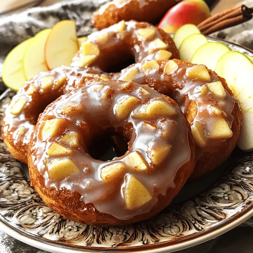 To make tasty apple fritter donuts, you need these main ingredients: - 2 cups all-purpose flour - 1 tablespoon baking powder - ½ teaspoon salt - 1 teaspoon cinnamon - ¼ teaspoon nutmeg - ½ cup granulated sugar - 2 large eggs - ½ cup milk - 1 teaspoon vanilla extract - 1 large apple (preferably Granny Smith), peeled and diced small - 1 cup apple cider - Oil for frying (vegetable or canola) Each ingredient plays a role in creating a soft, sweet donut. The baking powder helps them rise, while the eggs add richness. The apples give a fresh taste and juicy texture. For the glaze, gather these simple items: - 1 cup powdered sugar - 2 tablespoons milk - ½ teaspoon vanilla extract The glaze is sweet and creamy. It adds a nice finish to the warm donuts. You will need a few tools to make these donuts: - Medium mixing bowls - Whisk - Slotted spoon - Deep pot or fryer - Measuring cups and spoons - Wire rack - Paper towels These tools help you mix the batter, fry the donuts, and catch any mess. Using the right equipment makes the process smooth and fun. To start, gather your ingredients. You will need flour, baking powder, salt, cinnamon, nutmeg, sugar, eggs, milk, vanilla extract, diced apple, and apple cider. In a medium bowl, whisk together the flour, baking powder, salt, cinnamon, nutmeg, and sugar. This mix gives the donuts their flavor. In a separate bowl, beat the eggs with milk and vanilla. Then, slowly add the dry mix to the wet mix. Stir gently until just combined; don’t overmix. Fold in the diced apple and apple cider. This adds moisture and sweetness. Now, heat oil in a deep pot or fryer. Aim for 350°F (175°C). Once hot, drop spoonfuls of batter into the oil, about 2-3 tablespoons each. Fry only a few at a time to keep the heat steady. Cook for 2-3 minutes on each side, until golden brown. Use a slotted spoon to remove the donuts. Let them drain on paper towels to remove excess oil. While the donuts cool, make the glaze. In a bowl, mix powdered sugar, milk, and vanilla extract. Whisk until smooth. The glaze should be thick but pourable. If it’s too thick, add a bit more milk. If too thin, add more powdered sugar. Once the donuts are cool, dip each one into the glaze. Let the excess glaze drip off before putting them on a wire rack. This step helps keep the glaze nice and thick. Let the glaze set for a few minutes before serving. Enjoy your apple fritter donuts with glaze! To get the best donut texture, focus on mixing. Combine your dry and wet ingredients gently. Overmixing leads to tough donuts. Aim for a thick, yet smooth batter. The diced apples add moisture and flavor. Use a Granny Smith apple for a nice tartness. This balances the sweetness of the glaze. For a great glaze, start with the right ratio. Use one cup of powdered sugar and two tablespoons of milk. Mix until smooth without lumps. If your glaze is too thick, add a bit more milk. You want it to coat the donuts well but not drip off too much. A silky glaze makes for a lovely finish. Watch out for common mistakes in this recipe. First, ensure your oil is hot enough before frying. If the oil is too cool, the donuts will absorb too much oil. Next, don’t overcrowd the pot. Fry only a few at a time to keep the temperature steady. Lastly, let the donuts cool a bit before glazing. This helps the glaze stick better. {{image_2}} You can use different apple types in your fritters. Granny Smith apples are tart and hold up well. Honeycrisp apples add a nice sweetness. Fuji apples bring a juicy crunch. Try mixing apples for a fun flavor twist. Each apple type brings its own taste and texture. The glaze can be changed if you want new flavors. For a maple glaze, swap milk for maple syrup. Add a pinch of cinnamon for warmth. You can also try a chocolate glaze. Melt chocolate and mix with a bit of cream. This adds a rich and sweet touch. You can add mix-ins to the batter for extra flavor. Chopped nuts like walnuts or pecans add crunch. They also give a lovely nutty taste. Dark chocolate chips melt into gooey bites. Dried fruit, like raisins or cranberries, can add a chewy twist. Get creative and make your fritters your own! Store your apple fritter donuts in an airtight container. This keeps them fresh. You can keep them at room temperature for one day. For longer storage, place them in the fridge. They will last up to four days in the fridge. If you want to keep them longer, freezing is a great option. To reheat your apple fritter donuts, use an oven. Preheat it to 350°F (175°C). Place the donuts on a baking sheet. Heat them for about 5 to 10 minutes. This method helps keep them crispy. You can also use a microwave, but they may get soft. Heat them for 10 to 15 seconds in the microwave if needed. Freezing apple fritter donuts is easy. First, let them cool completely. Then, wrap each donut in plastic wrap. Place the wrapped donuts in a freezer bag. Press out the air before sealing. They can stay frozen for up to three months. When ready to eat, simply thaw them in the fridge overnight and reheat. Enjoy your tasty treat! Yes, you can. Use unsweetened applesauce or mashed bananas instead of eggs. About 1/4 cup of either works well. This will keep the donuts moist while making them egg-free. Granny Smith apples are my favorite for this recipe. They are tart and hold their shape well when cooked. Other good choices include Honeycrisp or Fuji apples. These apples add both flavor and texture to your fritters. To make these donuts healthier, consider reducing the sugar. You can also use whole wheat flour instead of all-purpose flour. Another option is to bake the donuts instead of frying them. If you bake, use a donut pan for the best shape. You can find apple fritter donuts at many local bakeries and coffee shops. Some grocery stores also carry them in their bakery section. If you want the freshest option, try making them at home using this recipe! In this post, we explored how to make delicious apple fritter donuts. We covered the main ingredients and tools needed, step-by-step instructions, and tips for perfect texture and glaze. We also discussed variations to take your donuts up a notch, plus storage and reheating advice. These donuts are fun to make and even better to eat. Enjoy sharing them with friends and family. Happy frying!