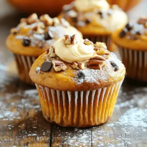 - 1 ½ cups all-purpose flour - 1 teaspoon baking soda - ½ teaspoon baking powder - ½ teaspoon ground cinnamon - ½ teaspoon ground nutmeg - ¼ teaspoon ground ginger - ½ teaspoon salt - 1 cup canned pumpkin puree - ½ cup granulated sugar - ½ cup brown sugar, packed - 2 large eggs - ½ cup vegetable oil - 1 teaspoon vanilla extract - 4 oz cream cheese, softened - ¼ cup chopped pecans or walnuts (optional) - ¼ cup chocolate chips (optional) The heart of my Loaded Pumpkin Cream Cheese Muffins lies in these simple ingredients. Each one plays a role in making these muffins tasty and moist. Let’s break it down. First, all-purpose flour gives the muffins structure. It makes them soft yet sturdy. Baking soda and baking powder help them rise. The spices—cinnamon, nutmeg, and ginger—bring warmth and comfort. They create that cozy fall vibe we love. Next, we have pumpkin puree. It adds moisture and flavor. Both sugars sweeten the muffins and create a lovely golden color. Eggs bind everything together. Vegetable oil keeps the muffins rich and moist. Vanilla extract adds a nice hint of sweetness. The cream cheese? It’s the star! It makes a creamy filling that melts in your mouth. You can also sprinkle in nuts or chocolate chips for extra crunch and flavor. These optional add-ins make each muffin unique. Gather these ingredients, and you’re ready to bake. Trust me; your kitchen will smell amazing! 1. Preheat your oven to 350°F (175°C). Line a 12-cup muffin pan with paper liners. You can also grease it with cooking spray. 2. In a medium bowl, whisk together the flour, baking soda, baking powder, cinnamon, nutmeg, ginger, and salt. Make sure they mix well. 3. In a large mixing bowl, beat the pumpkin puree, granulated sugar, brown sugar, eggs, vegetable oil, and vanilla extract. Mix until it's creamy and smooth. 1. Gradually add the dry ingredients to the pumpkin mixture. Stir gently until just combined. It’s okay if there are lumps; do not overmix. 2. In a small bowl, mix the softened cream cheese with a tablespoon of sugar. Stir until it is smooth. 3. Fill each muffin cup about 2/3 full with the pumpkin batter. Add a small dollop of cream cheese mixture into the center of each muffin. Use a toothpick to swirl it slightly. 1. Bake in the preheated oven for 18-20 minutes. To check, insert a toothpick into the center. It should come out clean or with a few moist crumbs. 2. Once baked, remove the muffins from the oven. Let them cool in the pan for 5 minutes. Then, transfer them to a wire rack to cool completely. To make great muffins, mix well but don’t overmix. Overmixing can make them tough. Stir until the flour just disappears. It’s okay to see a few lumps in the batter. This helps keep the muffins soft and fluffy. For moist muffins, use canned pumpkin puree. It adds great flavor and moisture. Adding oil also helps keep them tender. Don’t skip the eggs; they bind the mixture and add richness. You can add spices for more flavor. Try adding more cinnamon or a pinch of cloves. A splash of maple extract gives a nice twist too. For toppings, consider adding chopped nuts or chocolate chips. They add crunch and sweetness. You could also mix in dried fruits like cranberries for a tasty surprise. To present your muffins nicely, dust them with powdered sugar. This adds a sweet touch and looks pretty. You can also serve them in a colorful muffin tin. Pair these muffins with a warm drink. Coffee or chai tea works great. For a sweeter treat, serve with maple syrup or whipped cream. It makes every bite special! {{image_2}} You can easily change this recipe to fit your diet. For gluten-free muffins, use a gluten-free flour blend. Many options exist, like almond or coconut flour. Just be sure to check if it's a 1:1 substitute. For vegan muffins, replace eggs with flaxseed or chia seeds mixed with water. Use a plant-based cream cheese for the filling. This way, everyone can enjoy these tasty muffins. Feel free to add fruits for extra flavor. I love adding cranberries or diced apples to the batter. They add a nice tartness that pairs well with pumpkin. You can also create different cream cheese fillings. Try adding lemon zest or a touch of maple syrup to the cream cheese mix. These flavors can really make your muffins stand out. These muffins are great for any holiday! For Christmas, add spices like allspice or clove. You can also use themed add-ins, like crushed candy canes for a fun twist. During Thanksgiving, use extra pumpkin pie spice for a festive touch. Each season gives you a chance to try new flavors and make these muffins your own. To keep your loaded pumpkin cream cheese muffins fresh, you can store them at room temperature. Place them in an airtight container. This method works well for up to three days. If you want to keep them longer, refrigeration is a good option. Just remember, they may dry out a bit. Use a sealed container to help maintain moisture. Freezing your muffins is easy! Wait for them to cool completely. Then, wrap each muffin in plastic wrap. Place the wrapped muffins in a freezer-safe bag or container. This way, they stay fresh for up to three months. When you want to enjoy them, take them out of the freezer. Let them thaw in the fridge overnight or at room temperature for a couple of hours. To reheat, place the muffin in the microwave for 15-20 seconds. You can also warm them in an oven at 350°F for about 10 minutes. Enjoy your delicious muffins anytime! How long do these muffins stay fresh? These muffins stay fresh for about three days at room temperature. If you store them in an airtight container, they will keep longer. For best taste, enjoy them within this time. Can I make a mini muffin version? Yes, you can make mini muffins! Just reduce the baking time to about 10-12 minutes. Check for doneness using a toothpick. What can I substitute for cream cheese? You can use Greek yogurt or mascarpone cheese as a cream cheese substitute. Both options will keep your muffins creamy and delicious. Can I reduce sugar in the recipe? Yes, you can reduce the sugar. Cut it by up to half a cup without losing flavor. The muffins will still taste great and remain moist. Can I use fresh pumpkin instead of canned? Absolutely! You can use fresh pumpkin. Just cook and puree the pumpkin first. Make sure to drain any excess water to avoid soggy muffins. Why are my muffins dense? Dense muffins may result from overmixing the batter. Mix until just combined and avoid beating too much. Also, check your baking powder and baking soda for freshness. How to tell when muffins are baked perfectly? To check for doneness, insert a toothpick into the center. If it comes out clean or with a few crumbs, your muffins are done. Avoid overbaking to keep them moist. This blog covered everything to make perfect pumpkin muffins. You learned about ingredients, step-by-step instructions, and tips for great results. We explored variations for different diets and flavors, along with storage methods. Enjoy experimenting with your muffins. Try different spices and fillings to make them your own. Baking should be fun, so let your creativity shine! With these guidelines, you’ll master pumpkin muffins in no time.