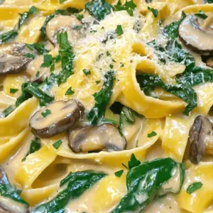 - 8 oz (225 g) pasta of your choice (penne or fettuccine recommended) - 2 tablespoons olive oil - 1 small onion, finely chopped - 3 cloves garlic, minced - 8 oz (225 g) mushrooms, sliced (cremini or button) - 3 cups fresh spinach - 1 cup vegetable broth - 1 cup heavy cream - 1/2 cup grated Parmesan cheese - 1 teaspoon dried thyme - 1/2 teaspoon red pepper flakes (adjust to taste) - Salt and pepper to taste - Fresh parsley, chopped (for garnish) When making creamy mushroom spinach pasta, choosing the right pasta is key. I recommend penne or fettuccine. They hold onto the sauce well, making every bite tasty. Next, you’ll need olive oil for sautéing. It adds flavor and helps cook the onions and garlic. Chopped onions are crucial for a good base. They add sweetness and depth. Garlic brings a wonderful aroma and a nice punch. Use fresh garlic if you can; it makes a big difference. For the mushrooms, you can use cremini or button. Both add a rich, earthy taste. Fresh spinach gives the dish a pop of color. It also adds nutrients, making this meal feel lighter. For the creamy sauce, you need vegetable broth and heavy cream. The broth adds depth, while the cream provides richness. Parmesan cheese is key for creaminess. It melts beautifully and enhances the flavor. Don’t forget the dried thyme and red pepper flakes. Thyme adds a warm, herbal note, while red pepper gives a hint of heat. Lastly, season with salt and pepper. Fresh parsley on top makes the dish look beautiful and adds freshness. Gather all these ingredients, and you'll be ready to create a delightful meal! First, heat 2 tablespoons of olive oil in a large pot over medium heat. Add 1 finely chopped onion. Sauté for about 3 to 4 minutes until it turns translucent. This step builds a great base for flavor. Next, stir in 3 minced garlic cloves. Cook for an extra minute until it smells amazing. Cooking time matters, as it brings out the best in these aromatics. Now, add 8 ounces of sliced mushrooms to the pot. I like using cremini or button mushrooms. Cook them for about 5 to 7 minutes. Stir occasionally until they soften. You want them to lose their moisture. This gives the dish a nice texture and prevents it from being too watery. Next, stir in 3 cups of fresh spinach. Cook it until it wilts, which takes about 2 minutes. Then, add 8 ounces of your favorite pasta, 1 cup of vegetable broth, and 1 cup of heavy cream. Sprinkle in 1 teaspoon of dried thyme and ½ teaspoon of red pepper flakes. Season with salt and pepper to taste. This mix creates a delicious balance of flavors. Bring the mixture to a gentle boil. Once boiling, lower the heat and cover the pot. Let it simmer for about 12 to 15 minutes. Stir occasionally to avoid sticking. This step is key for cooking the pasta al dente and letting it absorb the flavors. Once the pasta is cooked, take the pot off the heat. Stir in ½ cup of grated Parmesan cheese until it melts smoothly. This adds creaminess and richness. Taste the pasta and adjust the seasoning if needed. Enjoy your one pot creamy mushroom spinach pasta! - Cooking pasta al dente: Cook your pasta until it is firm to the bite. This keeps it from becoming mushy. Follow the package directions for timing, but check a minute before it's done. - Adjusting creaminess levels: If you want a creamier dish, add more heavy cream. Start with an extra half cup and stir it in after the cheese. Adjust to your taste. - Suggestions for additional herbs: Add fresh basil or oregano for a fresh twist. These herbs can brighten the dish. You can chop them finely and mix them in before serving. - Spice level adjustments: If you like heat, add more red pepper flakes. Start with an extra pinch, and taste as you go. You can also use a dash of hot sauce for more flavor. - Overcooking pasta: Be careful not to cook your pasta too long. It should be tender yet firm. Stir it to ensure even cooking and check often. - Skipping ingredient steps: Follow each step closely. Each ingredient plays a role in the dish. Missing a step can lead to a less tasty meal. {{image_2}} You can easily switch up the veggies in this dish. Try bell peppers, zucchini, or even kale. These swaps add new tastes and colors. For a dairy-free option, use coconut milk or cashew cream. They create a creamy texture without dairy. Always check labels for hidden dairy if you choose these options. Adding protein can make this meal heartier. You can toss in cooked chicken, shrimp, or even tofu. If using chicken, cook it first and cut it into pieces. Shrimp cooks quickly, so add it in the last few minutes of simmering. For tofu, use firm tofu and sauté it until golden before mixing it in. Adjust the cooking time to ensure everything is done at the same time. If you need a gluten-free meal, there are many pasta choices. Look for gluten-free penne or fettuccine made from rice, quinoa, or lentils. These options cook well and taste great. Always check the package for cooking times, as they can differ from regular pasta. To keep your creamy mushroom spinach pasta fresh, store it in an airtight container. This helps lock in flavor and moisture. You can refrigerate it for up to three days. When ready to eat, just reheat it on the stove or in the microwave. Stir well to ensure even heating. If you want to save your pasta for later, freezing works great. Let it cool completely before packing it into freezer-safe bags or containers. Remove as much air as possible to prevent freezer burn. Your pasta can last in the freezer for up to three months. To thaw, move it to the fridge overnight. When ready, reheat it gently on the stove. Add a splash of vegetable broth or water to help bring back the creamy texture. Stir often for best results. Yes, you can use any pasta you like. Penne and fettuccine work best. Other types such as spaghetti or rotini will also taste great. Just remember, cooking time might change based on the pasta shape. Always check the package for the right cooking time. To keep this dish vegetarian, use vegetable broth instead of chicken broth. Make sure all other ingredients, like cheese and cream, are free from animal rennet. This way, you can enjoy a rich and tasty meal without meat. If you want a lighter dish, try using half-and-half or whole milk. You can also use coconut cream for a dairy-free option. These substitutes will give you a creamy texture without the extra calories. Adding more veggies is easy! You can toss in bell peppers, zucchini, or broccoli. Just chop them small and add them with the mushrooms. This makes your meal colorful and packed with nutrients. You can also add peas or kale for extra flavor and health. This article covered the key steps to create a delicious creamy pasta dish. We discussed the right ingredients, cooking techniques, and how to tailor the recipe to your taste. Remember, the secret lies in balancing flavors and cooking time. Experiment with variations and be creative. Enjoy the process and make it your own. With practice, you will perfect this dish and impress anyone who tastes it. Happy cooking!
