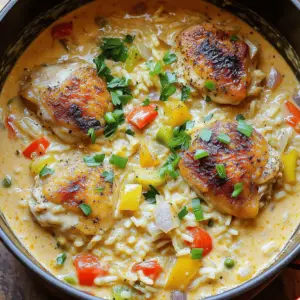 - 1 lb (450g) chicken thighs, boneless and skinless, diced - 1 cup long-grain white rice - 1 medium onion, finely chopped - 3 cloves garlic, minced - 1 bell pepper (red or green), diced - 1 can (14.5 oz) diced tomatoes (with juices) - 2 cups chicken broth - 1 cup heavy cream - 2 tablespoons Cajun seasoning - 1 teaspoon smoked paprika - ½ teaspoon black pepper - ½ teaspoon salt (adjust to taste) - 2 tablespoons olive oil - 2 green onions, sliced (for garnish) - Fresh parsley, chopped (for garnish) High-quality ingredients make a big difference in taste. Choose fresh chicken thighs for the best flavor. Use long-grain rice, as it cooks evenly and stays fluffy. Fresh vegetables like onion, garlic, and bell peppers add great flavor and nutrition. For the canned tomatoes, look for ones with no added sugar or preservatives. A good chicken broth enhances the dish. Use heavy cream for a rich, creamy sauce. If you don't have chicken thighs, you can use chicken breasts. They will work well too. For rice, brown rice is an option, but it'll need a longer cooking time. If you want to skip the cream, try coconut milk for a lighter dish. You can use vegetable broth instead of chicken broth for a vegetarian twist. If you want more heat, add cayenne pepper or hot sauce. Start by heating 2 tablespoons of olive oil in a large pot over medium heat. Add 1 pound of diced chicken thighs. Season them with ½ teaspoon of salt and ½ teaspoon of black pepper. Cook the chicken for about 5 to 7 minutes until it turns golden brown. This step locks in flavor. Once browned, remove the chicken from the pot and set it aside. In the same pot, add a finely chopped medium onion, 3 minced garlic cloves, and 1 diced bell pepper. Sauté these for about 3 to 4 minutes. Stir until the veggies are soft and fragrant. This mix gives the dish a great base of flavor. Now, stir in 2 tablespoons of Cajun seasoning and 1 teaspoon of smoked paprika. Let the spices toast for about 1 minute. Next, add 1 cup of long-grain white rice and stir to coat it in the spices. Pour in 1 can of diced tomatoes with their juices, 2 cups of chicken broth, and 1 cup of heavy cream. Stir everything together well. Return the browned chicken to the pot. Bring the mixture to a gentle boil. Reduce the heat to low, cover the pot, and let it simmer for about 20 to 25 minutes. This allows the rice to cook and absorb the liquid. Once done, gently fluff the rice with a fork and mix it all together. Adjust the seasoning to taste. Serve warm, garnished with sliced green onions and chopped parsley for a fresh touch. To make your dish super creamy, use heavy cream. It blends well with the chicken and rice. If you want a lighter option, use half-and-half. You can also add more broth if the mix seems too thick. Stir well to keep the texture smooth. Let it simmer gently; this helps the cream mix in well. Cajun seasoning gives great flavor, but you can tweak it. If you like it spicier, add more Cajun spice or some cayenne pepper. If you prefer less heat, reduce the Cajun seasoning. Taste as you go to find what you like best. You can also add other spices like garlic powder or onion powder for more depth. A large pot or Dutch oven works best for this recipe. It holds heat evenly and is great for one-pot meals. A wooden spoon helps mix everything well without scratching the pot. A lid is important for simmering; it keeps steam in and cooks the rice evenly. {{image_2}} You can easily make a vegetarian version of this dish. Replace the chicken with diced mushrooms or firm tofu. Use vegetable broth instead of chicken broth for flavor. Add in some extra veggies, like zucchini or spinach, for more color and nutrition. The Cajun seasoning will still give it that great kick. If you like heat, add sliced jalapeños or cayenne pepper. You can mix in some hot sauce while cooking for an extra boost. Consider using andouille sausage for a smoky flavor. This will really ramp up the Cajun vibe of the dish. Try using brown rice or quinoa in place of white rice. Brown rice will give a nuttier taste and more fiber. Quinoa cooks faster and adds protein. Remember, cooking times may vary, so adjust the liquid and simmering time as needed. Store the One-Pot Creamy Cajun Chicken & Rice in an airtight container. It stays fresh in the fridge for about 3 to 4 days. Make sure to cool it down to room temperature before sealing. This helps keep it tasty and safe. You can freeze this dish for longer storage. Use a freezer-safe container for best results. It will keep well for up to 3 months. When ready to eat, let it thaw overnight in the fridge before reheating. This keeps the flavors intact. Reheat the chicken and rice in a pot over medium heat. Add a splash of chicken broth or cream to moisten it. Stir frequently until it warms up. You can also use a microwave. Just cover the dish to keep moisture in. Heat in short bursts, stirring in between. Enjoy it warm and fresh! One-Pot Creamy Cajun Chicken & Rice can last in the fridge for 3 to 4 days. Store it in an airtight container. Make sure to let it cool before sealing. This way, it stays fresh and tasty. Yes, you can make this recipe in advance. Prepare it fully and let it cool. Once cooled, store it in the fridge. You can also freeze it for up to 2 months. Just thaw it overnight in the fridge before reheating. This dish pairs well with many sides. You can serve it with a simple green salad. Garlic bread also makes a nice addition. For some crunch, try serving with coleslaw. Each side brings a new flavor to your meal. This blog post covered how to make One-Pot Creamy Cajun Chicken & Rice. We looked at key ingredients, their quality, and swaps you can make. I shared steps for preparing chicken and cooking veggies to create a tasty dish. You learned tips for creamy texture and spice adjustments. We also explored fun variations and proper storage methods. Enjoy cooking this meal and make it your own. With a few changes, it can fit any taste. Dive in, have fun, and share this recipe with others!