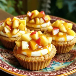 - 1 cup all-purpose flour - 1/2 teaspoon baking soda - 1/4 teaspoon salt - 1/2 cup unsalted butter, softened - 1/3 cup brown sugar, packed - 1/4 cup granulated sugar - 1 teaspoon vanilla extract - 1 egg - 1/2 teaspoon cinnamon - 1/2 cup apple, peeled and finely chopped - 8 oz cream cheese, softened - 1/2 cup powdered sugar - 1/4 cup sour cream - 1/2 teaspoon vanilla extract (for cheesecake filling) - 1/2 cup caramel sauce (plus extra for drizzling) For those with allergies, you can use gluten-free flour instead of all-purpose flour. If you are dairy-free, try a vegan cream cheese. When choosing apples, I recommend tart varieties like Granny Smith. These apples balance the sweetness of the caramel and cheesecake. Make sure they are firm and fresh for the best flavor and texture. 1. Preheat your oven: Set it to 350°F (175°C). This step is key for even baking. 2. Grease your muffin tin: Use cooking spray or butter. This keeps your cookie cups from sticking. 3. Whisk dry ingredients: In a medium bowl, mix 1 cup of flour, 1/2 teaspoon of baking soda, 1/4 teaspoon of salt, and 1/2 teaspoon of cinnamon. This adds flavor and helps the cookies rise. 4. Cream butter and sugars: In a large bowl, beat together 1/2 cup of softened butter, 1/3 cup of brown sugar, and 1/4 cup of granulated sugar until light and fluffy. This creates a nice texture for your cookie cups. 5. Add egg and vanilla: Mix in 1 egg and 1 teaspoon of vanilla extract until everything is well blended. This adds moisture and flavor. 6. Combine wet and dry mixtures: Gradually add the dry mix to your butter mixture. Stir until just combined. 7. Fold in chopped apples: Add 1/2 cup of peeled, finely chopped apple to the dough. This gives a fresh taste and texture. 1. Form the cookie cups: Take about 1 to 1.5 tablespoons of dough. Press it into the bottom and up the sides of each muffin cup. Make sure to create a small cup shape. 2. Bake the cookie cups: Place in the oven and bake for 10-12 minutes. Look for golden edges to know they are done. 3. Cool completely: After baking, let the cookie cups cool in the tin. This keeps them from breaking when you remove them. 1. Mix the filling: In a bowl, beat 8 oz of softened cream cheese with 1/2 cup of powdered sugar until smooth. This creates a creamy base. 2. Add sour cream and vanilla: Mix in 1/4 cup of sour cream and 1/2 teaspoon of vanilla extract. Blend until creamy. This adds richness to the filling. 3. Fill the cookie cups: Once your cookie cups are cool, spoon a generous amount of the cheesecake filling into each cup. 4. Drizzle caramel sauce: Top with 1/2 cup of caramel sauce, adding extra for a sweet touch. You can also add chopped apples or a sprinkle of cinnamon for decoration. To make your cookie cups great, avoid soggy bottoms. Here are some tips: - Use a greased muffin tin: This helps the cookie cups release easily. - Check for doneness: Bake until the edges are golden, not too soft. Even baking is key for the best results. Follow these steps: - Press dough evenly: Make sure the dough is pressed well into the muffin cups. - Rotate the tray: Halfway through baking, turn the muffin tin for even heat. Once your cookie cups are ready, presentation matters. Here are some fun ideas: - Use a decorative plate: This makes your dessert look fancy. - Drizzle extra caramel sauce: It adds a sweet touch on top of the cheesecake. - Top with apple slices: This gives color and freshness to your dessert. For drinks, pair these cookie cups with cider or coffee. They complement the flavors well. {{image_2}} You can change the flavor of your Caramel Apple Cheesecake Cookie Cups by using different apples. Try sweet apples like Fuji or Gala for a sugary bite. Tart apples like Granny Smith add a nice balance. Each type gives a new taste to your dessert. You can also add spices to enhance the flavor. A pinch of nutmeg or allspice can bring warmth. You might want to mix in some chopped nuts, like pecans or walnuts, for crunch. These little changes can make your cookie cups unique. If you need gluten-free options, use gluten-free flour instead of all-purpose flour. Make sure your baking soda is also gluten-free. This swap keeps the cookie cups tasty without the gluten. For a dairy-free version, you can use vegan cream cheese. Coconut cream is a great alternative to sour cream. These swaps help make the cheesecake filling creamy without dairy. If you want a vegan cookie cup, replace the egg with a flax egg. Mix one tablespoon of flaxseed meal with three tablespoons of water and let it sit. This mix binds your cookie dough just like an egg. Enjoy these adaptations to fit your diet needs! To keep your caramel apple cheesecake cookie cups fresh, you have some easy options. - Room Temperature: Store the cookie cups in an airtight container. They stay fresh for about 2-3 days on your counter. - Refrigeration: If you want them to last longer, place them in the fridge. They will stay good for about a week. To prevent them from getting soggy, wrap them carefully. Use parchment paper to separate layers. - Freezing: You can freeze cookie cups for up to three months. Place them in a freezer-safe container. Make sure to add layers of parchment paper between them. When you want to enjoy your cookie cups again, reheating is simple. - Microwave: Heat them in the microwave for about 10-15 seconds. This method keeps the texture nice and soft. - Oven: For the best results, preheat your oven to 350°F (175°C). Place cookie cups on a baking sheet and warm them for 5-7 minutes. This method helps keep the flavors intact. Always check if they are warm enough before serving. Enjoy your delicious treats! What can I substitute for the cream cheese? You can use mascarpone cheese or Greek yogurt instead. Both give a creamy texture. Mascarpone adds richness, while Greek yogurt offers a tangy flavor. Choose based on what you have at home. How can I make these cookie cups ahead of time? You can prepare the cookie cups a day in advance. Just store them in an airtight container. You can also make the cheesecake filling ahead. Store it in the fridge until you're ready to fill the cups. Why are my cookie cups falling apart? If your cookie cups fall apart, they may need more binding. Ensure you properly cream the butter and sugars. Also, watch your baking time. Underbaking can cause them to crumble. How do I know when the cheesecake filling is set? The cheesecake filling is set when it feels firm to the touch. It should not jiggle when you move the cups. Chill the filled cups in the fridge for at least an hour for the best texture. This blog post covered the essential ingredients for making delicious cookie cups. It provided step-by-step instructions to guide you through the process, including tips to perfect your baking. We also explored variations to suit different tastes and dietary needs. Finally, you learned about proper storage and reheating methods. By following these tips, you can create a treat that impresses everyone. Enjoy your time baking and sharing these delightful cookie cups!