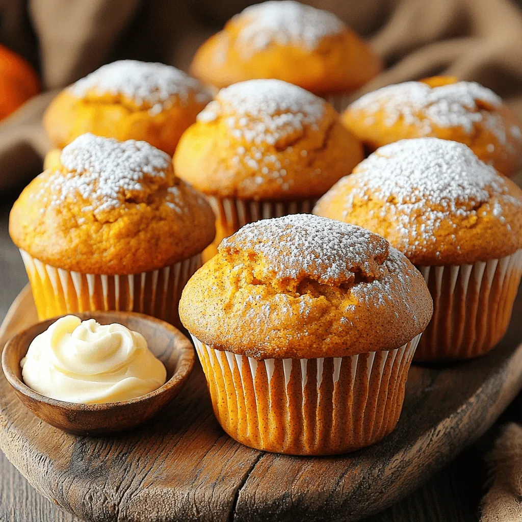 - 1 ½ cups all-purpose flour - 1 teaspoon baking soda - ½ teaspoon baking powder - 1 teaspoon ground cinnamon - ½ teaspoon ground nutmeg - ½ teaspoon ground ginger - ½ teaspoon salt - 1 cup pumpkin puree - ½ cup brown sugar, packed - ½ cup granulated sugar - ½ cup vegetable oil - 2 large eggs - 1 teaspoon vanilla extract - ½ cup chopped walnuts or pecans - ½ cup chocolate chips These ingredients make a perfect blend for spiced pumpkin muffins. The dry ingredients create a light and fluffy texture, while the wet ingredients keep the muffins moist and flavorful. Pumpkin puree adds a rich taste and a lovely orange hue. The spices—cinnamon, nutmeg, and ginger—bring warmth to each bite, making these muffins an autumn favorite. I love adding walnuts or chocolate chips for an extra crunch and sweetness. These add-ins are not just tasty; they also give the muffins a delightful texture. You can mix and match these ingredients based on your taste. Enjoy crafting your perfect spiced pumpkin muffin! Preheat your oven to 350°F (175°C). This is the perfect temperature for baking. Line a muffin tin with paper liners or lightly grease each cup. This step helps the muffins to come out easily. In a mixing bowl, whisk together the flour, baking soda, baking powder, spices, and salt. Use ground cinnamon, nutmeg, and ginger for that warm flavor. Mixing these dry ingredients well is key for even taste. In a large bowl, blend the pumpkin puree, brown sugar, granulated sugar, vegetable oil, eggs, and vanilla extract. Whisk them until the mix is smooth. This mixture brings moisture and sweetness to your muffins. Gradually add the dry ingredients to the wet mixture. Stir gently until just combined. Be careful not to overmix. The batter should remain slightly lumpy for the best texture. If you want, fold in the chopped walnuts or pecans and chocolate chips. These add a nice crunch and sweetness. They make the muffins even more delightful. Use a cookie scoop or spoon to fill each muffin cup about two-thirds full. Bake in your preheated oven for 18-20 minutes. Check with a toothpick; it should come out clean when done. Once baked, allow them to cool in the muffin tin for about 5 minutes before moving to a wire rack. To make the best spiced pumpkin muffins, avoid overmixing. Overmixing can make your muffins dense. Stir the batter gently until it just comes together. This method keeps your muffins light and fluffy. Adjust your baking time if you make changes. If you add more ingredients, check the muffins a few minutes early. They should bake for 18-20 minutes. Use a toothpick to test for doneness. If it comes out clean, they are ready! Dust your muffins with powdered sugar for a sweet touch. This adds a nice finish and makes them look great. You can also serve them with cream cheese frosting. The creamy texture pairs well with the spices. Arrange your muffins on a wooden platter for a rustic look. This enhances the autumn vibe. Add a sprinkle of cinnamon on top for extra flavor. You can also place small autumn decorations around them, like mini pumpkins or colorful leaves. This makes your presentation fun and festive! {{image_2}} You can change up the spices in your muffins. Cardamom adds a warm touch. Allspice brings a sweet, deep flavor. You can also mix in fruit. Dried cranberries add a sweet and tart burst. Chopped apples work well, too, bringing moisture and flavor. If you need gluten-free muffins, swap all-purpose flour for gluten-free flour. Many options work well, like almond flour or a gluten-free blend. For a vegan version, replace the eggs with flax eggs. Mix one tablespoon of ground flaxseed with three tablespoons of water for each egg. You can also use applesauce as a substitute for oil. It keeps muffins moist while adding nutrition. As the holidays approach, think about adding peppermint for a fresh, festive flavor. You can also mix in seasonal fruits. Pears or sweet potatoes can enhance your muffins. These variations keep your recipe exciting and fun, perfect for any autumn gathering. You can store your spiced pumpkin muffins at room temperature. Place them in an airtight container. This keeps them soft and fresh. They will stay good for about three days. If your home is warm, use a cool spot. Avoid direct sunlight to prevent drying. If you want to keep your muffins fresh longer, refrigerate them. Place muffins in a sealed bag or container. They can last up to a week in the fridge. When ready to eat, let them sit at room temperature for a bit. This helps bring back their soft texture. Freezing is a great way to save muffins for later. Wrap each muffin in plastic wrap. Then place them in a freezer-safe bag. They can stay fresh for about three months. When you want to enjoy one, thaw it overnight in the fridge. You can also warm it in the microwave for a few seconds. Enjoy your tasty treat anytime! Spiced pumpkin muffins last about 3 to 5 days at room temperature. Keep them in an airtight container. This helps keep them soft and fresh. If you want them to last longer, store them in the fridge for up to a week. Yes, you can use fresh pumpkin. Just make sure to cook and puree it first. Fresh pumpkin gives a nice flavor and texture. It can be a bit more watery, so strain it if needed. You can use melted coconut oil or unsweetened applesauce as a substitute. Both options add moisture and flavor. Applesauce can make the muffins a bit softer and sweeter. Spiced pumpkin muffins can be a healthy treat. They have pumpkin, which is high in vitamins. The brown sugar and spices add flavor without too many calories. If you add nuts, they boost protein and healthy fats. To help your muffins rise, use fresh baking soda and baking powder. Make sure to mix the dry and wet ingredients gently. Do not overmix; a lumpy batter helps create fluffy muffins. Lastly, fill each cup about two-thirds full to give them space to rise. In this post, we explored the essentials for making spiced pumpkin muffins, from gathering your ingredients to perfecting the bake. You learned the right mix of dry and wet components, plus tasty add-ins. I shared tips on storage and how to make variations for every season. Remember, avoid overmixing to keep your muffins light and fluffy. With these steps, your baking will impress friends and family. Enjoy the process and fill your home with the warm scent of fresh muffins!