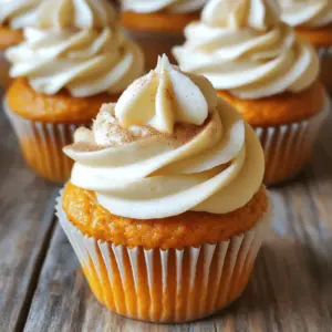 - 1 cup all-purpose flour - 1 teaspoon baking powder - 1 teaspoon baking soda - 1 teaspoon ground cinnamon - 1/2 teaspoon ground nutmeg - 1/4 teaspoon ground ginger - 1/4 teaspoon salt - 1/2 cup granulated sugar - 1/2 cup brown sugar, packed - 1/2 cup vegetable oil - 1 cup pumpkin puree (canned or fresh) - 2 large eggs - 1 teaspoon vanilla extract - 1/2 cup unsalted butter, softened - 2 cups powdered sugar - 1/4 cup pumpkin puree - 1/2 teaspoon ground cinnamon - 1/4 teaspoon vanilla extract - A pinch of salt When you gather the ingredients, start with the dry ones. The all-purpose flour forms the base. Baking powder and baking soda help the cupcakes rise. The spices, like cinnamon, nutmeg, and ginger, add warmth and flavor. Don’t forget the salt; it brings out all the other tastes. Next, move to the wet ingredients. The sugars give sweetness and moisture. The vegetable oil makes the cupcakes soft and tender. Pumpkin puree adds flavor and color. Eggs bind everything together and help with rising. Finally, the vanilla extract gives a lovely aroma. For the pumpkin frosting, you need unsalted butter for a rich taste. Powdered sugar makes the frosting sweet and smooth. Adding more pumpkin puree keeps the flavor strong. Ground cinnamon enhances the pumpkin, and a pinch of salt balances the sweetness. This mix creates a creamy topping you’ll love. 1. Preheating the oven: Start by preheating your oven to 350°F (175°C). This step is key for getting your cupcakes just right. 2. Whisking dry ingredients: In a medium bowl, whisk together 1 cup of all-purpose flour, 1 teaspoon baking powder, 1 teaspoon baking soda, 1 teaspoon ground cinnamon, 1/2 teaspoon ground nutmeg, 1/4 teaspoon ground ginger, and 1/4 teaspoon salt. Mix until all the dry ingredients are well combined. 3. Mixing wet ingredients: In a large bowl, combine 1/2 cup granulated sugar, 1/2 cup brown sugar, and 1/2 cup vegetable oil. Beat these together until the mixture is smooth. Then, add 1 cup of pumpkin puree, 2 large eggs, and 1 teaspoon vanilla extract. Mix well until everything is fully blended together. 1. Adding dry ingredients to wet mixture: Gradually add the dry mixture to the wet mixture. Stir gently but do not overmix. Stop when you see no more flour streaks. This step is crucial for fluffy cupcakes! 2. Filling cupcake liners: Line your cupcake tin with paper liners. Pour the batter into each liner, filling them about 2/3 full. This helps them rise nicely without overflowing. 1. Baking time and temperature: Place the cupcake tin in your preheated oven. Bake for 18-20 minutes. To check doneness, insert a toothpick into the center of a cupcake. If it comes out clean, they are done! 2. Cooling the cupcakes: Let the cupcakes cool in the tin for a few minutes. Then, transfer them to a wire rack to cool completely. This step ensures they don’t get soggy. 1. Preparing the frosting mixture: In a medium bowl, beat 1/2 cup unsalted butter until smooth. Gradually add 2 cups of powdered sugar, 1/4 cup pumpkin puree, 1/2 teaspoon ground cinnamon, 1/4 teaspoon vanilla extract, and a pinch of salt. Mix until it is creamy and smooth. 2. Frosting the cooled cupcakes: Once the cupcakes are completely cool, spread or pipe the pumpkin frosting on top of each one generously. This is where you can get creative! - Ensuring the right oven temperature: Always preheat your oven to 350°F (175°C). This step is key. An oven that’s too hot or cold can ruin your cupcakes. You can use an oven thermometer to check the actual temperature. - Checking doneness with a toothpick: Insert a toothpick in the center of a cupcake. If it comes out clean, the cupcakes are ready. If it has wet batter, bake for a few more minutes. - Achieving a smooth frosting consistency: Start with soft butter for the frosting. Beat it well to make it creamy. Gradually add powdered sugar and mix until smooth. If it’s too thick, add a bit more pumpkin puree. - Best techniques for spreading vs. piping: Use a spatula to spread frosting for a rustic look. If you want to pipe it, use a piping bag. This gives a neat and fun finish. - Garnishing with cinnamon or candied ginger: Sprinkle cinnamon on top of the frosted cupcakes. You can also add a small piece of candied ginger for extra flair. This adds color and flavor. - Creative decoration ideas: Try using mini chocolate chips or nuts for added texture. You can even top with seasonal sprinkles to match holidays or events. {{image_2}} You can easily change the flavor of your pumpkin cupcakes. Here are two fun ideas: - Adding chocolate chips: Fold in 1/2 cup of semi-sweet chocolate chips into the batter. The chocolate adds a sweet touch that pairs well with the pumpkin spice. - Incorporating nuts or dried fruits: Add 1/2 cup of chopped walnuts or pecans for a crunchy texture. You can also mix in 1/2 cup of raisins or dried cranberries for added sweetness. If you follow special diets, you can still enjoy these cupcakes. Here are some easy swaps: - Gluten-free options: Replace all-purpose flour with a gluten-free flour blend. Make sure it has a 1:1 ratio for best results. - Vegan substitutions for cupcakes and frosting: Use flax eggs instead of regular eggs. Mix 1 tablespoon of ground flaxseed with 2.5 tablespoons of water and let it sit for 5 minutes. For the frosting, replace butter with vegan margarine. Want to make these cupcakes even more festive? Try these seasonal flavors: - Using butterscotch or caramel flavor: Add 1/4 cup of butterscotch chips to the batter, or drizzle caramel sauce on top of the frosting for extra sweetness. - Incorporating apple or maple flavors: Mix in 1/2 cup of applesauce for a fruity twist. You can also use maple syrup instead of granulated sugar for a rich, warm flavor. To keep your pumpkin cupcakes fresh, store them properly. For short-term storage, place the cupcakes in an airtight container at room temperature. They stay good for up to three days. If you want to keep them longer, freezing is a great option. Wrap each cupcake in plastic wrap and then place them in a freezer-safe bag. They can stay frozen for up to three months. When you want to enjoy them, thaw them in the fridge overnight. Leftover pumpkin frosting can be stored easily. Place it in an airtight container and store it in the fridge. It will stay fresh for about a week. If the frosting hardens, you can bring it back to life. Just let it sit at room temperature for a bit. Then, beat it with a mixer until it becomes creamy again. This way, you can enjoy that delicious frosting on anything you like! To check if your cupcakes are done, look for a few signs: - The tops should be golden brown. - A toothpick inserted in the center should come out clean. - The edges will start to pull away from the liner. These signs mean your cupcakes are ready to come out of the oven. Yes, you can use fresh pumpkin! Here are some tips: - Cook your pumpkin by roasting or steaming it. - Once soft, puree it until smooth. - Make sure to measure the puree after cooking. Fresh pumpkin adds a nice flavor and texture to your cupcakes. If you want vegan cupcakes, here are some egg replacements: - Use 1/4 cup unsweetened applesauce for each egg. - You can also use 1 tablespoon ground flaxseed mixed with 3 tablespoons water. - Another option is 1/4 cup silken tofu blended until smooth. These substitutes work well and keep your cupcakes moist. If your cupcakes turn out dry, try these suggestions: - Add a little more oil to the batter next time. - Use extra pumpkin puree for added moisture. - You can also brush them with simple syrup after baking. These tricks will help improve moisture in your cupcakes. You now have a complete guide to making delicious pumpkin cupcakes. We covered ingredients, step-by-step instructions, tips, and fun variations. Remember, baking is all about practice and creativity. Don't hesitate to try new flavors and techniques. With these cupcakes, you'll impress friends and family. Enjoy baking and tasting your tasty treats!