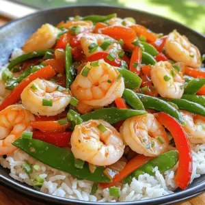 - 1 lb (450g) large shrimp - 2 tablespoons vegetable oil - 4 cloves garlic, minced - 1 red bell pepper, sliced - 1 cup snap peas - 1 carrot, julienned - 2 tablespoons low-sodium soy sauce - 1 tablespoon oyster sauce (optional) - 1 teaspoon sesame oil This dish starts with key ingredients. Large shrimp offer a great base. The vegetable oil helps cook everything evenly. Garlic adds a strong flavor that wakes up your taste buds. For the vegetables, I love using a red bell pepper. It brings sweetness and color. Snap peas add a nice crunch, while julienned carrots give a hint of earthiness. Together, they make the dish bright and fresh. The sauces are just as important. Low-sodium soy sauce adds saltiness without too much sodium. If you like, add oyster sauce for a deeper flavor. Lastly, sesame oil gives a lovely finish. It adds richness that ties everything together. Gather these ingredients before you start cooking. Having everything ready makes the process smooth and fun! Heating the oil: Start by heating 2 tablespoons of vegetable oil in a large skillet or wok over medium-high heat. You want the oil hot but not smoking. This helps the shrimp cook quickly and evenly. Sautéing garlic and ginger: Once the oil is hot, add 4 cloves of minced garlic and 2 tablespoons of grated fresh ginger. Sauté them for about 30 seconds. You’ll smell a lovely aroma, which means it's time for the next step. Adding bell peppers, snap peas, and carrots: Next, toss in 1 sliced red bell pepper, 1 cup of snap peas, and 1 julienned carrot. Stir-fry these for about 3-4 minutes. You want the veggies tender but still crisp. Stir-frying technique: Keep the vegetables moving in the pan. This helps them cook evenly and keeps them crunchy. Stir-frying is quick, so stay close and watch them. Returning shrimp to skillet: Now, return the cooked shrimp to the skillet. Mix them well with the veggies. This allows all the flavors to blend. Final seasoning and serving suggestions: Add 2 tablespoons of low-sodium soy sauce, 1 tablespoon of oyster sauce (if you like), and 1 teaspoon of sesame oil. Stir everything together and cook for 2 more minutes. Season with salt and pepper to taste. Just before serving, mix in the white parts of 3 chopped green onions. Serve this dish over cooked jasmine rice or noodles and top it with the green onion greens. Enjoy your meal! To make your garlic ginger shrimp stir-fry shine, focus on seasoning. Start with salt and pepper. Taste as you go. You can always add more, but you can't take it out. Fresh ingredients matter too. Use fresh garlic and ginger for the best taste. They provide a bright flavor that dried spices can't match. Stir-frying is fast but needs attention. Heat your oil until it shimmers. This step helps your food cook evenly. Add garlic and ginger first, stirring quickly. This keeps them from burning. When you add shrimp, don’t crowd the pan. Cook in batches if needed. For vegetables, keep them crisp. Stir-fry them just until tender but still bright. This keeps their crunch and color. Pair your stir-fry with jasmine rice or noodles. Both options soak up the flavors well. For a beautiful dish, garnish with green onions. Just chop the green parts and sprinkle on top. It adds color and freshness. You might also add a sprinkle of sesame seeds for crunch. Enjoy your meal with a splash of lime for extra zest! {{image_2}} You can easily change the protein in this dish. If you want, try chicken, tofu, or beef. Each option brings a new taste. For a seafood twist, use scallops or fish. Add different vegetables to make it your own. You can use broccoli, bell peppers, or zucchini. These veggies add color and crunch. Just make sure to cut them small for even cooking. To mix up the flavor, add different sauces. Try teriyaki or sweet chili sauce for a sweet kick. You can also sprinkle in some red pepper flakes or chili paste for heat. Fresh herbs like cilantro or basil can brighten the dish. Just add them at the end for the best flavor. If you need a gluten-free option, use tamari instead of soy sauce. This keeps the taste while meeting dietary needs. For a low-carb meal, skip the rice or noodles. Serve the stir-fry over a bed of cauliflower rice instead. It’s a great way to enjoy the dish while cutting carbs. To keep your Garlic Ginger Shrimp Stir-Fry fresh, store it in an airtight container. Place it in the fridge right after it cools. This helps prevent bacteria growth. Your stir-fry can last in the fridge for up to three days. If you want to keep it longer, consider freezing it. When reheating, use a skillet or pan over low heat. This method helps maintain the dish's flavor and texture. Stir gently to avoid overcooking the shrimp. You can also add a splash of water or broth to keep it moist. Avoid microwaving, as this can make the shrimp rubbery and the veggies soggy. Yes, you can freeze Garlic Ginger Shrimp Stir-Fry. To freeze, let it cool completely. Then, place it in a freezer-safe bag or container. Remove as much air as possible to prevent freezer burn. It can last up to three months in the freezer. To thaw, move it to the fridge overnight. Reheat it gently in a pan for the best results. Cooking shrimp is quick and easy. It usually takes about 2 to 3 minutes. When shrimp turn pink and curl up, they are done. Overcooking can make them tough. Keep an eye on them while cooking. Yes, you can use frozen shrimp. First, thaw the shrimp in the fridge overnight. If you are short on time, you can place them in cold water for about 15-20 minutes. Once thawed, pat them dry before cooking. This helps them sear better in the pan. This dish pairs well with many sides. Here are some ideas: - Cooked jasmine rice - Noodles, like soba or udon - Steamed broccoli or bok choy - A fresh salad with a light dressing These options will complement the flavors of the shrimp stir-fry nicely. Enjoy your meal! This blog post covered a tasty Garlic Ginger Shrimp Stir-Fry. We explored key ingredients, from shrimp to fresh veggies and sauces. I shared easy steps for cooking and tips to enhance flavor. You learned how to adapt the recipe with swaps and modifications for your diet. Always remember to store leftovers properly to maintain taste. With these tips, you can make a delicious dish any night of the week. Try it out and enjoy a quick, healthy meal!