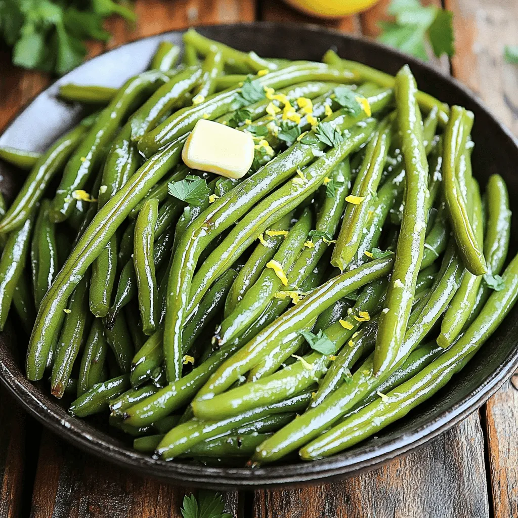 You need 1 pound of fresh green beans. Make sure they are bright green and firm. Trim the ends to prepare them for cooking. Rinse the beans under cold water and dry them with a paper towel. For the garlic butter mix, gather these ingredients: - 3 tablespoons unsalted butter, melted - 4 cloves garlic, minced - 1 teaspoon lemon zest - 1 teaspoon garlic powder - ½ teaspoon salt - ¼ teaspoon black pepper Melt the butter in the microwave or on the stove. Then, mix all the other ingredients into the melted butter. Finally, you’ll want fresh parsley for garnish. Chop up about 1 tablespoon of parsley. This adds a pop of color and fresh taste to your dish. These simple ingredients create a flavorful and tasty side dish that everyone will love. First, set your air fryer to 350°F (175°C). Let it preheat for about 5 minutes. This step is key for even cooking. Next, rinse 1 pound of fresh green beans under cold water. Trim the ends to remove any tough parts. Then, pat them dry with a paper towel. Dry beans help the garlic butter stick better. In a small bowl, mix together 3 tablespoons of melted unsalted butter, 4 minced garlic cloves, 1 teaspoon of lemon zest, 1 teaspoon of garlic powder, ½ teaspoon of salt, and ¼ teaspoon of black pepper. Stir until all ingredients blend well. This mixture adds great flavor. Take a large mixing bowl and add your prepared green beans. Pour the garlic butter mixture over the beans. Toss them well to coat each bean with the mixture. This helps every bite taste amazing. Place the coated green beans in the air fryer basket. Make sure they lay in a single layer. If your air fryer is small, you may need to cook in batches. Air fry the beans for 8-10 minutes. Shake the basket halfway through to cook them evenly. They should be tender and slightly crispy. When the green beans are done, take them out of the air fryer. Put them in a serving dish. For a pop of color and taste, sprinkle 1 tablespoon of chopped fresh parsley on top before serving. Enjoy! To make crispy green beans, follow these steps: - Dry the Beans: Make sure to pat the green beans dry after rinsing. - Single Layer: Place the beans in a single layer in the air fryer. - Shake the Basket: Shake the basket halfway through cooking to help them crisp up. - Adjust Time: If you want them crispier, add a few more minutes. Each air fryer can cook differently. Keep these tips in mind: - Check Your Manual: Some air fryers may need less time. - Start at 8 Minutes: Begin with 8 minutes and check for doneness. - Use a Food Thermometer: The beans should be tender and have a slight crunch. To ensure your green beans have great flavor, try these techniques: - Coat Evenly: Toss the green beans well in the garlic butter mix. - Mix Seasonings: Consider mixing your seasonings before adding them to the beans. - Garnish Last: Add fresh parsley after cooking to keep it vibrant and fresh. {{image_2}} You can make garlic butter air fryer green beans a full meal by adding protein. Try adding cooked chicken, shrimp, or tofu. Just toss your choice of protein with the green beans in the garlic butter mixture. Cook everything together in the air fryer for a tasty dish. Feel free to switch up the flavors. Instead of garlic powder, try onion powder or smoked paprika. You can also add red pepper flakes for some heat. Lemon pepper seasoning adds a bright twist. Experiment to find what you love best! Want to add more veggies? Green beans pair well with bell peppers, zucchini, or asparagus. Cut them into similar sizes for even cooking. Toss them in the garlic butter mix just like the green beans. This adds color and flavor to your dish. To store your garlic butter air fryer green beans, first let them cool. Then, place the beans in an airtight container. They can stay fresh in the fridge for up to three days. Make sure to seal the container well to keep out air and moisture. When you’re ready to eat your leftovers, reheat them in the air fryer. Set it to 350°F (175°C) for about 5 minutes. This method brings back their crispness. You can also use a microwave, but they may not stay as crunchy. If you want to freeze the green beans, first let them cool completely. Next, place them in a freezer-safe bag. Try to remove as much air as possible before sealing. They can last in the freezer for up to three months. To use them later, thaw them in the fridge overnight before reheating. Yes, you can use frozen green beans. They are a great time-saver. Just remember to thaw and drain them first. This helps avoid excess water. Frozen beans may need a little extra cooking time. Check them after 10 minutes to see if they are tender. You can mix in many flavors. Try adding red pepper flakes for some heat. Lemon juice gives a fresh taste. For a nutty flavor, add toasted almonds. You can also use herbs like thyme or rosemary. Feel free to experiment with spices you love. Check the green beans after 8 minutes. They should be bright green and tender. If you want a crispier bite, cook them for another 2 minutes. Shake the basket halfway through cooking for even results. This helps them cook perfectly all around. Absolutely! Cheese adds a creamy touch. Parmesan is a great choice. Just sprinkle it on right after cooking. The heat will melt it slightly. You can also try feta for a tangy flavor. Cheese makes this dish even more delicious. This article covers all you need for tasty garlic butter green beans. We discussed fresh green beans, homemade garlic butter, and the right seasonings. You learned how to air fry the beans and achieve the perfect crunch. I shared tips for different air fryers and cooking techniques. We also explored fun variations, like adding proteins and different veggies. Finally, I provided simple storage and reheating methods. With these steps, your garlic butter green beans will shine at any meal!