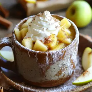 - 4 tablespoons all-purpose flour - 2 tablespoons granulated sugar - 1/4 teaspoon baking powder - 1/4 teaspoon ground cinnamon - Pinch of salt - 3 tablespoons apple cider (non-alcoholic) - 1 tablespoon vegetable oil - 1 tablespoon apple sauce - 1 tablespoon chopped apples (Granny Smith or Honeycrisp) - Optional topping: powdered sugar The core of this mug cake lies in its simple yet delicious ingredients. I love using all-purpose flour for a light texture. Granulated sugar gives it just the right sweetness. Baking powder helps the cake rise, while ground cinnamon adds warm flavors. A pinch of salt balances the sweetness perfectly. Apple cider is the star here. It brings that cozy fall vibe to each bite. I prefer non-alcoholic apple cider. Vegetable oil keeps the cake moist, and apple sauce adds extra flavor. Don’t forget the chopped apples! Granny Smith or Honeycrisp give a nice crunch. If you want a touch of sweetness, sprinkle powdered sugar on top. This cake is a quick treat that tastes like a warm hug. Enjoy! To start, grab a microwave-safe mug, about 12 oz. In it, combine the dry ingredients. Add 4 tablespoons of all-purpose flour, 2 tablespoons of granulated sugar, 1/4 teaspoon of baking powder, 1/4 teaspoon of ground cinnamon, and a pinch of salt. Whisk these together until they blend well. Next, it’s time to add the wet ingredients. Pour in 3 tablespoons of apple cider, 1 tablespoon of vegetable oil, and 1 tablespoon of apple sauce. Mix gently until everything is just combined. Be careful not to overmix! This can make your mug cake tough. Now, fold in 1 tablespoon of chopped apples. I like to use Granny Smith or Honeycrisp for their tartness. Make sure the apples are evenly spread in the batter. Microwave the mug on high for 1 minute and 30 seconds. Every microwave is different, so check for doneness by inserting a toothpick into the center. It should come out clean or with just a few crumbs. If it needs more time, heat it in 10-15 second increments until cooked through. Once it’s done, let the mug cake cool for about a minute. This helps avoid burns. You can then dust it with powdered sugar for that sweet touch. For a fun twist, serve it warm with a dollop of whipped cream or a scoop of vanilla ice cream. Add a few apple slices on the side and sprinkle some cinnamon. This makes your mug cake look even more inviting! Enjoy your cozy treat! To get the best texture, avoid overmixing. When you stir your batter, mix just until you see no dry flour. This keeps your cake soft and fluffy. If you mix too much, your cake may turn tough. Microwaves can vary in power. Start with 1 minute and 30 seconds, then check doneness. Insert a toothpick in the center. If it comes out clean or with a few crumbs, it's ready. If not, add 10 to 15 seconds more. If you need a gluten-free option, swap all-purpose flour for a gluten-free blend. This keeps the cake light without losing flavor. For a vegan mug cake, replace the vegetable oil with melted coconut oil. You can also use a flax egg instead of applesauce. Mix 1 tablespoon of ground flaxseed with 3 tablespoons of water. Let it sit for 5 minutes before adding it to your batter. {{image_2}} You can add more flavors to your mug cake. Try adding spices like nutmeg or cloves for a warm taste. Just a pinch can change the cake's profile! You can also experiment with nuts or chocolate chips. Adding walnuts or dark chocolate can make this treat even more fun. Each bite can surprise you in a new way! Toppings can make your mug cake special. A dollop of whipped cream or a scoop of vanilla ice cream is delightful. You could also sprinkle extra cinnamon on top for that cozy touch. Pair your cake with a warm cup of coffee or apple cider. The flavors blend perfectly, making your snack even better! To keep your mug cake fresh, let it cool completely. Then, cover it tightly with plastic wrap or place it in an airtight container. This helps lock in moisture and flavor. For best taste, eat the mug cake within two days. If you want to reheat it, place it in the microwave for about 15 to 20 seconds. Check if it’s warm enough. If not, heat it for a few more seconds. This keeps the cake soft and tasty. If you want to save the batter or cooked cake for later, freezing is a great option. You can freeze the batter before cooking. Just mix your ingredients, then place the batter in a freezer-safe container. When ready to bake, thaw it in the fridge overnight. For the cooked cake, slice it into pieces. Wrap each slice in plastic wrap and then in aluminum foil. This prevents freezer burn and keeps it fresh. Use a labeled container to avoid any mix-up. Enjoy your delicious cake even after a few weeks! You can bake the mug cake in an oven. Preheat your oven to 350°F (175°C). Use a small oven-safe ramekin instead of a mug. Mix your ingredients as you would for the microwave method. Pour the batter into the ramekin. Bake for about 15-20 minutes. Check doneness with a toothpick. It should come out clean. If it needs more time, bake in 2-3 minute increments. Yes, you can easily make more servings. Just multiply each ingredient by the number of servings you want. If doubling, use 8 tablespoons of flour and so on. Keep in mind that cooking time may change. If you use a larger mug or dish, it may take longer to cook. Always check for doneness before serving. If you don't have apple cider, you can use apple juice. It adds a nice fruity taste. You can also mix water with a bit of apple extract. This gives a similar flavor but may not be as rich. Adjust the amount based on your taste. This blog post covered how to make a delicious Apple Cider Donut Mug Cake. We explored key ingredients and shared step-by-step instructions. You learned tips to perfect the cake and how to store leftovers effectively. Experiment with flavors and toppings to make it your own. In the end, making this cake should be fun and easy. Enjoy your tasty treat, and share it with friends!