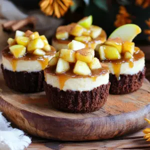 - 1 box brownie mix (with required ingredients) - 8 oz softened cream cheese - 1/2 cup granulated sugar - 1/2 cup chopped walnuts - Extra caramel sauce for drizzling - You can use pears or peaches instead of apples for a different taste. - If you need gluten-free, look for a gluten-free brownie mix. First, preheat your oven to 350°F (175°C). This step is key. A hot oven helps the brownie cups bake evenly. You can use cupcake liners or non-stick spray for the muffin tin. Cupcake liners make for easy cleanup. If you prefer, the spray works well too. Next, prepare the brownie mix according to the package instructions. Usually, this means adding water, oil, and eggs. Make sure to mix until it is smooth. If you love nuts, fold in the chopped walnuts. They add a nice crunch to the brownies. Now, let’s make the cheesecake layer. In a medium bowl, beat the softened cream cheese until it is smooth. Then, add the granulated sugar, vanilla extract, and a pinch of salt. Mix until well combined. Finally, add the egg and blend until the mixture is creamy and smooth. For the apple filling, take your diced apples and toss them with ground cinnamon. This adds a warm flavor. Then, mix in two tablespoons of caramel sauce. This makes the apples sweet and sticky. It’s time to layer the cups. Start by spooning a layer of the cheesecake mixture over the half-filled brownie cups. Then, add a layer of the cinnamon apples on top. Finally, top each cup with more brownie batter until they are about three-quarters full. Bake in the preheated oven for 20-25 minutes. Check for doneness by inserting a toothpick into the center. If it comes out with a few moist crumbs, they are ready. Allow the brownie cups to cool in the pan for 10 minutes. Then, transfer them to a wire rack to cool completely. Drizzle with extra caramel sauce for added sweetness before serving. To prevent overbaking, watch the time closely. Bake for 20-25 minutes. Check with a toothpick. If it comes out with a few moist crumbs, they are ready. This helps keep your brownie cups soft and fudgy. For a fudgy texture, do not overmix your brownie batter. Mix just until combined. Also, using warm eggs can help. They blend better and create a rich texture. Get creative with serving ideas. Try stacking two brownie cups for a fun twist. You can also serve them warm with a scoop of ice cream. Place the cups on a rustic wooden platter for a nice touch. For stunning visuals, drizzle extra caramel sauce on top. Add a sprinkle of cinnamon and a thin apple slice. This makes each cup look beautiful and inviting. Add spices like nutmeg or ginger for extra warmth. They pair nicely with the apples and caramel. You can also top your brownie cups with whipped cream or extra chopped walnuts. For ice cream pairings, vanilla or caramel ice cream works great. The creaminess balances the rich brownie. Consider a scoop of cinnamon ice cream for a fun twist. {{image_2}} You can change up the flavors in your caramel apple cheesecake brownie cups. Try adding peanut butter for a creamy twist. Mix in a half-cup of peanut butter with the cream cheese layer. This gives a rich, nutty taste that pairs well with apple. You can also swap out the apples for other seasonal fruits. Fresh pears or ripe peaches work great too. Just chop them like you do the apples. Toss them with cinnamon and caramel for that sweet flavor. If you want to make these brownie cups vegan, it's easy! Use a vegan brownie mix. Replace the cream cheese with a dairy-free cream cheese. You can also swap the egg with a flax egg. Just mix one tablespoon of flaxseed meal with three tablespoons of water. Let it sit for five minutes to thicken. For those with nut allergies, you can leave out the walnuts. You can also use seeds like sunflower or pumpkin seeds instead. They add a nice crunch without the nuts. Let your brownie cups cool in the pan for 10 minutes. This step helps them set. After that, move them to a wire rack. Cooling completely is key. It keeps the texture nice and prevents sogginess. You can store these treats in the fridge or at room temperature. If you choose the fridge, place them in an airtight container. They will stay fresh for about five days. At room temperature, they last up to three days. Use a cake dome or cover with plastic wrap. To enjoy them warm again, use the microwave. Heat them for about 10-15 seconds. This keeps them soft and tasty. Avoid overheating, as it can dry them out. If you prefer the oven, warm them at 350°F for about 5 minutes. This method helps maintain their lovely texture. These brownie cups stay fresh for about five days when stored properly. Keep them in an airtight container in the fridge. This helps keep them moist and tasty. If you leave them out, they can dry out quickly. Yes, you can freeze these brownie cups! To freeze them, let them cool completely first. Wrap each cup in plastic wrap. Then, place them in a freezer bag. They can last up to three months in the freezer. When you want to enjoy them, just thaw them in the fridge overnight. These brownie cups pair well with a scoop of vanilla ice cream. You might also try serving them with whipped cream or a drizzle of extra caramel sauce. For drinks, hot apple cider or coffee complements the flavors nicely. Absolutely! You can prepare the brownie cups a day in advance. Bake them, cool them, and store them in the fridge. Just pop them in the oven for a few minutes before serving. This warms them up and makes them extra delicious! In this post, I shared how to make delicious Caramel Apple Cheesecake Brownie Cups. You learned about the ingredients, step-by-step instructions, and helpful tips. I also covered variations and storage info to keep your treats fresh. These brownie cups bring joy and flavor to any dessert table. With simple steps, you can impress family and friends. Don't hesitate to experiment with flavors to make them your own! Enjoy your baking!