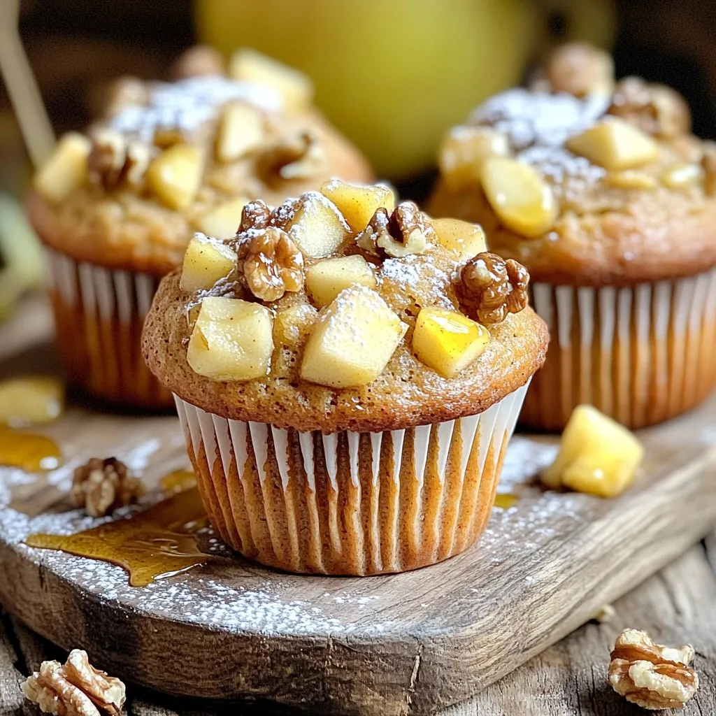 To make Brown Butter Apple Muffins, gather these key items: - 1/2 cup unsalted butter - 1 cup all-purpose flour - 1/2 cup whole wheat flour - 1 teaspoon baking soda - 1/2 teaspoon baking powder - 1/4 teaspoon salt - 1 teaspoon ground cinnamon - 1/2 cup brown sugar, packed - 1/4 cup granulated sugar - 2 large eggs - 1 teaspoon vanilla extract - 1 cup apples, peeled and diced (about 1 medium apple) - 1/4 cup apple cider (or milk) These ingredients create a soft, flavorful muffin. The mix of flours adds depth. The brown butter gives a nutty taste that pairs well with apples. You can boost your muffins with these fun extras: - 1/2 cup walnuts or pecans, chopped - Dried cranberries or raisins - A sprinkle of nutmeg or ginger These add-ins enhance the flavor and crunch. Nuts offer a nice texture. Dried fruits give sweetness and chewiness. Having the right tools makes baking easier. Here’s what you’ll need: - A saucepan for browning butter - Two mixing bowls - A whisk for mixing - A spatula for folding the batter - A muffin tin - Paper liners or non-stick spray Using good equipment helps you get the best results. A sturdy whisk and spatula make mixing simple. A good muffin tin ensures even baking. To make brown butter, start with unsalted butter. Place it in a saucepan over medium heat. Watch the butter closely as it melts. Stir often to keep it from burning. After a few minutes, it will start to foam. This is normal! Keep stirring until it turns a golden brown. You will know it is ready when it smells nutty. This process takes about 5-7 minutes. Once done, remove it from the heat and let it cool slightly. While the butter cools, grab a large bowl. In this bowl, mix all-purpose flour, whole wheat flour, baking soda, baking powder, salt, and ground cinnamon. Use a whisk to combine these dry ingredients well. In another bowl, combine brown sugar, granulated sugar, and warm brown butter. Stir until the mixture is smooth. Allow it to cool for a few minutes. Then, add in two large eggs and vanilla extract. Whisk everything together until it is well combined. Now, slowly add the dry mix to the wet mix. Use a spatula to fold the ingredients gently. Be careful not to overmix; a few lumps are okay! Next, fold in the diced apples and nuts if you want some crunch. Preheat your oven to 350°F (175°C). Line a muffin tin with paper liners. Spoon the batter into each cup, filling them about two-thirds full. Bake the muffins for 18-20 minutes. Check with a toothpick; it should come out clean. Let them cool in the tin for 5 minutes before moving them to a wire rack. Enjoy the warm muffins! To brown butter, use a light-colored saucepan. This lets you see the color change. Start by melting the unsalted butter over medium heat. Stir it often to prevent burning. After about 5-7 minutes, the butter will turn golden brown. It should smell nutty and rich. Remove it from heat right away. Let it cool slightly before using it in your mix. This step adds a deep flavor. Baking can be tricky. Here are some tips to help you succeed. First, measure your ingredients carefully. Use a kitchen scale for accuracy. Second, don’t overmix the batter. This can make your muffins tough. Mix just until combined. Third, check your oven temperature with a thermometer. Ovens can vary in heat. Finally, always use fresh ingredients, like baking soda and spices, for the best flavor. Spices can make your muffins pop. Ground cinnamon is a must, but you can add more. Try nutmeg or ginger for warmth. You can even use a pinch of cardamom for a unique twist. If you enjoy fresh herbs, consider adding a bit of rosemary or thyme. These will give your muffins a fresh taste. Just remember, a little goes a long way! {{image_2}} You can easily make these muffins gluten-free. Use 1 ½ cups of gluten-free flour mix instead of all-purpose and whole wheat flour. This mix often has the right blend of flours and starches. Check if it includes xanthan gum. If not, add 1 teaspoon for better texture. The muffins will still taste great, and you won't miss the gluten. Feel free to swap apples for other fruits. Try ripe pears or juicy peaches in the fall. In summer, use fresh berries like blueberries or raspberries. Always peel and chop the fruit into small pieces. This way, they blend well into the batter. Each fruit brings its own flavor, making the muffins exciting every season. Nuts add crunch and flavor to your muffins. Walnuts and pecans work well, but you can experiment. Try adding almond slices for a sweet touch. Sunflower seeds or pumpkin seeds also add a nice crunch and boost nutrition. Mix in about ½ cup of whatever you choose. Just remember to chop larger nuts to keep everything even. To keep your muffins fresh, store them in an airtight container. Place them at room temperature. They stay good for up to three days. If you want to store them longer, the fridge is an option. Just know that they may get a bit dry. Freezing is a great way to save muffins for later. Let the muffins cool completely. Then, wrap each one in plastic wrap. Place the wrapped muffins in a freezer bag. They can last for up to three months. When you’re ready to enjoy, just take one out to thaw. To make your muffins taste fresh again, reheat them in the oven. Preheat your oven to 350°F (175°C). Place the muffins on a baking sheet. Heat them for about 5-10 minutes. You can also use the microwave. Just heat for 15-20 seconds. Enjoy your warm, tasty muffins! Yes, you can use other types of flour. For a gluten-free option, try almond or coconut flour. You can mix these with a gluten-free blend. Just remember that each flour has a different taste and texture. Whole wheat flour adds a nutty flavor and more fiber. If you want lighter muffins, stick with all-purpose flour. You can also use oat flour, but it may change the muffin's texture. To make these muffins healthier, you can substitute some ingredients. Use applesauce instead of butter for moistness. This will cut down on fat. Also, try using less sugar or swapping in honey or maple syrup. You can even add flaxseed meal for extra fiber. Replace some of the all-purpose flour with whole wheat flour to boost nutrition. To prevent muffins from sticking, use paper liners in your muffin tin. They make it easy to remove muffins. If you don't have liners, grease the tin well with butter or non-stick spray. You can also dust the greased cups with flour, which helps muffins slide out easily. Let the muffins cool in the tin for a few minutes before removing them to avoid breakage. In this article, we covered how to make tasty brown butter apple muffins. We discussed the key ingredients and optional add-ins. You learned step-by-step instructions, helpful tips, and ways to vary the recipe. We also shared storage tips to keep your muffins fresh. Baking can be fun and rewarding. I hope you feel inspired to try these muffins soon. Enjoy creating delicious treats for yourself and your loved ones!