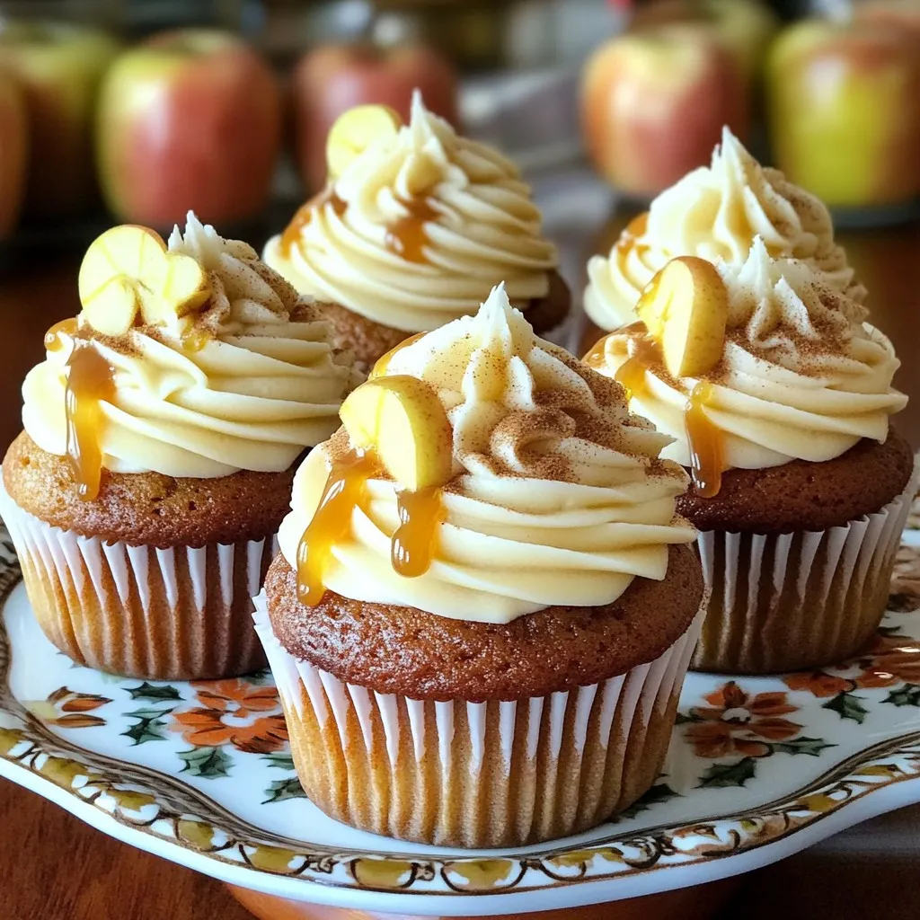 - 1 ½ cups all-purpose flour - 1 tsp baking powder - ½ tsp baking soda - ½ tsp salt - 1 tsp ground cinnamon - ½ tsp ground nutmeg - ½ cup unsalted butter, softened - 1 cup brown sugar, packed - 2 large eggs - 1 tsp vanilla extract - 1 cup unsweetened applesauce - 1 medium apple, peeled and diced (like Granny Smith) - ½ cup caramel sauce These ingredients create a soft, moist cupcake filled with warm spices and apple bits. The spices, cinnamon, and nutmeg, give your cupcakes a cozy, inviting flavor. The diced apple adds texture and bursts of freshness. The caramel sauce, mixed in, enhances the sweetness and ties everything together. - 1 cup unsalted butter, softened - 4 cups powdered sugar - 2 tbsp heavy cream (or milk) - 1 tsp vanilla extract - Pinch of salt - Extra caramel sauce for drizzling The buttercream frosting is rich and creamy. It perfectly balances the spiced cupcakes. You whip the softened butter until it is light. Then, you gradually add the powdered sugar, creating a sweet, fluffy frosting. A drizzle of caramel adds a finishing touch that makes these cupcakes special. With these ingredients, you will create a treat that is both delightful and memorable. First, you need to preheat your oven to 350°F (175°C). Line a cupcake pan with paper liners. This helps the cupcakes come out easily. Next, grab a medium bowl. In this bowl, whisk together the following dry ingredients: - 1 ½ cups all-purpose flour - 1 tsp baking powder - ½ tsp baking soda - ½ tsp salt - 1 tsp ground cinnamon - ½ tsp ground nutmeg Set this bowl aside. Now, take a large mixing bowl. Cream together ½ cup of softened unsalted butter and 1 cup of packed brown sugar. Use an electric mixer for best results. Mix until the mixture is light and fluffy. Beat in 2 large eggs, one at a time. Then, add 1 tsp of vanilla extract and 1 cup of unsweetened applesauce. Mix until everything is well combined. Gradually add the dry ingredients to the wet mixture. Mix until just combined; do not overmix. Now, gently fold in 1 medium apple, peeled and diced, and ½ cup of caramel sauce into the batter. Spoon the batter into the cupcake liners. Fill each about two-thirds full. Place the cupcake pan in the preheated oven. Bake for 18-20 minutes. Use a toothpick to check if they are done. If the toothpick comes out clean, they are ready. Let the cupcakes cool in the pan for 5 minutes. Then, transfer them to a wire rack. Allow them to cool completely. While the cupcakes cool, prepare the buttercream. In a large bowl, beat 1 cup of softened unsalted butter until creamy. Gradually add 4 cups of powdered sugar. Mix well after each addition. Now, add 2 tbsp of heavy cream, 1 tsp of vanilla extract, and a pinch of salt. Beat until the frosting is light and fluffy. Once the cupcakes are completely cool, frost each one generously. Use a piping bag or spatula for this. For a sweet touch, drizzle extra caramel sauce over the frosted cupcakes. Enjoy your delicious spiced caramel apple cupcakes! To bake spiced caramel apple cupcakes that stand out, follow these tips. First, make sure all your ingredients are at room temperature. This helps the batter mix well and rise evenly. Next, do not overmix your batter. Overmixing can create tough cupcakes. Mix just until everything is combined for a light, fluffy texture. When it comes to frosting, I recommend using a piping bag. This gives your cupcakes a nice, professional look. If your frosting feels too soft, chill it in the fridge for a short time. This helps it firm up and makes piping easier. Presentation matters! Arrange your cupcakes on a decorative platter. You can sprinkle some cinnamon or chopped apples on top for extra flair. For a fun touch, add mini caramel apple slices on each cupcake. This not only looks great but also enhances the flavor. {{image_2}} You can easily change the flavor of these cupcakes. Swap the apples for pears or other fruits. This can add a new twist. You can also try different spice mixes. Try using ginger or allspice for a unique taste. If you need to make these cupcakes gluten-free, use a gluten-free flour mix. This works well and keeps the texture nice. For those who want dairy-free options, use dairy-free butter and almond or oat milk in the frosting. Both choices taste great and still deliver sweetness. These cupcakes taste amazing with a hot drink. Pair them with cider or coffee for warmth. You can also add fun toppings. Chopped nuts or chocolate chips can make them even more special. Just sprinkle them on top after frosting for extra crunch and flavor. To keep your spiced caramel apple cupcakes fresh, store them in a cool place. An airtight container works best. This helps to lock in moisture and flavor. If you don't have one, use plastic wrap. Wrap each cupcake tightly to avoid drying out. Avoid stacking them too high to prevent squishing the frosting. To freeze your cupcakes, first let them cool completely. Place them in a single layer in a freezer-safe container. Add parchment paper between layers if needed. They can stay fresh in the freezer for up to three months. When ready to eat, remove them and let them thaw at room temperature. For best quality, enjoy them within a day of thawing. Your spiced caramel apple cupcakes will stay fresh for about 3 to 5 days at room temperature. Keep an eye out for signs of spoilage. If they smell off or have a dry texture, it's time to toss them. A good rule is to check for any visible mold. Always trust your senses! You can use mashed bananas or yogurt as a substitute for apple sauce. Both options will keep the cupcakes moist. Mashed bananas add a slight sweetness, while yogurt gives a tangy taste. If you prefer a less sweet cupcake, try using unsweetened yogurt. To make homemade caramel sauce, you need sugar, butter, and heavy cream. Start by melting sugar in a saucepan over medium heat. Stir until it turns golden brown. Next, add butter and stir until melted. Finally, slowly pour in heavy cream while mixing. Watch out for the steam! Let it cool before using it on your cupcakes. Yes, you can make these cupcakes in advance. Bake them and let them cool completely. Store them in an airtight container at room temperature for up to three days. If you want to frost them later, wait until you are ready to serve. This keeps the frosting fresh and fluffy. You now have a detailed guide to make delicious caramel apple cupcakes. We've covered ingredients, step-by-step instructions, and tips for the perfect bake. You learned how to store and freeze your creations, ensuring they stay fresh. Don't hesitate to try different fruits and flavors. Each variation can lead to a new favorite. With practice, you'll gain confidence in your baking skills. Enjoy your cupcakes with friends or family, and relish the smiles they bring. Baking is fun, and these treats are sure to impress!