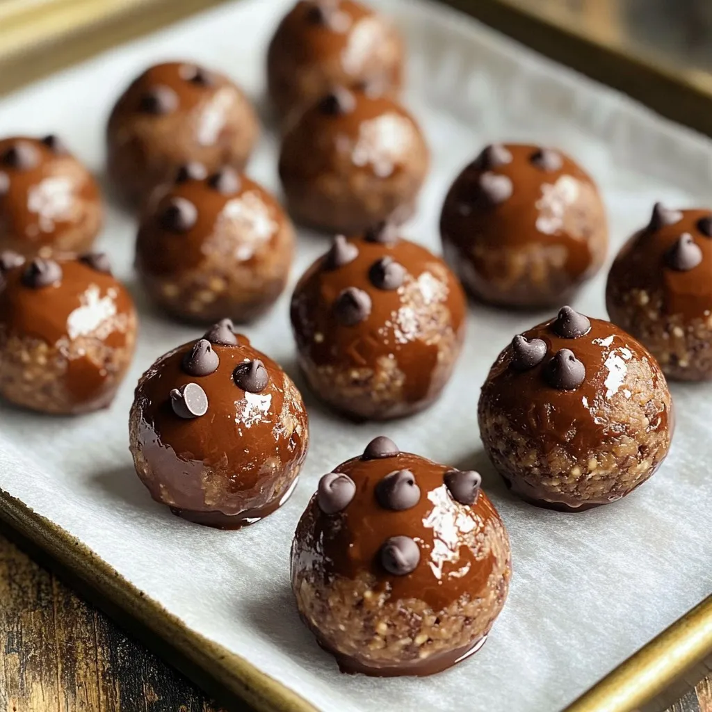 To make No-Bake Mocha Peanut Butter Protein Balls, you will need a few key ingredients. Each one adds flavor and nutrition. Here’s what you need: - 1 cup rolled oats - 1/2 cup natural peanut butter - 1/4 cup honey or maple syrup - 1/4 cup chocolate protein powder - 2 tablespoons cocoa powder - 1 tablespoon instant coffee granules - 1/4 cup dark chocolate chips (optional) - 1/2 teaspoon vanilla extract - Pinch of salt These ingredients work together to create a tasty treat. Rolled oats give the balls a chewy texture. Natural peanut butter adds creaminess and protein. Honey or maple syrup sweetens the mix. Chocolate protein powder boosts the protein content. Cocoa powder and instant coffee give a rich mocha flavor. Dark chocolate chips add extra indulgence. Vanilla extract deepens the taste. Finally, a pinch of salt balances the sweetness. Using these ingredients, you can whip up a batch in no time. They are perfect for a quick snack or a post-workout boost. Enjoy this healthy and delicious treat! 1. Combine dry ingredients in a bowl: Start by taking a large mixing bowl. Add 1 cup of rolled oats, 1/4 cup of chocolate protein powder, 2 tablespoons of cocoa powder, and 1 tablespoon of instant coffee granules. Don't forget a pinch of salt! Mix them well. 2. Add wet ingredients and mix: Next, add 1/2 cup of natural peanut butter, 1/4 cup of honey or maple syrup, and 1/2 teaspoon of vanilla extract. Use a spoon to mix until everything combines into a thick mixture. It should feel sticky and hold together well. 3. Incorporate chocolate chips (if using): If you want an extra treat, fold in 1/4 cup of dark chocolate chips. This step adds a delightful burst of flavor and texture to your protein balls. 4. Roll mixture into balls: Now, take about 1 tablespoon of the mixture and use your hands to roll it into a ball. Keep rolling until you shape all the mixture into balls. Place them on a parchment-lined baking sheet. 5. Refrigerate to firm up: Finally, pop the baking sheet into the fridge. Let the balls chill for at least 30 minutes. This will help them firm up and make them easier to eat. Enjoy your no-bake mocha peanut butter protein balls as a tasty snack! How to adjust sweetness with honey or maple syrup You can easily change the sweetness. If you prefer a sweeter taste, add more honey or maple syrup. Start with 1/4 cup and taste the mixture. Adjust as needed. Keep in mind, honey is sweeter than maple syrup. Ensuring the right consistency The mixture should be thick but pliable. If it feels too dry, add a bit more peanut butter. If it's too wet, add a few extra oats. You want a texture that holds together well when you roll it into balls. Tips for rolling uniform balls To make even balls, use a tablespoon to scoop the mixture. This helps keep them the same size. Wet your hands slightly to help prevent sticking when you roll them. Aim for about 1 inch in diameter for each ball. This size is perfect for snacks! {{image_2}} You can make these no-bake mocha peanut butter protein balls even better with a few tweaks. Here are some fun ideas: - Nut butter alternatives: If you want a different taste, try almond or cashew butter. Both have great flavors and pair well with chocolate and coffee. - Additional mix-ins: You can add chopped nuts, seeds, or dried fruit. Chopped almonds or walnuts give a nice crunch. Dried cranberries or raisins add sweetness and texture. - Vegan and gluten-free options: To keep it vegan, use maple syrup instead of honey. Make sure your protein powder is plant-based. For gluten-free, check that your oats are certified gluten-free. These changes let you personalize your protein balls. Enjoy experimenting to find your favorite mix! To keep your no-bake mocha peanut butter protein balls fresh, store them in the fridge. Place the balls in an airtight container. This keeps them safe from moisture and strong smells. These protein balls stay good for up to a week in the fridge. You can enjoy them as a quick snack or post-workout boost. If you want to save some for later, consider freezing them. To freeze, place the balls in a single layer on a baking sheet. Freeze them for about an hour until firm. Once frozen, transfer them to a freezer-safe bag. They will last in the freezer for up to three months. When you want to eat one, just pull it out and let it thaw. This way, you always have a tasty treat ready to go! Yes, you can swap the protein powder. Use any flavor you like. Vanilla or unflavored protein works well. Just keep the amount the same. This change will not affect the texture much. You can eat two to three protein balls each day. This amount gives you great energy without too many calories. Listen to your body and adjust if needed. Balance is key for a healthy diet. Each protein ball has about 100 calories. They contain protein, healthy fats, and fiber. The oats and peanut butter give you energy. You also get some vitamins from the cocoa and coffee. This snack is not just tasty; it's also good for you. Yes, you can make these protein balls ahead of time. They keep well in the fridge for a week. Just store them in an airtight container. You can also freeze them for longer storage. Enjoy them whenever you need a quick snack! You now know how to make tasty protein balls using simple ingredients. We covered the steps to mix and roll them for a perfect treat. Remember to customize your balls with different nut butters or add-ins. Store them right, and they'll last longer. With these tips and tricks, you can enjoy healthy snacks anytime. Make these protein balls your go-to option for energy and taste. Happy snacking!