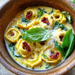 - 1 package (9 oz) cheese tortellini - 1 cup fresh spinach, chopped - ½ cup sun-dried tomatoes, chopped (oil-packed is best) - 2 cloves garlic, minced - ½ cup heavy cream - ½ cup grated Parmesan cheese - 2 tablespoons olive oil Fresh ingredients are key for flavor. They make your dish taste bright and vibrant. When selecting sun-dried tomatoes, look for oil-packed ones. They are juicy and rich. Check the label for freshness and quality. For spinach, buy leaves that are bright green and crisp. Avoid any yellow or wilting leaves. Always wash the spinach before using it. This keeps it clean and ready for your meal. Using fresh ingredients not only boosts flavor but also adds nutrition. It makes your Sun-Dried Tomato Spinach Tortellini both tasty and healthy. To start, fill a large pot with water. Bring it to a boil. This should take about 10 minutes on high heat. Once bubbling, add salt. The salt helps to flavor the pasta. Then, add the cheese tortellini. Cook it according to the package instructions. Usually, this takes 3 to 5 minutes until it is al dente. Save half a cup of the pasta water before draining. This water helps to thicken the sauce later. Next, grab a large skillet. Heat it over medium heat. Add two tablespoons of olive oil. Once hot, add two cloves of minced garlic. Sauté for about one minute. Be careful not to burn the garlic. Stir it often to keep it from sticking. After the garlic smells great, add one cup of chopped spinach. Cook it until it wilts, about two to three minutes. Now, stir in the chopped sun-dried tomatoes. Let them cook for two minutes. This brings out their flavor. Pour in half a cup of heavy cream. Let it simmer gently. Gradually mix in the reserved pasta water until the sauce is the right thickness. Finally, add the cooked tortellini to the skillet. Toss gently to coat in the sauce. Stir in half a cup of grated Parmesan cheese. Mix until it melts and the dish is creamy. Taste and season with salt, pepper, and crushed red pepper flakes if you want some heat. Serve in a shallow bowl and garnish with fresh basil leaves. Enjoy your flavorful Sun-Dried Tomato Spinach Tortellini! - Using Fresh Herbs: Fresh herbs can brighten the dish. I love using basil. Add it just before serving to keep its flavor fresh. - Adjusting Spice Levels: If you like it spicy, add crushed red pepper flakes. Start with a pinch, then taste and adjust to your liking. - Overcooking Tortellini: Always cook the tortellini until al dente. This keeps them firm and tasty. Follow the package time closely. - Skipping the Reserved Pasta Water: Don't skip saving pasta water. This starchy water helps make the sauce creamy and thick. - Plating Suggestions: Serve the tortellini in a shallow bowl. This makes it visually appealing and easy to eat. - Garnishing Techniques: Drizzle a bit of olive oil on top. Add extra Parmesan for a nice touch. Fresh basil leaves add color and flavor, too. Feel free to explore different herbs or spices to make this dish your own! {{image_2}} You can switch up the cheese in this dish. Use vegan cheese or cream if needed. These options still give you a creamy texture and taste. For a protein boost, add chicken, shrimp, or tofu. Cook these proteins in the skillet before adding spinach. This way, they soak up all the flavors. Make this dish fresh by adding seasonal veggies. In spring, try peas or asparagus. In fall, roasted butternut squash works well. These changes keep the dish exciting. You can also mix flavors for different occasions. Add lemon zest for a bright summer dish or a pinch of nutmeg for a cozy winter vibe. For a complete meal, pair this dish with a side salad. A simple arugula salad with lemon dressing complements it well. Garlic bread is another tasty option. If you want to enjoy a drink, a crisp white wine like Sauvignon Blanc suits this dish nicely. It balances the rich flavors without overpowering them. Refrigeration Guidelines After enjoying your Sun-Dried Tomato Spinach Tortellini, store leftovers in an airtight container. This keeps the dish fresh. Place it in the fridge within two hours of serving. It should stay good for up to three days. When ready to eat, check for any signs of spoilage, like off smells or mold. Freezing Suggestions If you want to keep it longer, freezing is a great option. First, allow the tortellini to cool completely. Then, pack it in a freezer-safe container. This dish can freeze well for up to three months. For best results, separate portions if you plan to reheat just some of it. Best Methods for Reheating Pasta Dishes To reheat, use the stovetop for the best texture. Add a splash of water or cream to a skillet. Heat over low. Stir gently until warm. You can also use a microwave. Place the tortellini in a microwave-safe dish. Cover it with a lid or wrap. Heat in one-minute intervals, stirring in between. Avoiding Sogginess When Reheating To prevent sogginess, avoid adding too much liquid. If the dish looks dry, add only a little water or cream. Stir the mixture well as it heats. This helps keep the sauce creamy and prevents the pasta from becoming mushy. The cooking time for tortellini is about 5 to 7 minutes. You should follow the package instructions for the best results. Make sure to check for an al dente texture, meaning it should be firm to the bite. Yes, you can use frozen tortellini. Just add a few extra minutes to the cooking time. Keep the water boiling well. Frozen tortellini is a great option when you want a quick meal. To spice up this dish, add crushed red pepper flakes. You can mix in a pinch or more, depending on your taste. You can also use diced jalapeños or hot sauce. Start small and adjust as you go. Yes, you can make this dish ahead. Cook the tortellini and sauce, then refrigerate them separately. When ready, reheat the tortellini and sauce in a skillet. Just remember to add a splash of water to keep it moist. You can use half-and-half or whole milk as a substitute. For a lighter option, try almond milk or coconut milk. Just note that the sauce may be less creamy. You can also add a bit of flour for thickness. This blog post covered making Sun-Dried Tomato Spinach Tortellini. We explored main ingredients and tips for freshness. I shared step-by-step instructions for cooking and sautéing. You learned common mistakes to avoid and presentation tips. Variations let you customize the dish with different flavors. Proper storage methods ensure your leftovers stay tasty. With these insights, you can make a delicious meal that impresses. Enjoy cooking and let your creativity shine!