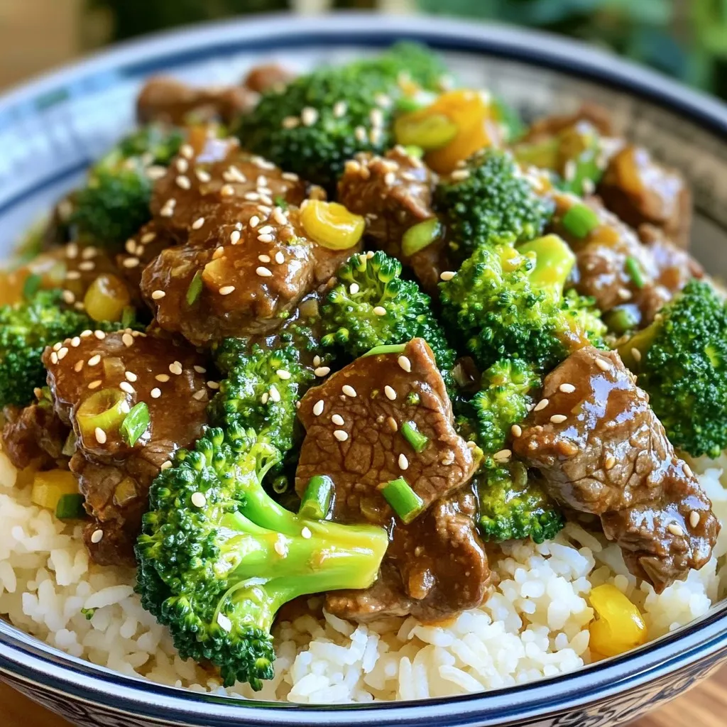 - 2 pounds beef chuck, cut into 1-inch pieces - 1 cup low-sodium soy sauce - 1/2 cup honey - 1/4 cup rice vinegar - 1 tablespoon minced ginger - 2 cloves garlic, minced - 1 tablespoon sesame oil - 4 cups broccoli florets - 1 tablespoon cornstarch - 2 tablespoons water To create a great dish, start with quality beef chuck. This cut has enough fat to stay juicy. The teriyaki sauce needs soy sauce, honey, rice vinegar, ginger, garlic, and sesame oil. Each adds its own flavor, making a delicious sauce. Finally, the broccoli florets bring freshness and color. - 1 teaspoon red pepper flakes for heat - Sesame seeds for garnish If you like a little spice, add red pepper flakes. They bring a nice kick to the dish. Sesame seeds make a great garnish. They add crunch and look nice on the plate. Both ingredients elevate the dish, giving it more flavor and style. To start, combine these ingredients in a bowl: - 1 cup low-sodium soy sauce - 1/2 cup honey - 1/4 cup rice vinegar - 1 tablespoon minced ginger - 2 cloves garlic, minced - 1 tablespoon sesame oil - 1 teaspoon red pepper flakes (optional) Mix them well. This mixture is your teriyaki sauce. The honey adds sweetness, while the soy sauce gives depth. Now, it’s time for the beef. Place 2 pounds of beef chuck, cut into 1-inch pieces, in the slow cooker. Make sure the pieces are evenly distributed. Next, pour the teriyaki sauce over the beef. Make sure each piece is well coated. This step is key for flavor. When the beef is almost done, we will add the broccoli. About 30 minutes before serving, add 4 cups of broccoli florets to the slow cooker. Gently mix them in with the beef and sauce. The broccoli should be bright green and tender but not mushy. To thicken the sauce, we will prepare a cornstarch slurry. In a small bowl, mix 1 tablespoon of cornstarch with 2 tablespoons of water. Stir this slurry into the slow cooker for the last 15 minutes of cooking. This will give the sauce a nice, thick texture. Enjoy the process! The smell will fill your kitchen, and soon, you'll have a delicious meal ready to serve. For slow cooking, I recommend using beef chuck. It has great flavor and becomes very tender. Other good cuts include brisket or round. Avoid lean cuts like sirloin, as they can turn tough. Always choose well-marbled beef. The fat helps keep it juicy. Use the low setting for best results. Cooking on low for 6-8 hours gives you tender beef. If you’re short on time, the high setting works too. Cook for 3-4 hours on high. Check for tenderness before serving. You want the beef to fall apart easily. Serve the teriyaki beef and broccoli over white or brown rice. Jasmine rice adds a nice touch. You can also use cauliflower rice for a low-carb option. For garnish, sprinkle sesame seeds on top. Chopped green onions add color and flavor as well. {{image_2}} You can easily make this dish vegetarian. Replace beef with tofu or mushrooms. Firm tofu works best. Cut it into cubes and marinate it in the teriyaki sauce. This adds flavor and helps it absorb the sauce. Mushrooms can also add a meaty texture. Use shiitake or portobello for the best taste. Cook them just like the beef in the slow cooker. Feel free to add more veggies for color and taste. Carrots, bell peppers, or snap peas work well. Slice them thin so they cook quickly. You can add these about 20 minutes before the dish is done. This way, they stay crisp but soak up the teriyaki sauce. You can mix and match based on what you like or have at home. You can change the flavor of the sauce too. Try adding different Asian-inspired sauces or spices. For example, use hoisin sauce for a sweeter taste. Or add a splash of sriracha for some heat. You can also mix in sesame oil or chili paste to give it a kick. Experiment and find what flavors you enjoy the most! To keep your slow cooker teriyaki beef and broccoli fresh, store leftovers in an airtight container. This helps prevent any moisture loss and keeps flavors intact. You want to eat it later, not smell it! Use glass or plastic containers. They work great for storing meals. When you want to enjoy your leftovers, reheating is key. The best way to do this is on the stove. Just place the beef and broccoli in a pot over low heat. Stir often to keep it from sticking. If you prefer the microwave, use a microwave-safe dish. Heat for one to two minutes. Stir halfway through for even heating. If you want to save some for later, freezing works well. Let the beef and broccoli cool first. Then, place portions in freezer bags. Remove as much air as possible before sealing. This prevents freezer burn. When you’re ready to eat, thaw in the fridge overnight. Reheat on the stove or microwave for a tasty meal again! Yes, you can use other meats in this recipe. Chicken thighs work well and stay juicy. Pork also makes a tasty option. You can use ground beef for a different texture. Just adjust cooking times based on the meat you choose. If you use chicken, cook on high for 3-4 hours. Pork may need the same time as beef. To make this recipe gluten-free, replace soy sauce with tamari. Tamari offers a similar taste without gluten. You can also find gluten-free soy sauces in stores. Check labels to ensure they fit your needs. Use cornstarch as a thickener, as it is gluten-free. Always read labels on all ingredients to avoid hidden gluten. Cut beef chuck into 1-inch pieces. This size helps the beef cook evenly. Use a sharp knife for clean cuts. Cutting against the grain makes the beef tender. Trim off any large fat pieces to avoid greasiness. Smaller chunks will soak up the teriyaki sauce better. This post shared easy steps to make a tasty teriyaki beef dish. You learned about the main ingredients, like beef chuck and teriyaki sauce, along with optional add-ins like red pepper flakes. I walked you through the process of preparing the sauce, cooking the beef, and adding broccoli. We covered tips for choosing the right cut of beef and offered storage advice. Try mixing in extra veggies or using protein swaps for variety. Enjoy your cooking journey!