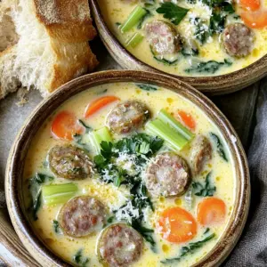 To create this tasty soup, you need the following main ingredients: - 1 pound Italian sausage (choose mild or spicy based on your taste) - 1 medium onion, chopped - 3 cloves garlic, minced - 3 medium carrots, sliced - 3 celery stalks, diced - 4 cups chicken broth - 1 can (14.5 oz) diced tomatoes (undrained) - 1 teaspoon Italian seasoning - 1/2 teaspoon red pepper flakes (optional, for heat) - 2 cups fresh spinach - 1 cup heavy cream - Salt and pepper to taste - Fresh parsley, chopped (for garnish) You can add these optional ingredients for extra flavor: - Grated Parmesan cheese (for serving) - Extra red pepper flakes (if you like it spicy) - A splash of white wine (for depth) If you don’t have some ingredients, here are some substitutes: - Use ground turkey or chicken instead of Italian sausage. - Swap chicken broth with vegetable broth for a vegetarian version. - Use coconut cream instead of heavy cream for a dairy-free option. - If you don’t have fresh spinach, use kale or Swiss chard instead. Start by taking one pound of Italian sausage. You can choose between mild or spicy, depending on your taste. Heat a skillet over medium heat. Add the sausage and cook until it is brown. This should take about 5 to 7 minutes. Make sure to break it apart as it cooks. Once done, drain any fat. Now, move the cooked sausage into your slow cooker. Next, you will need to prepare the vegetables. Chop one medium onion and mince three cloves of garlic. Slice three medium carrots and dice three celery stalks. In the same skillet, add your chopped onion, garlic, carrots, and celery. Sauté these together for about 3 to 4 minutes. You want them to soften a bit. After this, transfer the vegetables into the slow cooker with the sausage. Now it's time to bring it all together. Pour in four cups of chicken broth into the slow cooker. Add one can of undrained diced tomatoes. Sprinkle in one teaspoon of Italian seasoning and half a teaspoon of red pepper flakes if you want heat. Stir everything well to combine. Cover the slow cooker and cook on low for 6 to 7 hours or on high for 3 to 4 hours. Thirty minutes before you serve, add two cups of fresh spinach and one cup of heavy cream. Stir it in well and cover again. This makes the soup rich and creamy. Before serving, taste it and add salt and pepper as needed. To get that rich, creamy texture, use heavy cream. Stir it in just before serving. This keeps the cream smooth and delicious. You can also add a little more broth if the soup is too thick. This balance helps maintain a perfect consistency. Start by browning the sausage. This step adds depth to the soup. Then, sauté the onion, garlic, carrots, and celery together. This mix boosts flavor in every bite. The Italian seasoning and red pepper flakes enhance the taste even more. Don’t skip these! One mistake is overcooking the spinach. Add it 30 minutes before serving. This way, it stays bright and fresh. Another mistake is not tasting before serving. Always adjust with salt and pepper. Finally, avoid skipping the cream. It brings everything together for a delightful finish. {{image_2}} You can boost the soup's flavor and health by adding more veggies. Consider using bell peppers for sweetness and color. Zucchini adds a nice texture. You might also try green beans or peas for crunch. Each vegetable brings its own taste, making the soup unique. Feel free to mix and match based on what you have at home. To make this soup gluten-free, use a gluten-free broth. Most store-bought chicken broths are safe, but always check labels. For a dairy-free version, replace heavy cream with coconut milk or almond milk. These options create a creamy texture and keep the rich taste. You won’t miss the dairy, and your soup will still shine. While Italian sausage is a classic, you can switch things up. Try chicken sausage for a leaner choice. Ground turkey or beef also works well. If you prefer a meatless soup, use lentils or beans for protein. Each protein option changes the soup's flavor and texture, giving you many ways to enjoy it. To store your leftover soup, let it cool first. Once cool, pour it into an airtight container. Make sure to seal it well. You can keep the soup in the fridge for up to 3 days. Just remember to label the container with the date. This way, you won’t forget when you made it! When you’re ready to enjoy the soup again, take it out of the fridge. Pour it into a pot and heat it on the stove. Stir it often to help it warm evenly. You can also use a microwave. Just place it in a safe dish and cover it. Heat it in short bursts, stirring in between. This helps avoid hot spots. For long-term storage, freezing is a great option. Let the soup cool completely. Then, use freezer-safe bags or containers. Make sure to leave some space at the top for expansion. Label them with the date and type of soup. You can freeze the soup for up to 3 months. When you’re ready to eat, thaw it in the fridge overnight. Then reheat as mentioned above. Enjoy your tasty meal anytime! Yes, you can use fresh sausage. Fresh sausage gives a different taste. You may need to add spices to match the flavor of Italian sausage. Try using garlic, fennel seeds, or oregano to boost the taste. Experiment until you find what you like best. You can store this soup for up to five days in the fridge. Be sure to let it cool before putting it in a container. For longer storage, freeze it for up to three months. Just remember to label the container with the date. This soup pairs well with crusty bread. You can also serve it with a fresh salad. Try adding a side of garlic bread for extra flavor. A sprinkle of grated Parmesan cheese on top adds a nice touch too! Enjoy mixing and matching your sides! This post covered how to make Slow Cooker Creamy Tuscan Sausage Soup. We discussed key ingredients, cooking steps, and tips for a successful dish. I shared ideas for variations and storage methods, ensuring you can enjoy it later. Remember, using fresh ingredients and watching cooking times help enhance flavor. Explore different veggies or proteins for a new twist. With these tips, you’ll make a soup that warms your heart and feeds your soul. Enjoy your cooking journey!