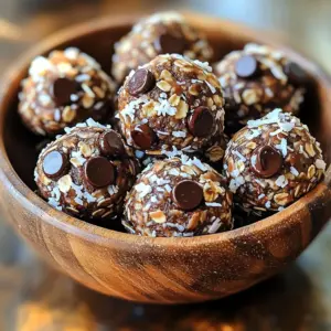 To make these No-Bake Chocolate Coconut Energy Bites, you need a few simple ingredients. Each one adds flavor and nutrition. Here’s what you will need: - 1 cup rolled oats - 1/2 cup unsweetened shredded coconut - 1/2 cup almond butter or peanut butter - 1/3 cup honey or maple syrup - 1/4 cup cocoa powder - 1/4 cup dark chocolate chips - 1 teaspoon vanilla extract - Pinch of sea salt Each ingredient plays a key role. The rolled oats give texture and fiber. Shredded coconut adds sweetness and chew. Almond or peanut butter binds everything and adds healthy fats. Honey or maple syrup serves as a natural sweetener. Cocoa powder brings rich chocolate flavor. Dark chocolate chips add little bursts of sweetness. Vanilla extract enhances all the flavors, while sea salt balances the sweetness. Gather all these ingredients before you start. This makes mixing easier and faster. You can also customize some ingredients to fit your taste. For example, choose between almond butter and peanut butter. Use honey or maple syrup based on your preference. This flexibility makes the recipe fun! To start, grab a large mixing bowl. Add 1 cup of rolled oats and 1/2 cup of unsweetened shredded coconut to the bowl. Mix them well so they blend nicely. Next, add in 1/2 cup of almond butter, or peanut butter if you prefer. Drizzle in 1/3 cup of honey or maple syrup for sweetness. Then, add 1/4 cup of cocoa powder, 1 teaspoon of vanilla extract, and a pinch of sea salt. Now, it’s time to mix everything together. Use a spatula or your hands to combine all the ingredients. You want to mix until the texture is sticky. This helps the bites hold together. Once mixed, stir in 1/4 cup of dark chocolate chips. This will add a nice chocolatey flavor. After that, use your hands to roll the mixture into small balls. Aim for about 1 inch in diameter. You should get around 15 to 20 energy bites. Next, take a parchment-lined baking sheet. Place the rolled energy bites on the sheet. Make sure they have some space between them. Finally, refrigerate the bites for at least 30 minutes. This helps them firm up and makes them easier to eat. Enjoy these tasty no-bake chocolate coconut energy bites as a snack or a treat! When mixing the ingredients, I recommend using a spatula first. It helps combine the oats and coconut well. Then, switch to your hands. This way, you feel the texture and ensure everything sticks together. Make sure to mix until you see no dry spots. This helps achieve even distribution of flavors. For perfect-sized bites, aim for about one inch in diameter. You can use a small cookie scoop if you want perfect shapes. To avoid stickiness, dampen your hands with a bit of water. This simple trick helps the mixture roll easily without sticking. You will find it easier to form neat, round balls. For a lovely display, arrange the energy bites on a colorful platter. You can also sprinkle some extra shredded coconut on top for visual appeal. Using mini cupcake liners makes serving fun. Each bite becomes a cute, individual treat. This adds a nice touch when serving at parties or gatherings. {{image_2}} You can easily switch out some ingredients in this recipe. If you prefer peanut butter, use it instead of almond butter. Both options add rich flavors and healthy fats. Honey is a great sweetener, but maple syrup works just as well. It gives a nice touch of flavor and is a good choice for vegans. Get creative by adding your favorite nuts or seeds. Chopped walnuts or sunflower seeds can add a nice crunch. You can also boost nutrition by mixing in superfoods like chia or flaxseeds. Just a tablespoon can add healthy omega-3 fats and fiber to your bites. If you want to make these bites vegan, simply use maple syrup and peanut butter. Both options keep them plant-based. For gluten-free energy bites, ensure you use certified gluten-free oats. This way, everyone can enjoy these tasty snacks without worry. To keep your no-bake chocolate coconut energy bites fresh, use an airtight container. This helps keep moisture out and flavors in. If you don’t have one, a resealable bag can work too. Just press out the air before sealing. Storing them in the refrigerator is best. The cool temperature helps them stay firm and tasty. I recommend putting them in the fridge once they are ready to eat. This will keep them from getting too soft. How long do they last? When stored properly, these bites can last up to one week in the fridge. If you need them to last longer, consider freezing them. They can stay fresh for up to three months in the freezer. Just make sure to use a freezer-safe container or bag. When it comes to pairing, these bites go well with many drinks. Try serving them with a glass of milk or a warm cup of coffee. They make a great snack for any time of day. These energy bites are perfect for busy days. Pack them in your lunch or take them on a hike. They are a quick and easy way to boost your energy! No-bake energy bites are small, tasty snacks made without baking. They are quick to prepare and use simple ingredients. These bites often combine oats, nut butter, and sweeteners. They are great for a quick energy boost. You can enjoy them as a snack or after a workout. They are easy to make, healthy, and full of flavor. Yes, you can make these energy bites vegan. For this, swap honey for maple syrup. You can also use peanut butter instead of almond butter. Both options work well and keep the bites tasty. Choose dark chocolate chips that are dairy-free for a vegan treat. With these changes, you get a yummy snack that everyone can enjoy. You can tell they are ready when they feel firm. After mixing, chill them in the fridge for at least 30 minutes. Once chilled, they should hold their shape well. If they feel too soft, let them chill a bit longer. When they are firm, you can enjoy your delicious no-bake energy bites! You learned how to make no-bake energy bites using simple ingredients. Mixing oats, nut butter, and a sweetener creates a tasty and healthy snack. You can change flavors and save them easily. These bites are easy to store and last long. Try these energy bites for a quick snack or a healthy treat. You’ll enjoy them anytime!