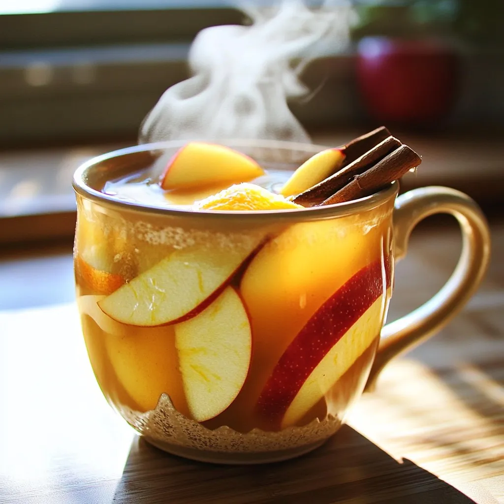 - 8 cups apple cider - 1 orange, sliced - 3-4 cinnamon sticks - 1 tablespoon whole cloves - 1 tablespoon whole allspice berries - 1/4 cup brown sugar (or to taste) - 1 teaspoon vanilla extract - Optional garnish: apple slices and additional cinnamon sticks You can swap apple cider for fresh apple juice if needed. This change may alter the flavor slightly. If you do not have allspice berries, try using nutmeg. You can also use ground spices, but use less. Ground spices can be strong. For a sweeter taste, use maple syrup instead of brown sugar. Always pick fresh cider for the best flavor. Look for cider that is cloudy, not clear. Cloudy cider has more pulp, which gives a richer taste. If you can, get cider from local farms. This cider typically has a fresher taste. Also, check the label. Avoid ciders with added sugars or artificial flavors. To make this cozy drink, start by gathering your ingredients. You will need: - 8 cups apple cider - 1 orange, sliced - 3-4 cinnamon sticks - 1 tablespoon whole cloves - 1 tablespoon whole allspice berries - 1/4 cup brown sugar (or to taste) - 1 teaspoon vanilla extract - Optional garnish: apple slices and additional cinnamon sticks First, pour the apple cider into your slow cooker. Next, add the sliced orange. The orange adds a nice citrusy touch to the cider. Toss in the cinnamon sticks, whole cloves, and allspice berries. These spices will give the cider its warm, spiced flavor. Finally, stir in the brown sugar and vanilla extract until it all mixes well. Adjust the sugar to your taste. Once you have mixed everything, cover the slow cooker and set it to low heat. Let it cook for 4 to 6 hours. The longer it cooks, the more the flavors meld together. You will start to smell the warm spices filling your kitchen. This is when the magic happens! After your cider has cooked, it’s time to strain it. Use a fine-mesh sieve to remove the spices and orange slices from the cider. This step ensures a smooth drink. Now, pour the warm spiced cider into mugs. You can garnish with apple slices and an extra cinnamon stick if you like. This adds a lovely touch and makes it even more inviting. Enjoy your cozy drink! To boost the flavor of your spiced apple cider, use quality spices. Fresh spices give a fuller taste. I recommend using whole spices like cinnamon sticks, cloves, and allspice berries. You can also add a pinch of nutmeg for warmth. If you want a brighter note, try adding a few slices of ginger. It pairs well with the apple cider's sweetness. When serving, use nice mugs to create a cozy vibe. Warm the mugs before pouring in the cider. This keeps your drink hot longer. For garnish, add fresh apple slices on top and a cinnamon stick. This not only looks nice but adds extra flavor too. Consider serving some snacks, like popcorn or cookies, to go with your drink. A common mistake is not straining the cider well. Leaving spices in can make it too strong. Be sure to use a fine-mesh sieve when you pour the cider into mugs. Another mistake is using too much sugar. Always start with the brown sugar and taste before adding more. Remember, you can always add sugar later, but you can’t take it out once it’s in! {{image_2}} You can change this cider for each season. In fall, add fresh cranberries for a tart twist. In winter, try adding a few slices of fresh ginger for warmth. During spring, mix in some fresh mint leaves for a refreshing taste. Each change gives the cider a new life. You can also use fresh herbs like rosemary or thyme for something unique. This cider is great for everyone. For a non-alcoholic drink, just follow the recipe as is. Serve it warm to keep everyone cozy. If you want a spiked version, add spiced rum or bourbon. This adds a nice kick and makes the drink feel festive. Just be careful with the amount so it stays tasty. You can switch up the sweetness in this cider. If you want less sugar, use honey or maple syrup. Both will add a nice flavor. If you prefer a sugar-free option, try stevia or agave syrup. For a different flavor, add a splash of apple juice or pear juice. These small changes can make a big difference in taste. To store leftover cider, let it cool down first. Pour it into a clean container. A glass jar or plastic bottle works well. Seal it tightly with a lid. You can keep it in the fridge for up to a week. Make sure to label the date. When you’re ready to enjoy your cider again, pour it into a pot. Heat it on low on the stove. Stir it gently as it warms up. You can also reheat it in the microwave. Just use a microwave-safe mug and heat it for one minute, checking often. When stored properly, your spiced apple cider lasts about a week in the fridge. If you want to keep it longer, freeze it! Pour the cider into ice cube trays or freezer bags. It can last up to six months in the freezer. To enjoy later, let it thaw in the fridge overnight. Yes, you can use other fruits! Pears or cranberries add a nice twist. Their flavors blend well with the spices. You can add slices of these fruits along with the orange. Feel free to mix and match based on what you enjoy. To make a larger batch, increase the apple cider. Use 2 cups of cider for every extra serving. For each cup, add one more slice of orange, one cinnamon stick, and a few more whole spices. Just keep the ratios the same. This way, you keep the flavor balanced. Yes, you can make this cider on the stovetop! Just follow the same steps. Combine all the ingredients in a large pot. Heat it over medium heat. Bring it to a simmer and let it cook for 30-45 minutes. Strain and serve hot! In this blog post, we explored how to create delicious apple cider at home. We looked at the right ingredients, preparation steps, and cooking tips. You learned about how to enhance flavors and avoid common mistakes. I also shared variations to fit your taste and storage suggestions to keep your cider fresh. Making apple cider is fun and rewarding. With these tips, you can craft your perfect drink. Enjoy your cider journey!