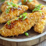 - 1 lb chicken tenders - 1/2 cup all-purpose flour - 1 teaspoon garlic powder - 1 teaspoon onion powder - 1 teaspoon paprika - 1/2 teaspoon salt - 1/2 teaspoon black pepper - 1 large egg, beaten - 1 cup panko breadcrumbs - 1/4 cup honey - 2 tablespoons sriracha sauce - 1 tablespoon soy sauce - 1 teaspoon sesame oil - Optional: sliced green onions and sesame seeds for garnish To make these air fryer sweet and spicy chicken tenders, gather your ingredients first. Start with 1 pound of fresh chicken tenders. This is the base of your dish. For a crispy coating, you will need flour, garlic powder, onion powder, paprika, salt, and black pepper. These spices add great flavor. Next, you need a large egg, beaten, to help the coating stick. Finally, use 1 cup of panko breadcrumbs for that perfect crunch. For the glaze, mix 1/4 cup of honey with 2 tablespoons of sriracha sauce. This adds sweetness and heat. Then add 1 tablespoon of soy sauce and 1 teaspoon of sesame oil for depth. You can also garnish with sliced green onions and sesame seeds for a pop of color. These ingredients come together to create a delicious meal. First, gather all your chicken tenders. You will need one pound. In a shallow bowl, mix these dry ingredients: 1/2 cup all-purpose flour, 1 teaspoon garlic powder, 1 teaspoon onion powder, 1 teaspoon paprika, 1/2 teaspoon salt, and 1/2 teaspoon black pepper. Stir these well so they blend. Next, take a large egg and beat it in another bowl until fully mixed. In a third shallow dish, place 1 cup of panko breadcrumbs. This will help create a crispy coating. Now, dip each chicken tender into the flour mix. Make sure it is fully coated. Then, dip it into the egg, letting any extra drip off. Finally, roll it in the panko breadcrumbs, pressing lightly to ensure the coating sticks well. Before cooking, preheat your air fryer to 400°F (200°C). Lay the breaded chicken tenders in the air fryer basket in a single layer. This helps them cook evenly. Cook the chicken for about 10 to 12 minutes. Flip them halfway through to get a nice golden color. You want the internal temperature to reach 165°F (75°C) to ensure they are safely cooked. While the chicken cooks, let’s make the glaze. In a small saucepan, combine 1/4 cup honey, 2 tablespoons sriracha sauce, 1 tablespoon soy sauce, and 1 teaspoon sesame oil. Heat this mixture over medium heat. Stir the ingredients together until they blend well. This should take about 2 to 3 minutes. Once the chicken is done, drizzle this spicy honey glaze over the tenders. Toss them gently to coat each piece evenly. Enjoy your delicious air fryer sweet and spicy chicken tenders! For crispy chicken tenders, use panko breadcrumbs. They create a great crunch. Make sure to coat each tender well. Press the breadcrumbs onto the chicken for better sticking. Preheat your air fryer, as this helps cook the chicken evenly. Don't overcrowd the basket; give the tenders space. This allows hot air to circulate and crisp up every side. I recommend cooking the chicken tenders at 400°F (200°C). Cook them for 10-12 minutes. Flip them halfway for even cooking. Check that the internal temperature reaches 165°F (75°C). This ensures your chicken is safe to eat and tender. You can change up the glaze for fun! Try adding extra spices to the honey mix. For a tangy twist, add lime juice or ginger. If you like it sweeter, increase the honey. Mixing in different hot sauces can also adjust the heat level. Experiment to find your perfect balance! {{image_2}} You can change the spice in your sweet and spicy chicken tenders. To make them milder, use less sriracha. Try adding more honey to balance the heat. For a bolder kick, add more sriracha or mix in cayenne pepper. A pinch goes a long way, so start small. Remember, you can always add more spice later. The glaze can be fun to change up. Instead of sriracha, try using barbecue sauce for a smoky flavor. You can also mix honey with teriyaki sauce for a sweet twist. If you like a fruity kick, add some orange juice to the honey. This will give your glaze a bright, fresh taste. Get creative and find what you love! Chicken is great, but you can use other proteins too. Try turkey tenders for a leaner option. You can also use shrimp, which cooks quickly and pairs well with the glaze. If you want a vegetarian choice, use tofu. Just press the tofu to remove water and cut it into strips. The glaze will add flavor to any protein you choose! To store leftover chicken tenders, let them cool down. Place them in an airtight container. Make sure you seal it well to keep out air. You can keep them in the fridge for up to three days. If you want to keep them longer, consider freezing. When you are ready to eat the leftovers, you can reheat them in the air fryer. Set your air fryer to 375°F (190°C). Heat the chicken tenders for about 5-7 minutes. This helps keep them crispy. You can also use a microwave, but they may get soggy. To freeze the chicken tenders, place them in a freezer-safe bag. Remove as much air as possible before sealing. They can last for up to three months in the freezer. When you want to eat them, thaw them overnight in the fridge. After thawing, reheat as mentioned earlier. Yes, you can! If you don't have an air fryer, use a regular oven. Preheat your oven to 400°F (200°C). Place the breaded chicken tenders on a baking sheet lined with parchment paper. Bake for 15-20 minutes, flipping halfway, until they are golden and cooked through. This method works well, but the tenders may not be as crispy as when cooked in an air fryer. To change the flavor, simply adjust the honey and sriracha. For more sweetness, add more honey. If you want it spicier, increase the sriracha. You can also add hot sauce or chili flakes for extra heat. Taste your glaze before using it. This way, you can find the right balance you enjoy! These chicken tenders go great with many sides. Here are some ideas: - Steamed broccoli - Sweet potato fries - Coleslaw - Rice or quinoa - Fresh salad with a light dressing Mix and match these sides to create a perfect meal! You learned how to make sweet and spicy chicken tenders step by step. We covered the best ingredients, cooking methods, and handy tips for perfect results. You can vary the spice and glaze to suit your taste. Remember to store leftovers properly to enjoy them later. Cooking can be fun and rewarding. Get creative in the kitchen, and share your tasty results! Enjoy your delicious chicken tenders today.