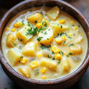 - 4 medium-sized potatoes, peeled and diced - 2 cups corn kernels (fresh, frozen, or canned) - 1 medium onion, chopped - 2 cloves garlic, minced - 4 cups vegetable broth - 1 cup heavy cream or coconut cream for a dairy-free version - 1 teaspoon dried thyme - 1 teaspoon smoked paprika - Salt and pepper to taste - 2 tablespoons olive oil - Fresh parsley or chives for garnish To make my Slow Cooker Creamy Potato Corn Chowder, you need simple, fresh ingredients. First, the potatoes are key to giving the chowder its texture. I like to use medium-sized potatoes, peeled and diced. They become soft and creamy during cooking. Next, corn adds sweetness and a nice pop of color to the dish. You can use fresh, frozen, or canned corn. All options work well. Onion and garlic are essential for flavor. I chop one medium onion and mince two cloves of garlic. Sautéing them brings out their sweetness, which enhances the chowder. For the liquid base, I use four cups of vegetable broth. It gives depth and richness to the dish. Then, I add one cup of heavy cream or coconut cream if you prefer a dairy-free option. This adds a rich, creamy texture. Seasonings like dried thyme and smoked paprika elevate the flavor. I use one teaspoon of each, along with salt and pepper to taste. Olive oil is used for sautéing the onion and garlic. It adds a smooth richness to the base. Lastly, I love garnishing with fresh parsley or chives. They add a pop of color and freshness to finish the dish. Each ingredient brings its own special touch to this chowder, making it comforting and delicious! Sautéing Onion and Garlic First, grab a skillet and set it over medium heat. Add 2 tablespoons of olive oil. Once the oil warms, add 1 medium onion, chopped. Cook the onion for about 3-4 minutes. You want it to turn translucent. Next, add 2 cloves of minced garlic. Sauté for another minute until it smells great. This adds a lot of flavor to your chowder. Preparing Potatoes and Corn While the onion and garlic cook, peel and dice 4 medium-sized potatoes. It’s best to cut them into small pieces. This helps them cook evenly. Now, measure out 2 cups of corn kernels. You can use fresh, frozen, or canned corn. Set these aside. Combining Ingredients in the Slow Cooker In your slow cooker, add the diced potatoes and corn kernels. Next, pour in the sautéed onion and garlic from the skillet. Then, add 4 cups of vegetable broth. This broth gives the chowder its base flavor. Stir in 1 teaspoon of dried thyme and 1 teaspoon of smoked paprika. Don’t forget to season with salt and pepper to taste. Mix everything well to coat all the ingredients in the broth. Cooking Times for Low and High Settings Cover the slow cooker with its lid. Cook on low for 6-7 hours. If you're short on time, you can set it to high for 3-4 hours. The potatoes should be tender when done. Mashing or Blending the Chowder After cooking, you have a choice to make. Use a potato masher to roughly mash the potatoes in the chowder. This will thicken the chowder nicely. If you prefer a smooth texture, use an immersion blender. Blend a portion of the chowder until creamy. Adding Cream and Adjusting Seasoning Now, stir in 1 cup of heavy cream or coconut cream if you want a dairy-free option. After adding the cream, taste your chowder. Adjust the seasoning if needed. Let it cook for another 15-20 minutes on low. This allows all the flavors to blend together. Your chowder is now ready to serve! - Choosing the Right Potatoes For a tasty chowder, I like to use yellow or red potatoes. They hold their shape well and add a nice creaminess. Avoid starchy potatoes like russets; they can break down too much. - Enhancing Flavor with Seasonings Seasonings make your chowder sing. I love using dried thyme and smoked paprika. They bring warmth and depth. You can also add a pinch of cayenne for some heat. Don't forget to taste and adjust salt and pepper. - How to Achieve Creaminess To achieve that dreamy creaminess, I blend part of the chowder. After cooking, use a potato masher or an immersion blender. This gives you a thick, velvety base. For a richer taste, stir in heavy cream or coconut cream at the end. - Adjusting Thickness If your chowder is too thick, add more vegetable broth or cream. Mix it in slowly until you reach your desired thickness. If it’s too thin, mash up more potatoes or let it simmer longer without the lid. This will help it thicken naturally. {{image_2}} Using Coconut Cream If you want a dairy-free chowder, coconut cream is a great choice. It adds a rich and creamy texture. To use it, simply swap the heavy cream for one cup of coconut cream. This change keeps the chowder thick while adding a hint of sweetness. Alternative Creamy Ingredients You can also try other dairy-free options. Cashew cream or almond milk can work well too. For cashew cream, soak cashews in water overnight. Blend them with a bit of water until smooth. Then stir it into the chowder for creaminess. Protein Additions To make your chowder heartier, you can add protein. Diced cooked chicken or crispy bacon bits blend nicely into the flavors. Just stir in about one to two cups of your chosen protein during the last hour of cooking. This will infuse the chowder with extra taste and texture. Vegetable Variations Feel free to get creative with your vegetables. Diced carrots, bell peppers, or celery can add color and crunch. You can also use frozen peas or green beans for a pop of freshness. Just remember to chop them into small pieces for even cooking. To keep your chowder fresh, you can store leftovers easily. First, let the chowder cool down. Then, place it in an airtight container. You can keep it in the fridge for up to 3 days. Make sure to label it with the date so you remember when you made it. If you want to store it longer, freezing is a great option. Pour the cooled chowder into freezer-safe bags or containers. Leave some space at the top, as liquids expand when frozen. You can freeze it for up to 3 months. When you want to enjoy your chowder again, reheating is simple. The best method is to use the stove. Pour the chowder into a pot and heat it over medium heat. Stir it often to keep it from sticking. If you prefer the microwave, place the chowder in a microwave-safe bowl. Heat it in short bursts, about 1-2 minutes at a time. Stir in between to ensure even heating. To keep the chowder creamy, avoid boiling it. High heat can change the texture. If you find it too thick, add a splash of broth or cream while reheating. This will help restore its smoothness. Can I use frozen corn? Yes, you can use frozen corn in this recipe. It saves time and is easy to use. Just add it directly to the slow cooker. Frozen corn cooks well and tastes great in chowder. How long does the chowder last in the fridge? The chowder lasts for about 3 to 5 days in the fridge. Store it in an airtight container to keep it fresh. Reheat it on the stove or microwave when you're ready to eat. Can I make this chowder ahead of time? Yes, you can make it ahead of time. Cook it and let it cool before storing it. This chowder also tastes better the next day as the flavors blend. Is it possible to make it vegan? Yes, you can easily make this chowder vegan. Use coconut cream instead of heavy cream. Also, make sure to use vegetable broth for a full vegan option. This chowder recipe is a delightful mix of potatoes, corn, and seasonings. You learned how to prepare the ingredients and cook them in a slow cooker. Tips on texture and flavor enhance your chowder experience. You can also explore variations to suit your taste. In the end, this dish is easy to make and great to share. Enjoy the warmth and comfort that comes from each bowl!