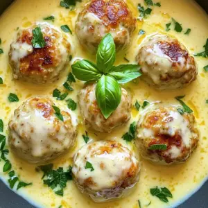 To make creamy garlic Parmesan chicken meatballs, you need: - 1 pound ground chicken - 1/2 cup breadcrumbs - 1/4 cup grated Parmesan cheese - 1/4 cup fresh parsley, chopped - 2 cloves garlic, minced - 1 large egg - 1 teaspoon Italian seasoning - Salt and pepper to taste - 2 tablespoons olive oil (for cooking) - 1 cup heavy cream - 1/2 cup chicken broth - 1/2 cup grated Parmesan cheese (for sauce) - Fresh basil for garnish These ingredients come together to create a dish that is rich in flavor and easy to make. Using fresh herbs and garlic makes a big difference. I recommend: - Fresh parsley: It adds a bright flavor. - Fresh basil: Use it for garnish. It adds color and taste. - Fresh garlic: Minced garlic gives a strong, lovely taste. Fresh ingredients elevate your dish and enhance its aroma. If you need swaps, here are some good options: - Ground turkey instead of ground chicken: This keeps it light. - Almond flour instead of breadcrumbs: This is a gluten-free option. - Nutritional yeast instead of Parmesan: This adds a cheesy flavor for vegans. These substitutions allow you to enjoy the recipe while meeting dietary needs. To start, grab a large mixing bowl. In this bowl, mix 1 pound of ground chicken with 1/2 cup of breadcrumbs. Add 1/4 cup of grated Parmesan cheese, 1/4 cup of chopped fresh parsley, and 2 minced garlic cloves. Crack in 1 large egg, then sprinkle in 1 teaspoon of Italian seasoning. Add salt and pepper to taste. Use your hands to combine all these ingredients well. Make sure everything is mixed evenly. This step is key for tasty meatballs. Next, heat a large skillet over medium heat. Pour in 2 tablespoons of olive oil and let it warm. While the oil heats, form the chicken mixture into meatballs. Aim for about 1 to 1.5 inches in diameter. Carefully place the meatballs into the skillet. Cook them for about 4-5 minutes on each side. You want them golden brown and cooked through. After cooking, remove the meatballs from the skillet and set them aside. This gives them a nice crust. In the same skillet, lower the heat to medium-low. Pour in 1 cup of heavy cream and 1/2 cup of chicken broth. Stir the mixture well, scraping the bottom of the pan. This helps pick up those tasty browned bits. Gradually whisk in an additional 1/2 cup of Parmesan cheese. Keep stirring until the sauce is smooth and creamy. Let it simmer for about 3-4 minutes to thicken. Finally, return the meatballs to the skillet. Spoon the sauce over them, letting them simmer for another 5 minutes. This melds all the flavors together nicely. To keep your meatballs moist, use ground chicken with some fat. Lean meat can dry out. Adding breadcrumbs helps too. They soak up the moisture and make a nice texture. You can also mix in an egg, which helps bind and adds moisture. Don’t overmix your meatball mixture; this keeps them tender. To create a smooth sauce, start with a clean skillet. After cooking the meatballs, lower the heat and add heavy cream and chicken broth. Whisk them together well. If you see any brown bits, scrape them off the pan. This adds flavor. Gradually add the extra Parmesan cheese while whisking. This helps make your sauce creamy and smooth. Serve your meatballs over pasta or rice. The sauce coats them well. You can also pair them with garlic bread for a delicious meal. Fresh basil adds a nice touch on top. It brightens the dish and adds aroma. For a side, consider a fresh salad. It balances the creaminess with crunch and freshness. {{image_2}} You can swap the ground chicken for other meats. Try ground turkey for a leaner option. Ground beef works well too. Each protein adds its unique flavor. Just keep the cooking times the same. Make sure the meatballs reach an internal temp of 165°F for safety. If you want a meat-free version, use a mix of beans and grains. Chickpeas or lentils make great bases. Combine them with breadcrumbs, cheese, and spices. You can also use store-bought veggie meat alternatives. This keeps the texture and flavor similar to meatballs. Add a pinch of red pepper flakes for heat. Fresh herbs like thyme or rosemary enhance the taste. You can also mix in sautéed mushrooms for a rich flavor. For a twist, try adding sun-dried tomatoes or olives. These additions create new layers of flavor and excitement. Store leftover creamy garlic Parmesan chicken meatballs in an airtight container. Keep them in the fridge for up to three days. Make sure the meatballs cool down before sealing the container. This helps keep them fresh. To freeze your meatballs, let them cool completely. Place them in a single layer on a baking sheet. Freeze until firm, about one hour. Then, transfer them to a freezer-safe bag or container. They can last up to three months in the freezer. When ready to eat, thaw the meatballs in the fridge overnight. Reheat them in a skillet over medium heat. Add a splash of chicken broth or cream to keep them moist. Cook until heated through, stirring gently. Enjoy the rich flavors again! You can check if chicken meatballs are cooked by cutting one in half. The meat should be white and not pink. You can also use a meat thermometer. The center should read 165°F. Cooking them for 4-5 minutes on each side usually gets them there. Keep an eye on them to avoid overcooking. Yes, you can make the creamy sauce ahead of time. Just follow the steps to get it ready. Store it in the fridge for up to two days. When you are ready to serve, heat it gently on the stove. Add the meatballs and let them warm through. This keeps the sauce smooth and tasty. These meatballs pair well with many sides. You can serve them with pasta for a filling meal. A fresh salad adds a nice crunch. You might also enjoy them with rice or mashed potatoes. For a lighter option, serve with steamed veggies. Each choice adds its own flavor to the dish. In this blog post, we explored the best ingredients for chicken meatballs and a creamy sauce. You learned the steps to prepare moist meatballs and a smooth sauce. I shared tips to enhance flavor and variations for everyone. Proper storage and reheating tips help you enjoy leftovers. Remember, cooking is about exploring flavors. You can adjust recipes to fit your taste. Enjoy the process and have fun creating delicious meals!