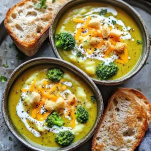 - 4 cups broccoli florets (fresh or frozen) - 3 medium potatoes (peeled and diced) - 1 medium onion (chopped) - 2 cloves garlic (minced) - 4 cups vegetable broth - 1 cup shredded sharp cheddar cheese - 1 cup heavy cream - 2 tablespoons olive oil - 1 teaspoon thyme - Salt and pepper to taste - Optional: croutons and extra cheese for garnish To make this soup, gather all your ingredients first. Fresh or frozen broccoli works well. I prefer fresh for more crunch. Use medium potatoes; they add a nice texture. Chop your onion and mince your garlic finely. This gives the soup a great base flavor. Next, pour in vegetable broth. It helps blend all the flavors. Don’t forget the sharp cheddar cheese; it makes the soup creamy and cheesy. Heavy cream adds richness. Olive oil helps sauté the onion and garlic. Thyme brings a lovely earthy taste. Lastly, season with salt and pepper to balance the flavors. If you want to garnish, croutons and extra cheese add a fun touch! Each ingredient plays a key role in making this soup delicious. 1. Sautéing the onions and garlic Start by heating olive oil in your slow cooker. Add the chopped onion and minced garlic. Cook them for 3 to 4 minutes. You want the onion to look clear and smell nice. 2. Adding vegetables to the slow cooker Next, add the diced potatoes and broccoli florets. Make sure they are fresh or frozen. This mix gives the soup its heartiness and flavor. 3. Incorporating broth and seasonings Pour in the vegetable broth. Sprinkle in thyme, salt, and pepper to taste. Stir everything well so the flavors mix nicely. 1. Cooking times for low and high settings Cover the slow cooker. Cook on low for 6 to 7 hours or on high for 3 to 4 hours. The longer you cook, the softer the veggies become. 2. Checking for vegetable tenderness After the cook time, check if the veggies are tender. You can poke them with a fork. If they are soft, you are ready to blend. 1. Using an immersion blender for desired texture Grab an immersion blender and blend the soup. If you want it smooth, blend it all. For a chunky style, blend only half and mix it back in. 2. Stirring in cream and cheese Now, pour in the heavy cream and shredded cheddar cheese. Stir them until they melt. This step makes the soup creamy and cheesy. 3. Final seasoning adjustment Taste your soup. Add more salt or pepper if needed. This is your chance to make it just right for you. The cooking time for your soup can change based on your slow cooker model. If your cooker runs hot, check the soup after 5 hours on low. If it’s cool, it may need 8 hours. For the best texture, make sure your potatoes are diced evenly. Smaller pieces cook faster and blend well. You can change the flavor with different spices and herbs. Try adding a pinch of garlic powder or some parsley for a fresh taste. For cheese, sharp cheddar is great, but you can use gouda for a smoky flavor or mozzarella for a milder taste. Mix and match to find your favorite combo. Pair your soup with crusty bread or a fresh salad. A grilled cheese sandwich makes a great side too! For presentation, serve the soup in warm bowls. Top each bowl with extra cheese and a few croutons for a nice crunch. Enjoy the warmth and comfort of this dish! {{image_2}} You can change the veggies in this soup. Try using carrots or cauliflower instead of broccoli. Mix it up! If you want a dairy-free option, use coconut cream instead of heavy cream. Nutritional yeast can replace cheddar cheese for a cheesy flavor. Want to add some heat? Toss in jalapeños or a dash of hot sauce. You can also play with herbs. Try rosemary for a woodsy taste or basil for a fresh kick. These swaps make your soup unique and fun. Do you like your soup smooth or chunky? If you prefer smooth, blend the whole pot. For a chunky texture, blend just half and mix it back in. You can also add cooked bacon or ham for extra flavor and protein. Adjust the texture to match your taste! Store leftover soup in an airtight container. This keeps it fresh and tasty. You can keep it in the fridge for up to four days. Always let it cool down before sealing it. This helps avoid condensation inside the container. To freeze the soup, let it cool completely first. Pour the soup into freezer-safe bags or containers. Leave some space at the top for expansion. You can freeze it for up to three months. To reheat, thaw it in the fridge overnight. Then, warm it on the stove or in the microwave. This keeps the flavors rich and the texture smooth. When reheating, you can use either the microwave or stovetop. For the microwave, heat in short bursts. Stir often to ensure even heating. On the stovetop, warm it over low heat and stir constantly. This helps prevent the cheese from separating. Enjoy your creamy soup again and again! Can I make this soup ahead of time? Yes, you can make this soup a day ahead. Just store it in the fridge after it cools. When you're ready to eat, reheat it on the stove or in the microwave. How do I thicken the soup? To thicken the soup, use an immersion blender. Blend until smooth for a creamy texture. If you want it chunkier, blend only half and mix it back in. Is it possible to use chicken broth instead of vegetable broth? Yes, chicken broth works well in this recipe. It adds a rich flavor, but it will change the soup's vegetarian status. Is this recipe gluten-free? Yes, this soup is gluten-free. All the ingredients, like broccoli and potatoes, do not contain gluten. Can I make it vegan? To make it vegan, swap the heavy cream and cheese for plant-based alternatives. Look for vegan cream and cheese that melt well. Can I make this soup on the stovetop? Yes, you can. Sauté the onions and garlic in a pot, add the other ingredients, and simmer until the vegetables are tender. How to adapt the recipe for an Instant Pot? For an Instant Pot, sauté the onions and garlic using the sauté mode. Then, add the other ingredients and cook on high pressure for about 8 minutes. Release the pressure and blend as needed. In this blog post, we explored a delicious broccoli soup recipe from start to finish. We covered ingredients, preparation methods, and cooking tips that will help you succeed. You learned about variations, storage guidelines, and answers to common questions. This soup is versatile and easy to make. Feel free to mix ingredients and flavors to suit your taste. Enjoy creating a comforting dish that warms your heart and fills your belly!