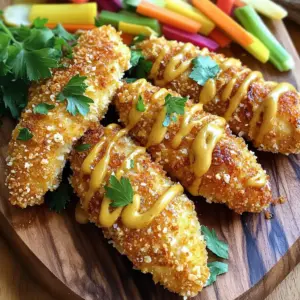 - 1 pound chicken tenderloin - 1/4 cup honey - 1/4 cup Dijon mustard - 1 cup breadcrumbs (panko for extra crunch) For my honey mustard chicken tenders, I start with fresh chicken tenderloin. This cut cooks quickly and stays juicy. I mix honey and Dijon mustard to create a sweet and tangy flavor. I use panko breadcrumbs for that extra crunch. Regular breadcrumbs work too, but panko adds a delightful texture. - 1 teaspoon garlic powder - 1 teaspoon onion powder - 1 teaspoon smoked paprika - Salt and pepper to taste Spices make a big difference. I add garlic powder and onion powder for depth. Smoked paprika gives a hint of warmth. Salt and pepper are must-haves for seasoning. These spices elevate the chicken tenders and make them even more tasty. - Fresh parsley - Additional dipping sauce ideas Garnishing adds a nice touch. I like to sprinkle fresh parsley on top for color. It also adds a light flavor. You can serve extra dipping sauce on the side. Try using more honey mustard or even ranch dressing. It makes eating these tenders even more fun! First, mix the honey, Dijon mustard, and olive oil in a bowl. Add garlic powder, onion powder, smoked paprika, salt, and pepper. Whisk it all together until smooth. This mix gives the chicken a tasty kick. Now, add the chicken tenderloins to the bowl. Make sure each piece is well-coated. Cover the bowl and put it in the fridge. Let it sit for at least 30 minutes. If you have time, two hours makes it even better! Next, preheat your air fryer to 400°F (200°C). This step is key to getting crispy chicken. Heat it for about five minutes. While it warms up, you can get the chicken ready. Once preheated, take the chicken out of the marinade. Let any extra sauce drip off. Now, take breadcrumbs and coat each tender. Press gently so they stick well. Arrange the chicken tenders in a single layer in the air fryer basket. Don’t crowd them; they need space to cook evenly. Air fry for 10 to 12 minutes. Flip them halfway through for even browning. Check that the internal temperature is 165°F. When done, take them out and let them rest for a couple of minutes. Enjoy your crispy honey mustard chicken tenders! To make your chicken tenders crispy, start with dry chicken. Pat them dry with paper towels before marinating. This helps the breadcrumbs stick better. When you coat them, press gently so the breadcrumbs adhere well. For different air fryer models, you might need to adjust cook times. Check the chicken around the 10-minute mark. If they aren’t golden yet, add a few more minutes. For more flavor, marinate your chicken tenders longer. If you can, let them sit for up to two hours. This allows the honey and mustard to soak in well. If you’re out of honey, you can use maple syrup as a sweetener. For mustard, yellow mustard works fine, but it will change the taste a bit. Pair your honey mustard chicken tenders with fresh veggie sticks like carrots or cucumbers. A small bowl of honey mustard sauce makes a great dip. For an eye-catching plate, serve the tenders on a wooden board. Add a sprinkle of fresh parsley on top for a pop of color. This not only looks great but adds a fresh taste too. {{image_2}} You can switch up your dish by using turkey or tofu instead of chicken. Turkey tenderloins work well and have a similar texture. Tofu is a great choice for a plant-based option. Just press the tofu to remove excess water. Then, cut it into tenders and marinate as you would the chicken. Both options soak up the honey mustard flavor nicely. Adding spices or herbs can give your chicken a fun twist. Try adding cayenne pepper for heat or thyme for a fresh taste. You can also mix in some chili powder for a smoky note. For a sweet and spicy kick, add a bit of Sriracha to the honey mustard mix. This makes each bite a tasty surprise! If you need a gluten-free dish, there are easy swaps for breadcrumbs. Use crushed gluten-free crackers or almond flour instead. Both will help create a crispy coating. Make sure to check labels for gluten-free products. This way, everyone can enjoy your yummy honey mustard chicken tenders without worry! To store cooked chicken tenders, place them in an airtight container. This keeps them fresh and prevents odors. You can safely keep them in the fridge for up to 3 days. Make sure they cool down before sealing to avoid moisture buildup. You can freeze both marinated and cooked chicken tenders. For marinated tenders, place them in a freezer bag. Remove as much air as possible before sealing. This helps prevent freezer burn. Cooked tenders should be cooled, then wrapped tightly. Store in a freezer-safe container or bag. To thaw, place the frozen tenders in the fridge overnight. For quicker results, you can use the microwave. Just ensure they are fully thawed before cooking or reheating. For the best taste, reheat air-fried chicken tenders in the air fryer. Set the temperature to 350°F. Heat for about 5-7 minutes, checking for warmth. You want them crispy, not soggy! You can also use an oven at 375°F for about 10 minutes. This keeps them crispy while warming them through. It takes about 10 to 12 minutes to cook chicken tenders in an air fryer. Preheat the air fryer to 400°F (200°C) for five minutes. Place the chicken tenders in a single layer in the basket. Flip them halfway through for even cooking. The cooking time may vary slightly by air fryer brand. Yes, you can use regular mustard. However, Dijon has a smoother taste and adds a unique flavor. If you prefer a milder dish, yellow mustard works. You might want to adjust the honey amount to balance the flavors. The internal temperature of chicken tenders should reach 165°F (75°C) for safety. Use a meat thermometer to check this. Proper cooking ensures the chicken is safe to eat and tender. Always prioritize food safety when cooking chicken. You learned how to make delicious honey mustard chicken tenders. We covered the main ingredients, spices, and easy steps. Remember the tips for crispy tenders and explore tasty variations. Don't forget to store leftovers properly for later! With these ideas, you can enjoy a great meal any time. Enjoy your cooking and impress everyone with this dish!