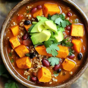 To make this chili, gather the following main ingredients: - 1 lb ground turkey - 2 medium sweet potatoes, peeled and diced - 1 can (15 oz) kidney beans, drained and rinsed - 1 can (15 oz) black beans, drained and rinsed - 1 can (28 oz) crushed tomatoes - 1 medium onion, chopped - 3 cloves garlic, minced - 1 bell pepper (red or green), chopped - 2 cups chicken or vegetable broth These ingredients create a hearty base for your chili. The ground turkey adds protein. Sweet potatoes bring sweetness and texture. Beans provide fiber and a creamy mouthfeel. Tomatoes add acidity and depth. For the perfect flavor, you'll need these spices: - 2 tablespoons chili powder - 1 teaspoon cumin - 1 teaspoon smoked paprika - ½ teaspoon salt - ¼ teaspoon black pepper These spices make your chili warm and tasty. Chili powder adds heat. Cumin gives it an earthy flavor. Smoked paprika lends a subtle smokiness. Salt and pepper round out the taste. To elevate your chili, consider these optional garnishes: - Fresh cilantro - Diced avocado These toppings add color and freshness. Cilantro provides a bright flavor. Avocado adds creaminess and richness. You can serve the chili with crusty bread or tortilla chips for extra crunch. Start by heating 1 tablespoon of olive oil in a large skillet over medium heat. Once hot, add 1 lb of ground turkey. Cook it for about 5 to 7 minutes. Use a wooden spoon to break it apart as it cooks. You want it to brown evenly. Lightly season it with ½ teaspoon salt and ¼ teaspoon black pepper. This step adds flavor and helps the turkey cook well. In your slow cooker, add the browned turkey. Then, toss in 2 medium sweet potatoes, peeled and diced. Next, add 1 can of drained kidney beans and 1 can of drained black beans. Pour in 1 can of crushed tomatoes, then add 1 chopped medium onion, 3 minced garlic cloves, and 1 chopped bell pepper. Don’t forget to sprinkle in 2 tablespoons of chili powder, 1 teaspoon of cumin, and 1 teaspoon of smoked paprika. Mix everything well to combine the flavors. Pour in 2 cups of chicken or vegetable broth. This liquid helps cook the sweet potatoes and melds the flavors. Set your slow cooker to low and cook for 6 to 8 hours. If you’re short on time, you can set it to high for 3 to 4 hours. The chili is ready when the sweet potatoes are tender. Before serving, taste the chili. Adjust any seasonings if needed. Enjoy your warm bowl of chili! To make your chili really pop, use fresh spices. Fresh chili powder adds a rich taste. Try toasting spices in the pan for a few minutes. This brings out their best flavor. You can also play with the heat. If you like it spicy, add more chili powder or jalapeños. For a sweet touch, add a splash of maple syrup or honey. This balances the heat nicely. You can change this recipe to fit your taste. For a vegetarian option, swap the turkey for lentils or mushrooms. They add great texture and flavor. If you prefer a milder chili, use less chili powder. Adding more beans and sweet potatoes makes it hearty without the heat. You can also try different beans, like pinto or cannellini, for a new twist. To make your chili thicker, mash some sweet potatoes while cooking. This adds body and creaminess. You can also let it cook longer with the lid off. For a thinner chili, add more broth. Start with half a cup, then check the consistency. Another tip is to blend a portion of the chili in a blender. This gives a smooth texture while keeping some chunky bits. {{image_2}} If you want a vegetarian option, you can swap the turkey for lentils or quinoa. Both options add protein and a nice texture. Lentils cook well in the slow cooker, making them a great choice. Quinoa adds a light, fluffy feel to the chili. Just make sure to adjust the cooking time as needed. Want to boost the nutrition? Add more veggies! Chopped carrots, zucchini, or spinach can blend in well. These veggies add color and flavor. They also increase the fiber content. You can toss them in with the other ingredients for more taste and texture. Explore different bean combinations to change the flavor. Instead of kidney and black beans, try pinto beans or chickpeas. Each type of bean brings a unique taste and texture. Mixing beans can create a fun twist on the original recipe. Just remember to rinse and drain canned beans to keep the chili from getting too salty. After you finish your Slow Cooker Turkey Sweet Potato Chili, let it cool first. Once it's cool, transfer it to an airtight container. Store the chili in the fridge for up to four days. If you plan to eat it soon, this is the best way to keep it fresh. Make sure to label your container with the date. This way, you will know when to eat it. If you want to save some chili for later, freezing is a great option. Allow the chili to cool down completely. Then, put it in a freezer-safe container or a heavy-duty freezer bag. Make sure to remove as much air as you can. Frozen chili can last up to three months. When you're ready to eat it, just thaw it in the fridge overnight. To reheat your chili, you can use the stove or microwave. If using the stove, heat it in a pot over medium heat. Stir occasionally until it's hot. This usually takes about 10 minutes. If you prefer the microwave, place your chili in a bowl. Heat it on high for 2-3 minutes, stirring halfway through. Always check that it’s hot all the way through before eating. Enjoy your tasty leftovers! Cooking this chili takes about 6-8 hours on low or 3-4 hours on high. These times help the sweet potatoes become soft and the flavors mix well. The slow cooker does the hard work while you relax or do other tasks. Yes, you can! If you prefer, you can swap ground turkey for ground beef, chicken, or even pork. Each meat gives a different taste. Just remember to cook the meat first if you use beef or pork. This step adds depth to your chili's flavor. To store leftover chili, let it cool first. Then, place it in an airtight container. It can stay in the fridge for up to four days. For longer storage, freeze the chili. Just make sure to use a freezer-safe container. You can enjoy it later by simply reheating! In this blog post, we covered how to make Slow Cooker Turkey Sweet Potato Chili. We explored main ingredients, spices, and optional garnishes. I shared easy steps for preparation, cooking times, and tips for flavor. You can even try variations like vegetarian options or extra veggies. Remember, chili is flexible and fun to make. Adjust it to your taste, and enjoy it with friends or family. Happy cooking!