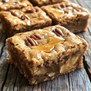 To make these delightful blondies, you will need: - 1 cup unsalted butter - 1 1/2 cups brown sugar - 1/2 cup granulated sugar - 1/4 cup pure maple syrup - 2 large eggs - 2 teaspoons vanilla extract - 2 cups all-purpose flour - 1 teaspoon baking soda - 1/2 teaspoon salt - 1 cup pecans, chopped - 1/2 cup chocolate chips (optional) - Unsalted butter gives a rich taste. You can use salted butter, but cut back on the salt. - Brown sugar adds moisture and a caramel flavor. Light or dark brown sugar both work. - Pure maple syrup brings a sweet depth. Avoid pancake syrup for better flavor. - Eggs help bind the blondies. Flax eggs can be a vegan substitute. - Use vanilla extract for warmth. Do not use imitation vanilla; it lacks flavor. - All-purpose flour provides structure. You can use gluten-free flour if needed. - Baking soda is key for rise. Do not skip it; it helps the texture. - Salt enhances all flavors. It balances sweetness and brings out richness. - Pecan nuts add crunch. You can swap them for walnuts or skip them entirely. - Chocolate chips give extra sweetness. They are optional but highly recommended. Each ingredient plays a key role in the taste of these blondies. - Unsalted butter creates a nutty base with a rich mouthfeel, especially when browned. - Brown sugar adds moisture and a warm, caramel note. It deepens the overall sweetness. - Granulated sugar helps the blondies rise and gives them a slight crispness. - Maple syrup infuses a unique flavor that pairs well with nuts. It adds an earthy tone. - Eggs provide structure and moisture, making the blondies soft and chewy. - Vanilla extract enhances sweetness and rounds out the flavors. - All-purpose flour brings everything together, holding the blondies' shape. - Baking soda creates a light texture, making the blondies less dense. - Salt amplifies all the flavors, making each bite more enjoyable. - Pecans add a crunchy texture and a buttery taste that complements the sweet base. - Chocolate chips, if added, provide pockets of melted sweetness that contrast nicely with the other flavors. Start by preheating your oven to 350°F (175°C). This step warms your oven for even baking. Next, take an 8x8 inch baking pan. You can grease it with butter or line it with parchment paper. Lining makes it easy to lift the blondies out later. To make brown butter, place 1 cup of unsalted butter in a medium saucepan. Cook it over medium heat. Stir it often to prevent burning. Watch it closely. The butter will melt and foam. After a few minutes, it will turn golden brown and smell nutty. This usually takes about 5-7 minutes. Once it reaches this stage, remove it from heat. Let it cool for a bit before using it in your mix. In a large mixing bowl, combine the brown butter, 1 1/2 cups of brown sugar, 1/2 cup of granulated sugar, and 1/4 cup of pure maple syrup. Whisk these together until smooth. Then add 2 large eggs, one at a time. Mix well after each egg. Stir in 2 teaspoons of vanilla extract for extra flavor. In another bowl, whisk together 2 cups of all-purpose flour, 1 teaspoon of baking soda, and 1/2 teaspoon of salt. Gradually add this dry mix to your wet mix. Stir until just combined. Be careful not to overmix. Finally, fold in 1 cup of chopped pecans and 1/2 cup of chocolate chips if you like. Now, your batter is ready to pour into the pan! To get that soft and chewy texture, you must not overmix the batter. Mix until the dry ingredients just blend in. The right bake time also matters. Check them around 25 minutes. A toothpick should come out with a few moist crumbs. This keeps them from drying out. One big mistake is using cold eggs. Always bring them to room temperature. This helps them mix well. Also, make sure your oven is at the right temperature. An oven thermometer can help. Finally, don't skip the cooling step. Cutting them too early can ruin the texture. Want to add more flavor? Try using different nuts like walnuts or almonds. You can also mix in dried fruits like cranberries or cherries. For a fun twist, add a pinch of cinnamon or nutmeg. These spices lift the taste and make them even more special. {{image_2}} You can swap pecans for other nuts. Try walnuts, almonds, or hazelnuts. These options add different flavors and textures. You can also skip the nuts if you want a nut-free treat. For fun, add dried fruit like cranberries or cherries. They give a nice chew and sweetness. To make gluten-free blondies, use a gluten-free flour blend. Look for a mix that works well for baking. This way, you can still enjoy the same soft, chewy texture. Just make sure your baking soda is gluten-free too. Serve your blondies warm for the best taste. Drizzle extra maple syrup over the top. A sprinkle of sea salt balances the sweetness. For an extra treat, add a scoop of vanilla ice cream beside each blondie. This makes a delightful dessert for any occasion! To keep your blondies fresh, store them in an airtight container. Line the container with parchment paper to avoid sticking. Place a layer of blondies in the container, then add another layer of parchment before adding more blondies. This helps keep them soft and moist. When stored properly, blondies can last for up to one week at room temperature. If you want them to last longer, they can go in the fridge. In the fridge, they stay fresh for about two weeks. Just remember to let them come to room temperature before serving for the best taste. If you want to freeze blondies, wrap them tightly in plastic wrap. Then, put them in a freezer-safe bag or container. They can last up to three months in the freezer. When you’re ready to enjoy them, thaw them in the fridge overnight. To reheat, place them in the oven at 350°F for 10-15 minutes. This warms them up nicely and restores their chewy texture. Yes, you can make these blondies ahead of time. They taste great after a day or two. Just store them in an airtight container. This keeps them fresh and soft. You can enjoy them later or share with friends. Blondies and brownies are both sweet bars, but they have key differences. Blondies use brown sugar and no cocoa powder. This gives them a sweet, caramel-like flavor. Brownies use cocoa, making them chocolatey and rich. Both are delicious, but they have unique tastes. To check if your blondies are done, look for golden edges. Insert a toothpick in the center. If it comes out clean or with a few moist crumbs, they are ready. Avoid overbaking; this keeps them soft and chewy. Yes, you can use different nuts like walnuts or almonds. If you prefer no nuts, leave them out. The blondies will still taste great. You can also add chocolate chips or dried fruit for extra flavor. This blog post guided you through making delicious brown butter maple pecan blondies. We covered key ingredients and their flavors, baking techniques, and how to avoid common mistakes. I shared tips for great texture and creative variations. You also learned how to store these treats properly. With these steps, you can impress anyone with your baking skills. Enjoy crafting the perfect blondies that delight your taste buds!