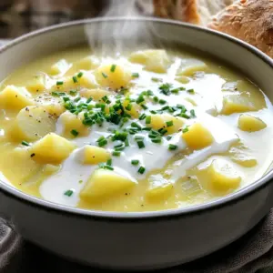To make this creamy potato leek crockpot soup, you need the following ingredients: - 4 large russet potatoes, peeled and diced - 3 leeks, cleaned and sliced (white and light green parts) - 1 medium yellow onion, diced - 4 cloves garlic, minced - 4 cups vegetable broth - 1 cup heavy cream (or coconut cream for a vegan option) - 2 tablespoons olive oil - 1 teaspoon dried thyme - Salt and pepper to taste - Fresh chives, chopped (for garnish) You can easily swap some ingredients to fit your taste or needs. - Use Yukon gold potatoes instead of russet for a creamier texture. - If you want a lighter soup, use half-and-half instead of heavy cream. - For a vegan version, stick with coconut cream. - Instead of vegetable broth, chicken broth works well too. - You can add celery for more flavor or swap garlic for shallots. Choosing fresh ingredients is key to a tasty soup. Here are my tips: - Pick firm potatoes with no sprouting or blemishes. - Choose leeks that are firm and have clean, green tops. - Select onions that feel heavy for their size and have dry skin. - For garlic, look for bulbs that are plump and have no soft spots. - Always check the expiration date on your broth and cream. First, gather your ingredients. You will need: - 4 large russet potatoes, peeled and diced - 3 leeks, cleaned and sliced (white and light green parts) - 1 medium yellow onion, diced - 4 cloves garlic, minced - 4 cups vegetable broth - 1 cup heavy cream (or coconut cream for a vegan option) - 2 tablespoons olive oil - 1 teaspoon dried thyme - Salt and pepper to taste - Fresh chives, chopped (for garnish) Start by prepping the leeks. Slice them thinly and soak them in a bowl of water. This helps remove any dirt. Drain them and set them aside. Next, dice the potatoes, onion, and garlic. Having all your ingredients ready makes cooking easier. In your crockpot, add the diced potatoes, sliced leeks, diced onion, and minced garlic. Drizzle with olive oil. Sprinkle with dried thyme, salt, and pepper. Stir everything to mix well. Pour the vegetable broth over the top, ensuring the veggies are fully submerged. Cover the crockpot. Cook on low for 6-8 hours or on high for 3-4 hours. The potatoes should become tender. Once the cooking time is up, it's time to blend. Use an immersion blender to puree the soup until it's creamy. You can also transfer it in batches to a standard blender if needed. After blending, stir in the heavy cream or coconut cream. Mix until fully incorporated. Taste and add more salt and pepper if needed. Let the soup cook for an additional 30 minutes on low to warm the cream through. Enjoy the rich, creamy flavor! To make your creamy potato leek soup even better, consider these tips: - Use fresh leeks. They add a sweet flavor. - Sauté the garlic and onion before adding to the crockpot. This boosts the taste. - Add a bay leaf during cooking. Remove it before blending for depth. - Experiment with spices, like nutmeg or smoked paprika, for a unique twist. - Finish with fresh herbs. Chives work great and add color. The cooking time can change based on your crockpot. Here’s what to keep in mind: - For a more tender soup, cook on low for 8 hours. - If short on time, use high heat for 3-4 hours. - Always check the potatoes for doneness. They should easily mash with a fork. - If you like a thicker soup, blend for longer. This will create a creamier texture. Serving your soup right makes it more enjoyable. Here are some ideas: - Use deep bowls for a cozy feel. - Garnish with chopped chives and a drizzle of cream. This adds flair. - Serve with crusty bread for a filling meal. - Pair with a simple salad for a balanced dinner. - Consider using colorful bowls to make the dish pop. {{image_2}} You can easily make this soup vegan and dairy-free. Just swap heavy cream for coconut cream. It adds a lovely, rich taste. You can also use a plant-based broth to keep it vegan-friendly. This way, you keep all the creamy goodness without any animal products. Want to make your soup heartier? Add protein! Chickpeas or white beans work well. Drain and rinse them before adding. You can also add cooked chicken or turkey to the mix. These options make the soup filling while keeping it delicious. Feel free to change the flavors! Add a pinch of nutmeg for warmth. If you like spice, add red pepper flakes. Fresh herbs like parsley or dill can brighten the taste. Adjust the seasonings to fit your mood. Each variation offers a new twist on the classic flavor. To keep your creamy potato leek soup fresh, let it cool first. Then, transfer it to an airtight container. Make sure to store it in the fridge. It will stay good for about three to four days. When you want to eat it again, just take it out and heat it up. If you want to save some soup for later, freezing is a great option. After the soup cools, pour it into freezer-safe bags or containers. Leave some space at the top for expansion. Label the bags with the date. This soup can last up to three months in the freezer. Just remember, the cream may change texture a bit when thawed. When you're ready to enjoy your soup, take it out of the fridge or freezer. If it’s frozen, let it thaw in the fridge overnight. To reheat, pour the soup into a pot over medium heat. Stir it often to avoid sticking. If it seems too thick, add a splash of broth or water. Heat until it’s warm throughout. Enjoy it with fresh chives on top! Yes, you can make this soup ahead of time. It stores well in the fridge. To do this, cook the soup as directed, then let it cool. Place it in an airtight container and store it in the fridge. It will last for about three days. You can also freeze it for longer storage. Just make sure to leave some space in the container for expansion. When you are ready to eat, thaw it overnight in the fridge and reheat on the stove. To make this soup healthier, you can make a few simple swaps. Use low-sodium vegetable broth to cut down on salt. You can also replace heavy cream with a lighter option, like milk or unsweetened almond milk. If you want more fiber, add in some chopped kale or spinach. These greens cook down well and add nutrients without changing the taste much. Also, consider adding more veggies like carrots or celery for added texture and health benefits. This soup pairs nicely with many sides. A fresh green salad adds a nice crunch and balances the creaminess. Crusty bread is another great option; it’s perfect for dipping. You can also serve it with grilled cheese sandwiches for a cozy meal. If you want a bit of protein, consider pairing it with roasted chicken or a light quiche. Each option enhances the soup's flavors while providing a complete meal. This blog post covered ingredients, cooking steps, and storage tips for creamy potato leek soup. You learned how to select fresh ingredients and the best ways to enhance flavor. Don’t forget about the variations, like vegan options or adding protein. Proper storage can keep leftovers tasty and fresh. By following these tips and tricks, you will enjoy a delicious soup anytime. Make this recipe your own; get creative and share it with friends!