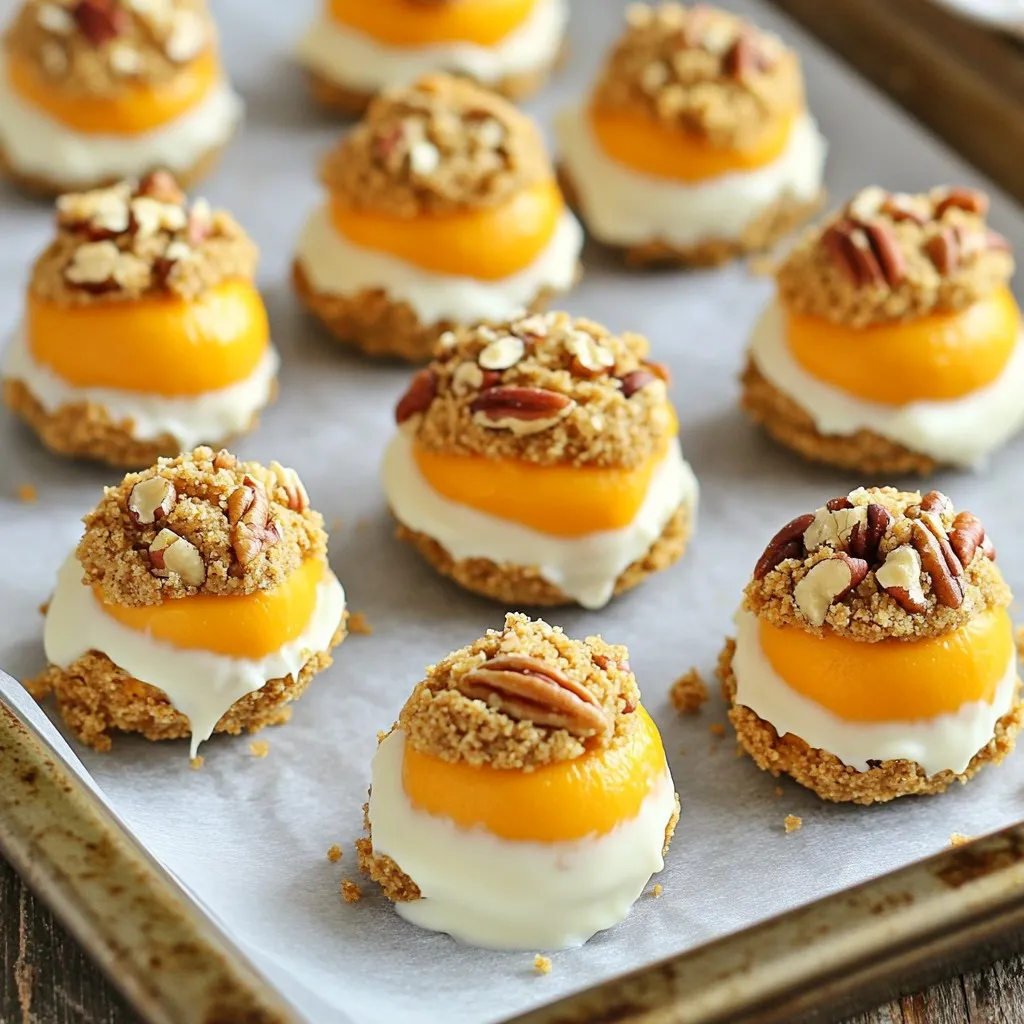 - 1 cup cream cheese, softened - 1 cup canned pumpkin puree - 1/2 cup powdered sugar The main ingredients of these truffles start with cream cheese. It gives a rich and smooth base. We use canned pumpkin puree to provide that lovely fall flavor. Powdered sugar sweetens the mixture, making each bite a delight. - 1 teaspoon vanilla extract - 1 teaspoon pumpkin pie spice - Pinch of salt For flavor, we add vanilla extract. It adds warmth and depth. Pumpkin pie spice gives a blend of cinnamon, nutmeg, and ginger, enhancing the pumpkin taste. A pinch of salt balances the sweetness, ensuring a well-rounded flavor. - 1 cup graham cracker crumbs - 1/2 cup white chocolate chips, melted - 1/4 cup chopped pecans (optional) The fun part comes with the coating. Graham cracker crumbs provide a nice crunch and flavor. Melting white chocolate creates a sweet, creamy layer on the outside. You can add chopped pecans for extra texture and taste, too! First, take your cream cheese. Use an electric mixer to beat it until smooth. This step is key for a creamy texture. Next, add in the canned pumpkin puree. Mix in the powdered sugar, vanilla extract, pumpkin pie spice, and a pinch of salt. Blend everything together until it is smooth and well combined. This mixture will give your truffles that rich, pumpkin cheesecake flavor. Now, it’s time to form the truffles. Gradually fold in 3/4 cup of the graham cracker crumbs into the pumpkin mixture. This will add texture and help the truffles hold their shape. With clean hands, scoop about a tablespoon of the mixture. Roll it into a ball and place it on a parchment-lined baking sheet. Repeat this until all the mixture is shaped into truffles. You should have around 20 truffles when you're done. After shaping your truffles, refrigerate them for at least 30 minutes. This helps them firm up. While they chill, prepare the coating. In a small bowl, mix the remaining graham cracker crumbs with chopped pecans if you choose to use them. Once the truffles have set, dip each one in the melted white chocolate. Let any excess chocolate drip off. Then, roll each truffle in the crumb mixture to coat it well. Place the coated truffles back on the baking sheet. Finally, refrigerate again for about 15 minutes to set the chocolate coating. Enjoy your sweet creations! To get the best texture for your no-bake pumpkin cheesecake truffles, start with softened cream cheese. This makes mixing easy and gives a smooth finish. If your cream cheese is cold, it can clump and ruin the truffle's texture. After you form the truffles, refrigerate them for at least 30 minutes. This helps them firm up nicely, so they hold their shape when coated. You can make these truffles even tastier. Try adding extra spices like nutmeg or ginger for a warm kick. A hint of cinnamon can also elevate the flavor profile. If you want to switch things up, consider using different coatings. You can roll the truffles in cocoa powder or crushed nuts for a fun twist. Presentation matters when serving your truffles. Arrange them on a pretty platter for a festive look. You can sprinkle extra graham cracker crumbs on top for a charming touch. Adding a few pecans on top can also give a nice crunch and visual appeal. For a splash of color, pair the truffles with fresh fruit or mint leaves. {{image_2}} You can switch up the flavors of these truffles easily. For a spicy twist, try pumpkin spice truffles. Just add different spices like nutmeg or allspice to your mix. If you love chocolate, make chocolate pumpkin truffles by mixing in cocoa powder. This gives you a rich flavor that pairs perfectly with pumpkin. If you need a vegan option, use non-dairy cream cheese instead of regular cream cheese. This keeps the creamy texture while making it plant-based. For a gluten-free version, use alternative crumbs like almond flour or gluten-free graham crackers. This way, everyone can enjoy these tasty treats. You can make these truffles fit any holiday. Decorate them with festive sprinkles or edible glitter for a fun look. During the holidays, add spices like cinnamon or nutmeg for extra warmth. These small changes can make your truffles feel special for any occasion. Store your truffles in airtight containers in the fridge. This keeps them fresh and tasty. Enjoy them within 5 days for the best flavor. To save truffles for later, freezing is a great option. Place the truffles in a single layer on a baking sheet. Once frozen, transfer them to an airtight container. They can last up to three months in the freezer. When you want to enjoy them, thaw the truffles in the fridge overnight. This helps keep their creamy texture and flavor. Check your truffles for signs of spoilage. Look for any changes in color or smell. If they feel sticky or slimy, it’s best to discard them. To keep your truffles fresh, always use clean utensils when serving. Proper storage helps maintain their delicious taste and texture. No-bake pumpkin cheesecake truffles can last in the fridge for about five days. Store them in an airtight container to keep them fresh. If you want to save them longer, freeze the truffles. They can last up to three months in the freezer. Just remember to wrap them well to avoid freezer burn. Yes, you can use fresh pumpkin. Fresh pumpkin adds a nice texture and flavor. However, it needs more prep time. You must cook and puree the pumpkin first. Canned pumpkin offers convenience and saves time. Both options taste great, but canned is easier for quick recipes. If you don’t have graham crackers, try using digestive biscuits or vanilla wafers. You can even use crushed cookies like Oreos for a different flavor. For a gluten-free option, use gluten-free cookie crumbs. Each option gives the truffles a unique taste while keeping the crunch. These no-bake pumpkin cheesecake truffles are easy to make and delicious. You learned the key ingredients and how to prepare them. I shared tips to enhance flavor and presented fun variations. Remember to store them correctly for the best taste. These treats are perfect for sharing or treating yourself. Enjoy making this festive dessert and impressing your friends and family!