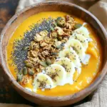 For my High-Protein Pumpkin Pie Smoothie Bowl, I use these main items: - 1 cup canned pumpkin puree - 1 ripe banana, frozen - 1/2 cup Greek yogurt (plain or vanilla) - 1 cup almond milk (or milk of choice) - 2 tablespoons protein powder (vanilla or unflavored) - 1 teaspoon pumpkin pie spice These ingredients give the smoothie bowl a creamy texture and a rich flavor. Canned pumpkin puree is great for convenience and taste. The frozen banana adds natural sweetness and creaminess. Greek yogurt boosts protein content, making this bowl a filling choice. I often add these optional items for extra taste and texture: - 1 tablespoon maple syrup (optional, for sweetness) - 1/4 cup granola - 2 tablespoons chia seeds - 1 tablespoon pumpkin seeds - Whipped coconut cream (for garnish, optional) Maple syrup sweetens the bowl, but you can skip it if you like. Granola adds a nice crunch, while chia and pumpkin seeds boost nutrition. Whipped coconut cream makes for a fun and creamy topping. This smoothie bowl packs a punch with protein and nutrients. Here’s a quick look at what you get: - High in protein from Greek yogurt and protein powder - Loaded with fiber from pumpkin, chia seeds, and banana - Low in calories if you skip the maple syrup - Rich in vitamins A and C from pumpkin - Healthy fats from seeds This makes the smoothie bowl a great choice for breakfast or a snack. It fuels your day with good ingredients. Enjoy this delightful mix of flavors and health benefits! To start, gather all your ingredients. You will need: - 1 cup canned pumpkin puree - 1 ripe banana, frozen - 1/2 cup Greek yogurt - 1 cup almond milk - 2 tablespoons protein powder - 1 teaspoon pumpkin pie spice - 1 tablespoon maple syrup (optional) - 1/4 cup granola - 2 tablespoons chia seeds - 1 tablespoon pumpkin seeds - Whipped coconut cream (optional) Make sure your banana is frozen for a thick texture. Measure each ingredient carefully. This helps create the best flavor and smoothness. Now, place all the ingredients into your blender. Add the canned pumpkin, frozen banana, Greek yogurt, almond milk, protein powder, pumpkin pie spice, and maple syrup. Blend on high speed until the mixture is smooth and creamy. You want no lumps at all. If it seems too thick, simply add a little more almond milk. Blend again until you reach your desired consistency. Pour your smoothie into a bowl. It should look thick and inviting. Now it’s time to add some toppings! Sprinkle granola, chia seeds, and pumpkin seeds on top. For a special touch, add a dollop of whipped coconut cream. This adds a nice creamy finish. Grab a spoon and enjoy your delicious high-protein pumpkin pie smoothie bowl right away! To get that smooth and creamy texture, start with the right ingredients. Use frozen banana for a thick base. Blend the canned pumpkin puree, Greek yogurt, and almond milk well. If it feels too thick, add more almond milk, a little at a time. Keep blending until you reach your desired smoothness. You can change the flavor of your smoothie bowl easily. Try adding a pinch of cinnamon or nutmeg for extra warmth. If you love sweetness, mix in a bit more maple syrup. For a nutty taste, add almond butter or peanut butter. Each option gives your bowl a new twist! Make your smoothie bowl look as good as it tastes! Pour the mixture into a nice bowl. Top it with granola, chia seeds, and pumpkin seeds for crunch. If you want to impress, add a dollop of whipped coconut cream. You can also use fresh fruit slices or nuts for decoration. A colorful bowl makes eating more fun! {{image_2}} If you want a dairy-free option, swap Greek yogurt for coconut yogurt. It adds creaminess and a slight sweetness. You can also use oat milk or soy milk instead of almond milk. This way, you keep the taste while making it friendly for those who avoid dairy. To boost the flavor, try adding a pinch of nutmeg or cinnamon. These spices will give your smoothie bowl a warm, cozy taste. You can also mix in a tablespoon of almond butter for a nutty twist. It adds protein and makes it even more filling. For a fun twist during the holidays, add some cranberries or pecans to the top. This adds color and crunch. You can also try using sweet potatoes instead of pumpkin for a different flavor. Each season brings new tastes to explore, so don’t be afraid to get creative! To store leftovers, place the smoothie bowl in an airtight container. Be sure to cover it well to keep it fresh. You can store it in the fridge for up to two days. When you're ready to eat, give it a good stir. The toppings may get soft, but they will still taste great. If you want to freeze your smoothie bowl, pour it into a freezer-safe container. Leave some space at the top for expansion. It can last up to one month in the freezer. When you're ready to enjoy it, let it thaw in the fridge overnight. Blend it again to restore the creamy texture before serving. The high-protein pumpkin pie smoothie bowl stays fresh for about two days in the fridge. If frozen, it can last a month. However, for the best taste and texture, enjoy it fresh. Always check for any change in smell or color before eating leftovers. Yes, you can use fresh pumpkin. Start by cooking a pumpkin until it’s soft. Then, scoop out the flesh and puree it until smooth. This gives a fresh taste to your smoothie bowl. Just make sure to measure out one cup for the right amount. Fresh pumpkin can add a lovely texture and flavor. If you don’t have Greek yogurt, you can use regular yogurt. Plant-based yogurt works too. Look for options like almond or coconut yogurt. This keeps the bowl creamy and adds protein. You can also use silken tofu for a thicker consistency. The flavor will be different, but it will still taste great. Yes, this smoothie bowl is great for meal prep. You can blend the ingredients and store them in the fridge for up to two days. Just remember to keep the toppings separate until you’re ready to eat. This keeps everything fresh and crunchy. It’s a quick, healthy meal for busy days. In this blog post, I covered the key ingredients for your smoothie bowl, both main and optional. You learned step-by-step how to prepare, blend, and serve it. I shared tips for the perfect consistency and custom flavors. We explored variations, including dairy-free options and seasonal ingredients. Lastly, I provided storage tips and answered common questions. Enjoy your smoothie bowl journey! Experiment with ideas to make it your own. Happy blending!