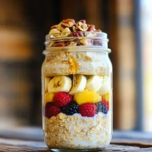 - 1 cup rolled oats - 2 cups milk (dairy or plant-based) - 1/4 cup maple syrup - 1/4 cup brown sugar - 1/2 teaspoon vanilla extract - 1/2 teaspoon cinnamon - Pinch of salt - 1/2 cup Greek yogurt (optional for creaminess) - 1/2 cup chopped nuts (such as pecans or walnuts) - Fresh fruit for topping (e.g., bananas, berries, or apples) To make Maple Brown Sugar Overnight Oats, you need simple ingredients. Rolled oats are the base. They soak up the liquid and become soft. Milk adds creaminess. You can pick dairy or a plant-based option. Maple syrup gives sweetness and a unique flavor. Brown sugar enhances the sweet taste. Vanilla and cinnamon add warmth and depth. A pinch of salt balances the flavors. If you want a creamier texture, Greek yogurt is a great choice. Chopped nuts add crunch and nutrition. Fresh fruit on top makes the oats pop with color and flavor. These ingredients come together to create a tasty and satisfying breakfast. You can mix and match based on what you have at home. Enjoy the ease of preparing a delightful meal! Making Maple Brown Sugar Overnight Oats is simple. You only need a few steps. This recipe takes about 10 minutes to prepare. Then, let it sit overnight. In the morning, you enjoy a tasty breakfast! First, gather your rolled oats and a pinch of salt. In a large mixing bowl, add 1 cup of rolled oats. Sprinkle in the pinch of salt. Stir the oats and salt together until mixed well. This helps to enhance the flavor of the oats. Next, take a separate bowl. Here, whisk together 2 cups of milk, 1/4 cup maple syrup, and 1/4 cup brown sugar. Add 1/2 teaspoon of vanilla extract and 1/2 teaspoon of cinnamon. Mix until the sugar dissolves. This sweet mixture gives the oats a rich flavor. Now, pour your wet mixture over the dry oats. Stir thoroughly. Ensure every oat is coated in that sweet goodness. If you want creaminess, fold in 1/2 cup of Greek yogurt now. It adds a nice texture! Transfer the mixture into mason jars or airtight containers. Divide it evenly. Seal the jars and place them in the fridge. Let the oats soak overnight or for at least 4 hours. This soaking time allows the oats to absorb all the flavors. In the morning, take out your jars. Stir the oats well. If they seem thick, add a splash of milk to loosen them. Top with fresh fruit like bananas, berries, or apples. For a crunchy touch, sprinkle chopped nuts on top. Drizzle with extra maple syrup if you like! Enjoy your delicious breakfast! To get that lovely creaminess, add Greek yogurt to your oats. It makes them rich and smooth. You can use plain or flavored yogurt. I like using plain yogurt because it lets the maple flavor shine. Just fold in half a cup of Greek yogurt after mixing in the oats. This will give you a great texture without being too heavy. Maple syrup and brown sugar work well together. They give your oats a sweet and warm flavor. You can adjust the sweetness to your taste. If you like it sweeter, add more syrup or sugar. For a different twist, try adding vanilla extract or cinnamon. These simple changes can make your oats even more tasty. Adjust the texture of your oats based on your preference. If you want them thicker, use less milk. If you prefer them creamier, add more Greek yogurt. You can also stir in extra milk in the morning if they are too thick. Feel free to experiment with different toppings, like fresh fruits or nuts. This customization lets you create your perfect bowl of oats. {{image_2}} You can add different flavors to your overnight oats. Try nuts like pecans or walnuts. These add a nice crunch. Seeds like chia or flaxseed can boost nutrition. Chocolate chips or cocoa powder add sweetness for a treat. Dried fruit like raisins or cranberries also works well. Each add-in gives a new taste and texture. If you want to change the sweetness, use honey or agave syrup. Honey brings a floral note. Agave is milder and less sweet. You can also try coconut sugar for a deeper flavor. Maple syrup is great, but these options can add variety to your oats. Switch up the milk for a new taste. Almond milk makes it nutty and light. Coconut milk adds creaminess and a tropical vibe. Oat milk is a great dairy-free choice too. You can even use yogurt instead of milk for a tangy kick. Each liquid can change how your oats taste and feel. Overnight oats can last in the fridge for up to five days. This makes them great for meal prep. After a few days, the oats may lose some texture. They will still taste good but might be softer. I recommend using mason jars or airtight containers. They keep the oats fresh and easy to grab. Glass jars work well because they are easy to clean. Plus, they let you see your delicious oats! You can freeze overnight oats for up to three months. To freeze, place oats in freezer-safe containers. Leave a little space at the top for expansion. When you're ready to eat, thaw them in the fridge overnight. You can also warm them in the microwave. Just add a splash of milk to bring back the creaminess. Yes, you can easily make these oats vegan. Use plant-based milk, like almond or oat milk. Replace Greek yogurt with a vegan option or skip it altogether. The oats will still taste great! If your oats are too thick, just add a splash of milk. You can use dairy or plant-based milk. Stir it in until you reach your desired consistency. This step makes your oats creamy and easy to eat. If you don’t have maple syrup, try agave syrup or honey. Both add sweetness to your oats. You can also use brown sugar to keep a similar flavor. Adjust the amount to fit your taste. Absolutely! These oats are perfect for meal prep. You can make them up to five days ahead. Just store them in airtight containers in the fridge. In the morning, add your favorite toppings for a quick breakfast. Overnight oats are easy and fun to make. Start with rolled oats and your choice of milk. Add sweeteners and spices for flavor. You can mix in Greek yogurt for creaminess and top with your favorite nuts and fruits. You can customize these oats with flavors and sweeteners. Store them well, and they last for days. Overall, overnight oats are a simple way to enjoy a nutritious meal. Try them in different ways, and discover your favorite! Enjoy your oatmeal adventure!