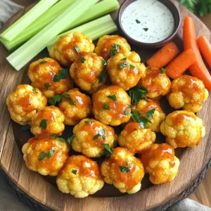 - 1 medium head of cauliflower, cut into bite-sized florets - 1 cup all-purpose flour - 1 cup water - 1 teaspoon garlic powder - 1 teaspoon onion powder - 1 teaspoon paprika - Salt and pepper to taste - 1 cup buffalo sauce (prepared) - 2 tablespoons olive oil - Fresh parsley, chopped (for garnish) You can swap all-purpose flour for gluten-free flour if needed. For a lighter option, use almond flour. Instead of buffalo sauce, you can try barbecue sauce for a milder flavor. If you want it spicy, add cayenne pepper to the batter. For a vegan take, use a plant-based milk instead of water in the batter. Each serving of these buffalo cauliflower bites has about: - Calories: 180 - Protein: 5g - Fat: 8g - Carbohydrates: 22g - Fiber: 3g This snack is a great choice for a healthy appetizer. It’s rich in flavor and low in calories. Plus, the cauliflower adds vitamins and minerals. Enjoy these bites guilt-free! First, grab a medium head of cauliflower. Cut it into bite-sized florets. This will help them cook evenly. Next, preheat your air fryer to 400°F (200°C). This step is key for getting crispy bites. While the air fryer heats, you can make the batter. In a large bowl, mix 1 cup of all-purpose flour, 1 cup of water, 1 teaspoon of garlic powder, 1 teaspoon of onion powder, and 1 teaspoon of paprika. Add salt and pepper to taste. Whisk the mixture until it is smooth. The batter should be thick enough to coat the cauliflower well. Dip each cauliflower floret into the batter. Make sure it is well coated but let the extra batter drip off. Spray the air fryer basket lightly with olive oil. This will help prevent sticking. Place the cauliflower bites in a single layer. Do not overcrowd the basket. Cook for 12-15 minutes. Shake the basket halfway to ensure even cooking. They should turn golden brown and crispy. Once the cauliflower bites are cooked, take them out of the air fryer. In a separate bowl, toss them with 1 cup of buffalo sauce. Make sure each piece is well coated in the spicy goodness. For added flavor, return the sauced bites to the air fryer for another 3-4 minutes. This helps the sauce set. Finally, take them out and garnish with chopped parsley for a fresh touch. To get the best crunch, make sure your batter is smooth. A lumpy batter can stick to the cauliflower and create soggy spots. I like to dip each floret well. Let the excess batter drip off before cooking. This step helps the bites get crispy in the air fryer. When cooking, shake the basket halfway through. This ensures all sides brown evenly. Clumping can ruin the look of your bites. To avoid this, mix your batter well. Use a whisk to blend flour, water, and spices until smooth. If it gets thick, add a little water. Dip your florets quickly. Don’t let them sit too long in the batter. This keeps the coating light and crispy. For a fun presentation, serve your cauliflower bites on a large platter. Add celery and carrot sticks for crunch. These veggies balance the heat of the buffalo sauce. Don't forget the dips! A small bowl of ranch or blue cheese dressing pairs perfectly. You can also sprinkle fresh parsley on top for color. {{image_2}} If you crave more heat, you can spice up your buffalo cauliflower bites. Start by adding more buffalo sauce to your batter. You can also mix in cayenne pepper or chili powder. This will kick the heat up a notch. Toss your cooked cauliflower in a blend of hot sauce and melted butter for that extra kick. Adjust the spice level to suit your taste buds. For a rich and savory twist, try Parmesan garlic cauliflower bites. Add grated Parmesan cheese and minced garlic to your batter. This adds a deep flavor to each bite. After air frying, toss the cauliflower in more Parmesan cheese. You can also sprinkle fresh garlic and parsley on top for extra zest. These bites are perfect for those who love cheesy snacks. If you want a vegan-friendly version, it’s easy to swap out ingredients. Use chickpea flour instead of all-purpose flour for a protein boost. You can mix it with water and spices just as you would with normal batter. This option keeps the bites crispy and tasty. Ensure your buffalo sauce is vegan too. Many brands offer great plant-based options. Enjoy these bites guilt-free! You can store leftover buffalo cauliflower bites in the fridge. Place them in an airtight container. They will stay fresh for about 3-4 days. Make sure to let them cool completely before sealing. This helps keep them crispy longer. When you’re ready to enjoy your leftovers, reheating is key. I recommend using the air fryer again for the best results. Preheat the air fryer to 350°F (175°C). Place the cauliflower bites in a single layer. Heat them for about 5-7 minutes. This method keeps them crispy and restores their flavor. If you want to save some for later, freezing is an option. After cooking, let the bites cool completely. Then, place them in a freezer-safe bag or container. They can last for up to 2 months in the freezer. When you’re ready to eat, just reheat from frozen in the air fryer. This will help them regain their crunch and taste. Yes, you can use frozen cauliflower. Just make sure to thaw it first. This helps the batter stick better. Pat the florets dry with a towel to remove excess moisture. This step is key for a crispy bite. Making buffalo sauce is easy! Here’s what you need: - ½ cup hot sauce (like Frank’s RedHot) - ¼ cup unsalted butter - 1 tablespoon white vinegar - ¼ teaspoon garlic powder 1. Melt the butter in a small pot over low heat. 2. Stir in the hot sauce and vinegar. 3. Add garlic powder and mix well. 4. Cook for 2-3 minutes until heated through. Now you have a tasty, homemade buffalo sauce! These bites are great with many sides. Here are some ideas: - Celery sticks for crunch. - Carrot sticks for sweetness. - A bowl of ranch or blue cheese dressing for dipping. - A fresh salad for a light touch. These pairings enhance the flavors and make your meal more fun. Enjoy! You’ve learned about making tasty Air Fryer Buffalo Cauliflower Bites. We discussed ingredients, steps, and helpful tips. You can easily customize flavors with spicy or garlic options. Remember, keeping bites crispy is key, and proper storage helps them last. Try serving them with your favorite dip. With these insights, you can create a delicious snack that anyone will love. Enjoy making your bites!